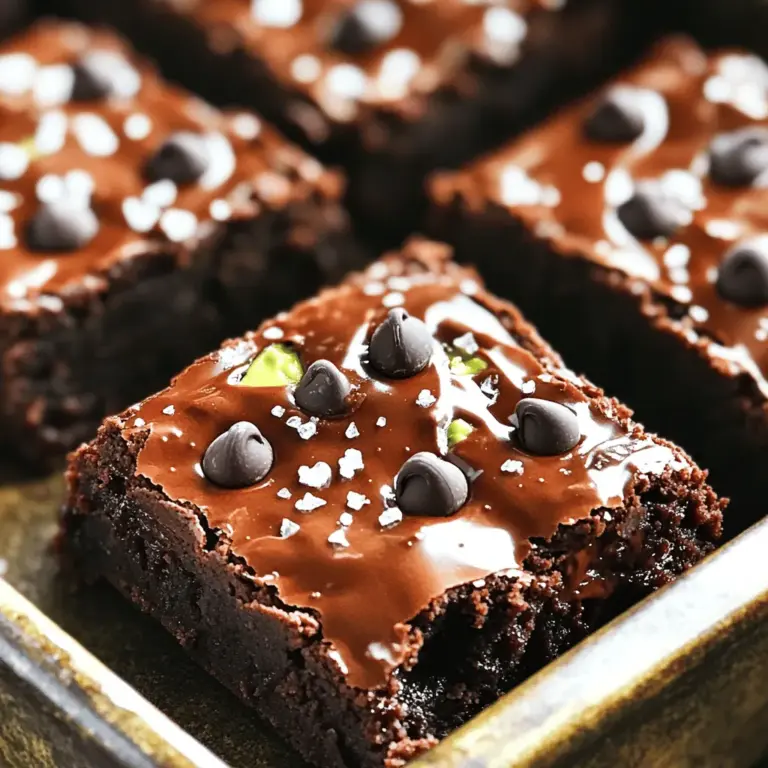 - 1 large ripe avocado, mashed - 1/2 cup coconut oil, melted - 1 cup brown sugar - 1/4 cup unsweetened cocoa powder - 1 teaspoon vanilla extract - 3 large eggs - 1/2 cup all-purpose flour - 1/2 teaspoon baking powder - 1/4 teaspoon salt - 1/2 cup dark chocolate chips - Optional: sea salt for sprinkling For these brownies, I love using a ripe avocado. It gives the brownies a creamy texture. The coconut oil adds moisture and richness. Brown sugar brings a lovely caramel flavor. Unsweetened cocoa powder keeps the chocolate taste bold. I always include vanilla extract for warmth. Eggs help bind everything together. All-purpose flour gives structure, while baking powder makes them rise. A little salt balances the flavors. Dark chocolate chips add extra chocolate goodness and joy. If you want, sprinkle some sea salt on top for a contrast. This recipe is simple and uses easy-to-find ingredients. You can find the full recipe above to guide you through the process. - Preheat the oven to 350°F (175°C). - Grease a 9x9 inch baking pan. To start, you want to preheat your oven. This helps the brownies bake evenly. Greasing the pan is important too. It makes sure your brownies come out easily after baking. - Combine mashed avocado, coconut oil, and brown sugar. - Incorporate dry ingredients and add chocolate chips. Next, grab a large mixing bowl. In it, combine the mashed avocado, melted coconut oil, and brown sugar. Mix until it’s smooth and creamy. This is where the magic starts! Then, add the cocoa powder and vanilla extract. Mix well. Beat in three eggs, one at a time. Make sure each one is mixed in fully before adding the next. In another bowl, whisk together the flour, baking powder, and salt. Slowly fold these dry ingredients into your wet mix. Be gentle to keep the batter light. Finally, fold in dark chocolate chips. They add a rich burst of flavor! - Pour batter into the baking pan. - Bake for 25-30 minutes and check doneness. Now, pour the batter into your greased pan. Spread it evenly. You can sprinkle a pinch of sea salt on top for a flavor boost. Bake your brownies in the preheated oven for 25-30 minutes. Check doneness by inserting a toothpick into the center. It should come out with moist crumbs, not wet batter. Let the brownies cool in the pan for about 10 minutes before cutting them into squares. Enjoy your rich and fudgy delight! For more details, check the Full Recipe. To get the right texture, I have two key tips. First, avoid overmixing the batter. When you mix too much, brownies can turn out tough. Stir just until you see no dry flour. Second, use ripe avocados for creaminess. A ripe avocado is soft and has a smooth texture. This will help your brownies stay moist and rich. There are simple ways to boost the flavor. One great trick is adding optional sea salt on top. A pinch of sea salt gives a nice contrast to the sweet chocolate. It enhances the overall taste. You can also use different types of chocolate chips. Dark chocolate chips add depth, while milk chocolate gives a sweeter bite. Mixing them can create a fun flavor twist. For the full recipe, check out the detailed instructions above! {{image_2}} You can make your brownies even better with some easy swaps. Try using applesauce instead of coconut oil. This will cut down on fat and add moisture. Applesauce keeps the brownies soft and adds a hint of sweetness. Another great swap is to use almond flour instead of all-purpose flour. Almond flour is gluten-free and adds a nice nutty flavor. It also gives your brownies a rich texture. These changes make your brownies a bit healthier without losing the yummy taste. Want to kick up the flavor? Adding nuts can give your brownies a nice crunch. Chopped walnuts or pecans work well. They add texture and a tasty contrast to the soft brownie. You can also try adding spices like cinnamon. Just a pinch can enhance the chocolate flavor. The warm spice makes your brownies feel cozy and comforting. These adjustments make your brownies unique and fun to enjoy. For the full recipe, check out the details above. To keep your chocolate avocado brownies fresh, you have a few options. You can store them at room temperature or in the fridge. If you choose room temperature, place them in an airtight container. This keeps them moist and soft for up to four days. If you want to store them longer, refrigeration works too. Place the brownies in a container and cover them well. They can last for about a week in the fridge. For extra freshness, you can add a slice of bread to the container. The bread helps keep moisture in and prevents the brownies from getting dry. If you want to save brownies for later, freezing is easy! First, cut them into squares. Wrap each piece in plastic wrap tightly. Then, place them in a freezer bag or container. Be sure to remove as much air as possible. This helps prevent freezer burn. When you want to enjoy them, take a brownie out and leave it at room temperature for about 30 minutes to thaw. If you prefer a warm treat, you can reheat it in the microwave for about 10 seconds. Enjoy the rich, fudgy delight from the Full Recipe whenever you like! Can I taste the avocado in these brownies? No, you cannot taste the avocado. The rich chocolate flavor takes over. The avocado makes the brownies moist and fudgy without any strong taste. What are the health benefits of using avocado in brownies? Using avocado in brownies adds healthy fats. Avocados provide vitamins, minerals, and fiber. They can help lower cholesterol and keep your heart healthy. Plus, they make the brownies creamy and rich! What to do if brownies turn out too dense? If your brownies are too dense, it might be due to overmixing. Mix just until combined. Also, check your oven temperature. If it's too hot, the brownies may bake too fast. How to fix overbaked brownies? If your brownies are overbaked, try adding a scoop of ice cream on top. This adds moisture back. You can also serve them with a drizzle of chocolate sauce to help soften them. These chocolate avocado brownies are rich and tasty. We reviewed the key ingredients, preparation steps, and useful tips. You can boost texture and flavor with ripe avocados or sea salt. Consider substitutes for a healthier version or add nuts for crunch. Proper storage helps keep them fresh longer. Now, you're ready to bake these treats that blend health with indulgence. Enjoy your delicious and fun chocolate avocado brownies!