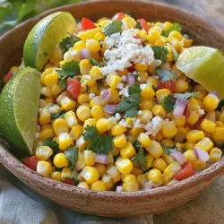 - Fresh Corn: You need 4 ears of fresh corn. Husk them carefully. Grilling gives the best flavor, but boiling works too. Grill until charred, about 10 to 12 minutes. If you boil, do it for 5 minutes. Let the corn cool, then cut off the kernels. - Vegetables and Herbs: You will use a red bell pepper, red onion, fresh cilantro, and jalapeño. The red bell pepper should be finely diced. Chop the red onion and cilantro. For the jalapeño, remove the seeds and mince it. These add flavor and crunch to the salad. - Dressing Components: The dressing includes mayonnaise, lime juice, chili powder, salt, and pepper. Mix 1/4 cup of mayonnaise with 2 tablespoons of lime juice. Add 1 teaspoon of chili powder, and season with salt and pepper. This dressing ties the salad together and adds zing. For the full recipe, check out the previous section. Enjoy your fresh and flavorful Mexican street corn salad! Grilling vs. Boiling: Method Details You can choose to grill or boil the corn. Grilling gives the corn a smoky flavor. To grill, cook the corn on a hot grill for about 10-12 minutes. Turn it often until it gets nice and charred. If you prefer boiling, place the corn in boiling water for just 5 minutes. This makes the corn tender. After either method, let the corn cool before cutting. Chilling Time: Importance and Tips Chilling the corn is key. It helps the flavors mix well. Once the corn cools, cut the kernels off the cob. Place the kernels in a bowl and let them chill in the fridge for about 30 minutes. This step makes your salad taste even better. Combining Ingredients: Steps to Follow In a large bowl, combine the corn with diced red bell pepper, chopped red onion, minced jalapeño, and cilantro. Stir gently to mix everything. This colorful mix adds crunch and flavor to the salad. Creating the Dressing: Instructions and Tips To make the dressing, mix mayonnaise, lime juice, chili powder, salt, and pepper in a small bowl. Stir until it is smooth. This dressing adds creaminess and zest. Pour it over the corn and vegetables, and toss gently to coat everything well. Adding Cotija Cheese: How to Incorporate Cotija cheese is important for that authentic taste. Just sprinkle it over the salad at the end. It adds a salty, creamy touch that you cannot miss. Chilling the Salad: Importance for Flavor After mixing, let the salad chill in the fridge for 30 minutes. This allows the flavors to blend. The waiting time is worth it for a tasty dish. For the full recipe, check out the complete instructions. Grilling Tips: Achieving the Best Charred Flavor Grilling corn gives it a nice smoky taste. To get the best char, preheat your grill. Place the corn directly on the grill. Cook it for about 10 to 12 minutes. Turn it often to avoid burning. You want those nice grill marks! If you prefer, boiling is a good option. Boil the corn for 5 minutes until tender. Then cool it before cutting off the kernels. Ingredient Substitutions: Alternatives for Dietary Needs You can easily adjust this salad for different diets. If you're lactose-free, swap cotija cheese for a dairy-free version. Vegan mayo works great if you want a plant-based option. If you need gluten-free, this recipe is naturally gluten-free. You can also add ingredients like black beans or diced avocado for more textures. Ideal Pairings: What to Serve with Mexican Street Corn Salad This salad pairs well with grilled meats like chicken or steak. You can also serve it alongside tacos or quesadillas. It complements spicy dishes nicely. For a complete meal, add rice or beans on the side. Presentation Ideas: For Serving at Gatherings Make your salad shine at parties! Serve it in a bright, colorful bowl. Garnish with extra cilantro and lime wedges. Adding some chili powder on top adds a pop of color. This makes the dish look fresh and inviting. For easy serving, provide small cups or bowls for guests. For the full recipe, check out the detailed steps. {{image_2}} You can make Mexican Street Corn Salad your own by adding more ingredients. Try adding diced avocado for a creamy twist. Black beans can boost the protein and add color. You can also toss in diced tomatoes or chopped zucchini. Each addition brings new flavors and textures. For flavor, experiment with spices. You can use smoked paprika for a deep taste. Or, add cumin for a warm, earthy note. If you like heat, consider cayenne pepper or hot sauce. These changes can make your salad unique. If you want a vegan version, swap out the mayonnaise for vegan mayo. You can also skip the cotija cheese or use a plant-based cheese. Both changes keep the salad rich and tasty without dairy. For gluten-free options, this salad is already a great choice. Just ensure the mayonnaise is gluten-free. This way, everyone can enjoy it without worry. Making these adjustments helps you cater to various diets. Don't forget to check the [Full Recipe] for basic instructions and ingredient details. Short-Term Storage: Best Practices for Refrigeration After making your Mexican street corn salad, you want to keep it fresh. Place the salad in an airtight container. This helps to keep moisture in and air out. Store it in the fridge for up to three days. Make sure to give it a good stir before serving again. Long-Term Storage: Freezing Recommendations If you want to save some salad for later, you can freeze it. However, the texture may change once thawed. To freeze, place the salad in a freezer-safe bag or container. Remove as much air as possible. You can keep it in the freezer for up to three months. When ready to eat, thaw it overnight in the fridge. Freshness Timeline: How Long it Lasts in the Fridge When stored properly, Mexican street corn salad lasts about three days in the fridge. After this time, the flavors may fade. The corn and veggies can become soggy, too. Always check it before serving. Signs of Spoilage: What to Look Out For Look for signs of spoilage like an off smell or a change in color. If the salad feels slimy or has mold, it's best to throw it away. Trust your senses! Fresh ingredients are key for making the best Mexican street corn salad. Mexican Street Corn Salad is a tasty dish made with fresh corn, peppers, and cheese. It captures the flavor of traditional elote, but in salad form. You mix grilled corn with diced red bell pepper and jalapeño. Then you add crumbled cotija cheese and a creamy dressing. This dish is bright, fresh, and packed with flavor! Yes, you can make this salad ahead of time. It tastes even better after the flavors mix. I suggest chilling it in the fridge for at least 30 minutes. Just keep it in an airtight container. However, if you add the cotija cheese, do it right before serving. This keeps the cheese fresh and crumbly. Look for fresh corn with bright green husks. The kernels should be plump and firm. If you can, choose corn that is in season. Fresh corn has a sweet flavor that makes this salad shine. You can also use frozen corn if fresh isn’t available, but fresh is best. Cotija cheese gives the salad its unique flavor. It adds a salty, creamy touch that balances the other ingredients. While you can skip it, the salad won’t taste the same. If you want a dairy-free option, try using a vegan cheese or nutritional yeast for a similar flavor. For the full recipe, check the details above. You learned how to make a delicious Mexican Street Corn Salad. We covered ingredients, preparation, and mixing steps. You can add personal touches with tips and variations. Don’t forget to chill the salad for the best flavor. Remember to store it properly for freshness. Enjoy serving it with friends at your next gathering. Use your creativity to make this dish your own!