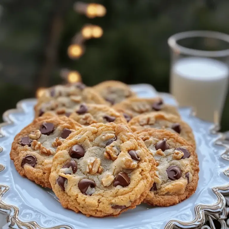 To make easy chocolate chip cookies, gather the following ingredients: - 1 cup unsalted butter, softened - 3/4 cup brown sugar, packed - 1/2 cup granulated sugar - 2 large eggs - 1 teaspoon vanilla extract - 2 1/4 cups all-purpose flour - 1 teaspoon baking soda - 1/2 teaspoon sea salt - 2 cups semi-sweet chocolate chips These basic ingredients work together to create that classic cookie taste. The butter gives a rich flavor while the sugars add sweetness. Eggs help bind everything, and flour gives structure to the cookies. Want to change things up? Here are some optional ingredients you can add: - 1/2 cup chopped walnuts - 1/2 cup dark chocolate chips - 1/2 cup peanut butter chips - 1/2 teaspoon cinnamon Adding walnuts gives crunch. Dark chocolate or peanut butter chips add depth. A hint of cinnamon can give warmth to the flavor. If you don't have some ingredients, don't worry. Here are some easy swaps: - Use margarine instead of butter. - Replace brown sugar with more granulated sugar. - For gluten-free cookies, use a gluten-free flour blend. These substitutions can help you make cookies even when you lack some ingredients. Just remember, changing the ingredients may change the texture or flavor a bit. Always keep an eye on your dough to get the best result. You can find the full recipe to guide you through the process. Start by preheating your oven to 350°F (175°C). This step is key for even baking. While the oven warms up, take two baking sheets and line them with parchment paper. This helps prevent sticking and makes cleanup easy. In a large bowl, add 1 cup of softened unsalted butter. Then, mix in 3/4 cup of brown sugar and 1/2 cup of granulated sugar. Beat this mixture until it’s fluffy. Next, add 2 large eggs, one at a time. Don’t forget to mix well after each egg. Lastly, stir in 1 teaspoon of vanilla extract. This adds a lovely flavor that makes your cookies shine. In another bowl, whisk together 2 1/4 cups of all-purpose flour, 1 teaspoon of baking soda, and 1/2 teaspoon of sea salt. Gradually add this mix to your wet ingredients. Stir until everything is just combined. Avoid overmixing. Now, fold in 2 cups of semi-sweet chocolate chips. If you like, add 1/2 cup of chopped walnuts for extra crunch. Use a cookie scoop or tablespoon to drop rounded dough balls onto your prepared baking sheets. Leave about 2 inches between each ball. This space allows the cookies to spread. Bake them in the preheated oven for 10-12 minutes. Look for lightly golden edges and soft centers. After baking, let them cool on the sheet for 5 minutes. Then, transfer them to a wire rack to cool completely. For a delightful touch, serve them warm with a glass of milk. For the complete recipe, check out the Full Recipe. To get that perfect cookie texture, use room temperature butter. This helps mix well with sugars, making a fluffy dough. Avoid over-mixing after adding flour. This keeps your cookies chewy and soft. Bake until the edges are golden, but the centers should look soft. Let them cool slightly before moving them; they will firm up as they cool. One key mistake is not measuring your flour properly. Scoop the flour and level it off with a knife. Too much flour can make your cookies dry. Another mistake is baking at the wrong temperature. Always preheat your oven. If it's too cold, your cookies won't spread well. Lastly, avoid opening the oven door too soon. This can cause cookies to flatten. You can boost flavor by adding a pinch of cinnamon or a splash of almond extract. For a fun twist, mix in different types of chocolate chips. Use white chocolate or dark chocolate for variety. You can also stir in nuts, like walnuts or pecans, for extra crunch. Experimenting with these extras can make your cookies unique and exciting. For the full recipe, check out Choco-Chip Dream Cookies. {{image_2}} You can easily make vegan chocolate chip cookies. Simply swap the butter for coconut oil or vegan butter. Use flax eggs instead of regular eggs. Mix one tablespoon of ground flaxseed with three tablespoons of water. Let it sit for five minutes. This mix acts like an egg. The rest of the recipe stays the same, ensuring a tasty treat. To make gluten-free cookies, use gluten-free flour. Almond flour or coconut flour works well. Adjust the amount of flour to keep the dough thick. You may also want to add a binding agent like xanthan gum. This helps the cookies hold together. The flavor will still be delightful, just like the classic version. You can customize your cookies by adding nuts or different chocolate chips. Chopped walnuts or pecans add a nice crunch. If you prefer a twist, try using white chocolate chips or dark chocolate chips. You can mix and match to create your perfect cookie. Just remember to keep the total amount of mix-ins around two cups for balance. For the full recipe, check the complete guide to baking these delicious cookies. To store your chocolate chip cookies, wait until they cool completely. Place them in an airtight container. This keeps them fresh and soft. You can also layer them with parchment paper to avoid sticking. If you want your cookies to last longer, store them in a cool place. Freezing cookie dough is a great way to enjoy fresh cookies later. Scoop the dough into balls and place them on a baking sheet. Freeze them for about an hour. Once they are firm, transfer the balls to a freezer bag. Make sure to label the bag with the date. You can bake them straight from the freezer. Just add a minute or two to the baking time. Baked chocolate chip cookies can last up to a week when stored correctly. If you keep them in an airtight container at room temperature, they stay fresh. For longer storage, you can freeze baked cookies too. They can last up to three months in the freezer. Just thaw and enjoy! For the full recipe, check out the complete list of instructions. To make chocolate chip cookies from scratch, you need simple ingredients. Start with butter, sugars, eggs, and vanilla. Mix these wet ingredients well. In another bowl, combine flour, baking soda, and salt. Gradually add the dry mix to the wet mix. Finally, fold in chocolate chips. Scoop dough onto a baking sheet and bake until golden. For the full recipe, check out the detailed steps above. Yes, you can use only brown sugar. Brown sugar gives cookies a rich, moist texture. However, using a mix of brown and white sugar creates balance. The white sugar helps with spreading and crispness. If you choose brown sugar only, your cookies will be chewier. If you don’t have chocolate chips, use chopped chocolate bars. You can also try cocoa nibs or even dried fruit. Nuts can work well, too. Just remember that these swaps change the flavor and texture a bit. Experiment and see what you like best! To make chewy cookies, focus on a few key factors. Use more brown sugar than white sugar. Brown sugar adds moisture, making cookies soft. Also, try to bake them for a shorter time. Remove them when they are slightly underbaked. They will continue to set as they cool. To keep cookies soft, store them in an airtight container. Adding a slice of bread can help keep them moist. You can also chill the dough before baking. This helps the cookies spread less, keeping them thicker and softer. Avoid overbaking, as this will dry them out. You now have a clear guide to baking easy chocolate chip cookies. We explored simple ingredients and steps for perfect cookies. You learned about tasty variations, storage tips, and common mistakes to avoid. Remember, every batch is a chance to get creative. Baking cookies is fun, so enjoy the process. Share your results and make lasting memories with your friends and family!