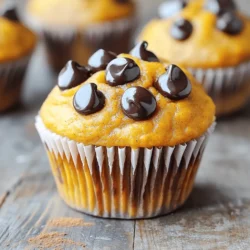 For the perfect healthy pumpkin chocolate chip muffins, you need these key ingredients: - 1 cup canned pumpkin puree - 1/2 cup Greek yogurt - 1/4 cup honey or maple syrup - 2 large eggs - 1 teaspoon vanilla extract - 1 cup whole wheat flour - 1/2 cup rolled oats - 1 teaspoon baking powder - 1 teaspoon baking soda - 1 teaspoon cinnamon - 1/2 teaspoon ginger - 1/4 teaspoon nutmeg - 1/4 teaspoon salt - 1/2 cup dark chocolate chips These ingredients combine to create a moist, flavorful muffin that is also nutritious. The pumpkin puree adds moisture and a subtle sweetness. Greek yogurt gives the muffins a rich texture while keeping them lower in fat. Whole wheat flour and oats provide fiber, making these muffins a healthy choice. You can customize these muffins based on your dietary needs. Here are some ideas: - Replace Greek yogurt with dairy-free yogurt for a vegan option. - Use agave syrup instead of honey for a vegan alternative. - Swap in almond flour for a gluten-free version. These optional ingredients allow you to enjoy the muffins while still following your dietary restrictions. If you have allergies, here are some easy swaps: - Instead of eggs, use flaxseed meal mixed with water as a binder. - Use coconut oil or applesauce in place of Greek yogurt for dairy-free muffins. - Choose dairy-free chocolate chips to avoid dairy allergens. These substitutions help you enjoy the muffins without worrying about common allergens. For the full recipe, check out the complete guide! To start, gather all your ingredients. You need canned pumpkin puree, Greek yogurt, honey or maple syrup, eggs, and vanilla extract. You also need whole wheat flour, rolled oats, baking powder, baking soda, cinnamon, ginger, nutmeg, and salt. Finally, have dark chocolate chips ready. Preheat your oven to 350°F (175°C). Line your muffin tin with paper liners or lightly grease it. This helps prevent sticking. In a large bowl, whisk together the pumpkin puree, Greek yogurt, honey or maple syrup, eggs, and vanilla extract. Mix until the blend is smooth and creamy. In another bowl, combine the dry ingredients: whole wheat flour, rolled oats, baking powder, baking soda, cinnamon, ginger, nutmeg, and salt. Mix these well. Gradually add the dry mix to the wet mix, stirring gently. Be careful not to overmix; it can make the muffins tough. Now, fold in the dark chocolate chips, saving a few for the top. Scoop the batter into the prepared muffin tin, filling each cup about 3/4 full. Top each muffin with the reserved chocolate chips. Bake in your preheated oven for 18-20 minutes. Check if they are done by inserting a toothpick into the center. If it comes out clean, they are ready. Once they are baked, let them cool in the tin for about 5 minutes. Then, transfer the muffins to a wire rack to cool completely. Enjoy the delightful aroma as they cool! For more details, check the Full Recipe. To get soft and fluffy muffins, avoid overmixing. When you combine wet and dry ingredients, mix just until you see no dry flour. It’s okay if the batter looks a little lumpy. This helps keep the muffins light. Also, make sure your oven is preheated to 350°F (175°C) before baking. This ensures your muffins rise well. Adding spices brings your muffins to life. I love using cinnamon, ginger, and nutmeg. These spices work well with pumpkin. You can add more or less to match your taste. Try mixing in a pinch of allspice or cloves for a unique twist. Each spice adds warmth and depth, making the muffins even more delicious. To keep your muffins fresh, store them in an airtight container. They will last at room temperature for about three days. If you want them to last longer, freeze them. Place cooled muffins in a freezer-safe bag. They can stay fresh for up to three months. When you want one, just thaw it at room temperature or pop it in the microwave for a few seconds. Enjoy your tasty muffins any time! For a full recipe, check out the Healthy Pumpkin Chocolate Chip Muffins section. {{image_2}} To make these muffins gluten-free, swap whole wheat flour for a gluten-free blend. Look for a mix that includes almond flour or coconut flour. These options add flavor and moisture. You may also want to increase liquid slightly. This helps keep the muffins from drying out. To make vegan muffins, use flax eggs instead of regular eggs. Mix 1 tablespoon of ground flaxseed with 3 tablespoons of water for each egg. Let it sit for about 5 minutes until it thickens. Substitute Greek yogurt with a plant-based yogurt. Maple syrup works well as a sweetener here too. Feel free to get creative with your muffins! Nuts like walnuts or pecans add a crunchy texture. Dried fruit such as raisins or cranberries can bring a sweet chewiness. You can also stir in some seeds like chia or pumpkin seeds for a health boost. Just remember to keep the total mix-ins around one cup. This ensures your muffins bake perfectly! For more details, check the Full Recipe. To keep your muffins fresh, store them in an airtight container. This helps keep the moisture in. You can place a paper towel inside to absorb extra moisture. If you plan to eat them within a few days, keep them at room temperature. For longer storage, the fridge is a good option. Just remember, the fridge can dry them out a bit. Freezing is a great way to save muffins for later. Allow them to cool completely before freezing. Wrap each muffin in plastic wrap. Then place them in a freezer-safe bag or container. When you want to eat one, take it out and leave it at room temperature for a few hours. You can also warm it in the microwave for about 20 seconds. These muffins can last for about 5 days at room temperature. In the fridge, they last about a week. If you notice any mold or a strange smell, it’s best to toss them. Muffins that taste stale or dry are also a sign they are past their prime. Always trust your senses when it comes to food safety! Yes, you can use fresh pumpkin. To do this, cut a pumpkin in half and scoop out the seeds. Roast the halves in the oven at 350°F for about 45 minutes. Once soft, scoop out the flesh and mash it. This fresh puree works well in your muffins and adds a nice flavor. To lower the calories, you can make a few simple swaps. Use unsweetened applesauce instead of some honey or maple syrup. You can also replace Greek yogurt with a lower-fat option. Another tip is to use less chocolate or choose mini chocolate chips. These changes keep the muffins delicious while cutting calories. These muffins taste great with a dollop of Greek yogurt. It adds creaminess and protein. You can also serve them with fresh fruit, like sliced bananas or berries. A warm cup of tea or coffee pairs well too, making it a cozy snack or breakfast. For the full recipe, check out the earlier section. This blog post covered all you need to know about making delicious muffins. We explored ingredients, handy steps, and useful tips to perfect your baking. I shared how to adapt recipes for specific diets and highlighted storage methods to keep your muffins fresh. Remember, with a few tweaks, you can create muffins that fit any taste or need. Enjoy experimenting in the kitchen, and may your muffins always rise to the occasion!