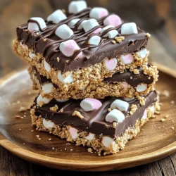 - 1 cup graham cracker crumbs - 1/2 cup unsweetened cocoa powder - 1/2 cup melted unsalted butter - 1/2 cup honey or maple syrup - 1 cup mini marshmallows - 1 cup semi-sweet chocolate chips - 1/2 cup chopped nuts (optional) - 1/2 teaspoon vanilla extract I love the simplicity of these ingredients. They come together to create a sweet treat. First, I use graham cracker crumbs for that classic s'mores flavor. Cocoa powder adds a rich chocolate taste. I melt unsalted butter to bind everything. Honey or maple syrup brings natural sweetness. Mini marshmallows give that gooey texture we all crave. Semi-sweet chocolate chips add a delightful melt-in-your-mouth moment. You can add nuts if you want some crunch. Finally, a touch of vanilla extract rounds out the flavors. Each ingredient plays a key role. The graham crackers keep it classic, while cocoa powder makes it special. You can mix and match flavors, too. Try different nuts or even flavored chocolate. The options are endless! This recipe is flexible, making it easy for everyone to enjoy. For the full recipe, check out the details above. - Mixing dry ingredients Start by grabbing a medium bowl. Add 1 cup of graham cracker crumbs and 1/2 cup of cocoa powder. Stir them together well. Make sure there are no lumps. This mix gives a rich chocolate flavor to the bars. - Preparing the wet mixture In a large bowl, melt 1/2 cup of unsalted butter. Once melted, mix in 1/2 cup of honey or maple syrup. Stir in 1/2 teaspoon of vanilla extract. Blend these until smooth. This creates a sweet and buttery base for your bars. - Forming the dough Gradually add the dry mix to the wet mixture. Stir until you form a crumbly but cohesive dough. It should hold together nicely, ready to be packed into the dish. - Adding mix-ins Now it's time to fold in the fun! Add 1 cup of mini marshmallows and 1 cup of semi-sweet chocolate chips. If you like, you can also add 1/2 cup of chopped nuts. Mix gently to distribute everything evenly. - Pressing into the baking dish Line an 8x8 inch baking dish with parchment paper. Leave some paper over the edges for easy removal. Press the mixture firmly into the bottom of the dish. Ensure it is evenly compacted for the best texture. - Refrigeration time required Cover the dish and place it in the fridge. Let the bars chill for at least 2 hours. This helps them set so they cut nicely later. After chilling, use the parchment to lift the bars out and cut them into squares. For the full recipe, check the details provided. To make your no-bake s'mores bars perfect, focus on texture first. The mix should feel crumbly but stick together well. If the mixture is too dry, add a bit more honey or melted butter. If it is too wet, add more graham cracker crumbs. This balance is key for a great bite. Adding spices can elevate the flavor too. A pinch of sea salt brings out the sweetness. You can also try adding a dash of cinnamon for warmth. These small tweaks make a big difference. When it comes to serving, let your creativity shine. Stack two bars on a plate for a fun look. Drizzle some melted chocolate over the top for extra flair. A sprinkle of crushed graham crackers adds a nice touch, too. You can even use colorful plates to make the dessert pop. For garnishing, consider adding mini marshmallows on top. Toasting them slightly gives a great look. You can also use fresh berries for brightness and flavor contrast. Selecting the right tools helps a lot. Use a large mixing bowl for easy stirring. A sturdy spatula is great for combining the ingredients well. For your baking dish, an 8x8 inch size works best. Line it with parchment paper so the bars come out easily. This saves you time when serving. Using these tips will ensure your no-bake s'mores bars are simple and tasty. For the complete recipe, check out the Full Recipe section. {{image_2}} You can change the chocolate in these bars for a new taste. Dark chocolate adds a rich flavor. Milk chocolate is sweeter and great for kids. White chocolate gives a creamy twist. You can also mix chocolates for a fun blend. Some may have dietary needs. You can use gluten-free graham crackers for a gluten-free option. For a vegan version, swap honey for maple syrup. Use dairy-free chocolate chips to keep it dairy-free. These swaps keep the fun while fitting your needs. Make these bars fit the season or a holiday. For Halloween, add orange and black sprinkles. For Christmas, mix in crushed peppermint candies. You can use festive marshmallows for added flair. Each season can inspire a new flavor. Explore unique toppings too. Try adding chopped fruit like bananas or strawberries. You can sprinkle coconut flakes for a tropical vibe. The options are endless, so have fun with your creations. Get kids involved in making these bars! Let them crush the graham crackers. They can also help mix the ingredients. This recipe can turn into a fun family activity. Kids love to see their work turn into a tasty treat. For kid-friendly ingredients, use colorful candies or sprinkles. Swap mini marshmallows for fruity ones. You can even add their favorite cereal for crunch. These changes make the bars even more exciting for little chefs. For the Full Recipe, check out the details above. To keep your No-Bake S'mores Bars fresh, store them in the refrigerator. Use an airtight container to prevent them from drying out. You can also stack layers of parchment paper between bars to avoid sticking. If you want to keep them longer, freezing is a great option. Wrap the bars tightly in plastic wrap and then place them in a freezer-safe bag. This helps protect them from freezer burn. How long do the bars last? When stored correctly in the fridge, these bars can last up to one week. In the freezer, they can stay fresh for about three months. Look for signs of spoilage like an off smell or a change in texture. If they start to feel hard or dry, it's best to toss them. Always trust your senses when it comes to food safety. No-Bake S'mores Bars need to set in the fridge for at least 2 hours. This time allows the mixture to firm up, making it easier to cut into squares. I always recommend checking after 2 hours. If they seem soft, let them chill longer. A good, firm texture will make every bite satisfying. Yes, you can make these bars gluten-free. Simply substitute regular graham crackers with gluten-free ones. There are many great options available, and they work just as well. Look for brands that offer gluten-free graham crackers, as they still provide that classic flavor. This small change keeps the treat delicious for everyone. If you need a substitute for marshmallows, you have choices. You can use marshmallow fluff for a smooth texture. For a healthier option, try dried fruit or yogurt-covered snacks. These alternatives can still add sweetness and fun to the bars, keeping them enjoyable for all diets. You’ve learned how to make delicious no-bake s'mores bars. We covered the key ingredients, simple steps, and added variations. Remember, you can customize these bars to fit your taste or diet. Pay attention to storage needs for freshness. These treats are fun and easy for everyone. You can enjoy them anytime or make them a family project. Dive into this tasty recipe and make it your own. Enjoy every bite!