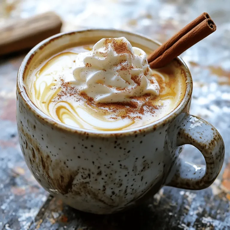 To make a delicious Spiced Maple Latte, you need a few key ingredients: - 1 cup brewed coffee or strong brewed espresso - 1 cup milk (dairy or non-dairy) - 2 tablespoons pure maple syrup - 1/2 teaspoon ground cinnamon - 1/4 teaspoon ground nutmeg - 1/4 teaspoon vanilla extract - Pinch of salt - Whipped cream (optional, for topping) - Cinnamon stick (for garnish, optional) For the coffee, you can use regular brewed coffee or espresso. Espresso gives a rich flavor, while brewed coffee is milder. Choose what you enjoy most! When it comes to milk, you can select dairy or non-dairy options. Almond, oat, and soy milk are great choices. Each has a unique flavor and texture. The flavoring agents are essential for that warm, cozy taste. You will want to measure carefully and mix in the spices with the milk. Choosing the right ingredients can enhance your drink: - Best types of maple syrup: Look for pure maple syrup. It has a rich flavor. Avoid imitation syrup that is mostly sugar. - Organic vs. non-organic spices: I recommend using organic spices. They tend to have better flavor and fewer additives. - Milk alternatives and their flavor profiles: Almond milk is nutty, oat milk is creamy, and soy milk has a subtle taste. Pick one based on your taste buds. Try to use the best quality ingredients. They will make your Spiced Maple Latte taste amazing. If you want the full recipe, check the details provided earlier in this article. Enjoy your cozy drink! To brew the perfect coffee, you have many choices. I often use a French press or pour-over method. These methods give a bold flavor. If you prefer espresso, use a good espresso machine. Start with fresh, medium to dark roasted beans. Grind them just before brewing for the best taste. For a smooth espresso, pack the coffee grounds well. Use about 18-20 grams of coffee for a double shot. If you want to make coffee at home, try using a Moka pot. It makes a delicious, strong brew. Heating the milk mixture is key to a great latte. Use a small saucepan over medium heat. Combine the milk, maple syrup, ground cinnamon, nutmeg, vanilla extract, and a pinch of salt. Keep stirring until it's hot, but don’t let it boil. To froth the milk, you can use a frother, whisk, or even a jar with a tight lid. If using a jar, shake it vigorously. This will create nice froth. Aim for a creamy, velvety texture that will top your latte perfectly. For serving, I recommend using a large mug. It holds the latte well and keeps it warm. Pour your brewed coffee or espresso first, then add the spiced milk mixture. Stir gently to mix the flavors together. To decorate your Spiced Maple Latte, add whipped cream on top if you like. A sprinkle of cinnamon or nutmeg adds a lovely touch. For a special finish, add a cinnamon stick as a garnish. This makes the drink look inviting and adds extra flavor. Enjoy your cozy drink! For a detailed recipe, check out the Full Recipe. To make your Spiced Maple Latte perfect, you can adjust its sweetness and spice levels. If you like it sweeter, add more maple syrup. Start with one extra tablespoon, then taste it. If you want it spicier, add a little more cinnamon or nutmeg. A dash of ground ginger can also add warmth. You can also explore other flavor extracts. Try almond or hazelnut extract for a twist. Just use a few drops to keep the taste balanced. One mistake to watch out for is cooking the milk too hot. If you let it boil, it can change the flavor and texture. Heat the milk on medium and never let it bubble. Another mistake is over-frothing the milk. You want a creamy texture, not a mountain of foam. Use a frother gently to create just enough foam for a nice finish. Garnishing your Spiced Maple Latte can make it look fancy and fun. You can top it with whipped cream and sprinkle extra cinnamon or nutmeg on top. A cinnamon stick is a lovely touch for stirring. For serving, choose a large mug or a stylish glass. This way, your drink looks warm and inviting. If you’re entertaining, consider a small tray with extra toppings. It makes for a cozy gathering! For the full recipe, check the details above. {{image_2}} To make a vegan spiced maple latte, choose a non-dairy milk. Almond, oat, or coconut milk work well. Each milk adds its own flavor. For creaminess, use barista blends, as they froth better. When using non-dairy milk, you might need to adjust sweetness. Some milks are sweeter than dairy milk. Taste your drink as you go. Add more maple syrup if needed. If you prefer a sugar-free option, you can use sugar alternatives. Stevia, erythritol, or monk fruit sweetener can work. These substitutes help keep the taste without extra sugar. To maintain flavor without sugar, focus on spices. Increase cinnamon or nutmeg for a richer taste. You can also add a splash of vanilla extract for extra flavor. For a fun twist in fall, try adding pumpkin spice. Just a pinch will give your latte a cozy feel. Mix it in with the other spices to get that classic autumn taste. In summer, consider an iced version of this drink. Brew your coffee and let it cool. Mix the spiced milk and pour it over ice for a refreshing treat. Enjoy it on hot days for a cool pick-me-up! You can find the full recipe for the spiced maple latte above. - Leftover brewed coffee: Store it in an airtight container in the fridge. Use it within three days for the best taste. - Maple syrup: Keep it in a cool, dark place. Once opened, store it in the fridge. It lasts for about a year in the fridge. - Reheat lattes: Use a microwave or stovetop. Heat it gently to avoid boiling. - Maintain frothiness: Whisk or froth again after reheating. This helps to revive the creamy texture. - Brewed coffee: Stays fresh for up to three days in the fridge. - Milk: Check its date. Once opened, it lasts about a week. - Maple syrup: As mentioned, lasts a long time if stored right. - Signs of spoilage: Look for off smells, changes in texture, or separation. If you see any, it’s time to toss it. A Spiced Maple Latte is a warm drink that mixes coffee with sweet maple and spices. I found inspiration from cozy fall days when I wanted something special. This drink combines the rich flavor of coffee with the warmth of spices like cinnamon and nutmeg. The maple syrup adds a sweet twist, making it perfect for any chilly day. Yes, you can make a sugar-free Spiced Maple Latte! Use sugar-free maple syrup or other sweeteners like stevia or monk fruit. These options still give you a sweet taste, but with fewer calories. Just remember, the flavor may be a bit different, so adjust to your liking. Making a dairy-free Spiced Maple Latte is simple. Replace regular milk with non-dairy options like almond, soy, or oat milk. Each type brings its unique flavor. I recommend oat milk for a creamy texture that pairs well with the spices. Maple syrup is a natural sweetener with antioxidants and minerals. It provides energy without the crashes from refined sugar. The spices, like cinnamon and nutmeg, have anti-inflammatory properties. They can help improve digestion and boost your mood. This drink can be a tasty treat with some health perks! You can find Spiced Maple Lattes at many local coffee shops, especially during fall. Chains like Starbucks often feature this drink seasonally. If you want to make it at home, you can order the ingredients online or find them at your local grocery store. For the complete recipe, check out the Full Recipe section. To enjoy a great Spiced Maple Latte, you need quality ingredients. I shared key details like the types of coffee and milk. You can make it vegan or sugar-free with simple swaps. I provided tips to avoid common mistakes and enhance your drink’s flavor. In summary, making this latte is easy and fun. Experiment with flavors and enjoy the cozy feel it brings. Treat yourself to a warm cup or share it with friends. Enjoy the experience and savor every sip.