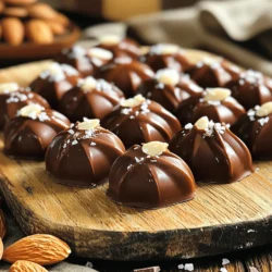 - 1 cup raw almonds - 1 cup dark chocolate chips (at least 70% cocoa) - 2 tablespoons coconut oil - 1/2 teaspoon sea salt - 1/4 teaspoon vanilla extract - Optional: Sea salt flakes for garnish Each serving has about 150 calories. The macronutrient breakdown is as follows: - Fat: 12g - Carbohydrates: 9g - Protein: 4g Almonds pack a punch of nutrients. They have healthy fats, fiber, and protein. Eating almonds can help improve heart health and lower cholesterol. They also provide vitamin E, which supports skin health. Dark chocolate has great antioxidant properties. It may help reduce inflammation and improve heart health too. The cocoa in dark chocolate boosts mood and can make you feel happier. Together, chocolate and almonds create a tasty snack that is also good for you. Enjoy your chocolate covered almond clusters as a healthy treat! For the full recipe, check out the details in the recipe section. First, preheat your oven to 350°F (175°C). This step is key for getting the best flavor from the almonds. Spread 1 cup of raw almonds evenly on a baking sheet. Next, toast the almonds for about 10-12 minutes. Stir them halfway through to ensure they brown evenly. The almonds should be golden and fragrant when done. Keep a close eye on them to avoid burning. While the almonds toast, let's prepare the chocolate. In a microwave-safe bowl, combine 1 cup of dark chocolate chips and 2 tablespoons of coconut oil. This blend helps the chocolate melt smoothly. Heat the mixture in 30-second intervals. Stir it well after each interval until it is fully melted and smooth. Once the almonds are toasted and cool enough to touch, mix them with the melted chocolate. Stir them well to coat each almond. Next, line a baking sheet with parchment paper. Use a spoon to scoop tablespoon-sized portions of the chocolate-covered almonds. Drop them onto the prepared sheet, leaving about 2 inches between each cluster. Before the chocolate sets, sprinkle a pinch of sea salt on top of each one. If you like, add sea salt flakes for extra flavor. Place the baking sheet in the refrigerator for about 30 minutes. This step ensures the chocolate hardens completely. Once set, carefully remove the clusters from the parchment paper. Store them in an airtight container at room temperature or in the refrigerator. For the full recipe, check the section above. To make the best chocolate-covered almond clusters, choose high-quality dark chocolate. I recommend chocolate with at least 70% cocoa for a rich taste. This chocolate has less sugar and more antioxidants. Toasting the almonds is key. It brings out their natural flavor and adds crunch. Spread the raw almonds on a baking sheet and toast them at 350°F for 10-12 minutes. Stir halfway through to avoid burning. Keep an eye on them, as they can brown quickly. One common mistake is overheating the chocolate. Heat it in short bursts in the microwave. Stir between intervals to ensure a smooth melt. Overheating can make the chocolate seize and become unusable. Another mistake is not spacing the clusters properly. Leave about 2 inches between each scoop on the baking sheet. This allows them to set without sticking together. You can add spices to elevate your clusters. A pinch of cinnamon can add warmth and flavor. Experiment with nutmeg or even cayenne for a kick. Optional toppings can enhance the look and taste. Try adding dried fruit like cranberries or cherries. They add sweetness and texture, making your clusters even more delightful. For more tips, check out the Full Recipe for additional ideas and insights! {{image_2}} You can switch up the chocolate to fit your taste. - Milk chocolate clusters: Use milk chocolate chips. They make a sweeter treat. - White chocolate clusters: White chocolate gives a creamy flavor. It pairs well with the almonds. Don't feel stuck with almonds. You can use other nuts too. - Using cashews or pecans: Cashews are soft and creamy. Pecans add a nice crunch. - Mixing nuts for texture: Combine different nuts for a fun mix. This adds great texture and flavor. Add some fun flavors to your clusters. - Adding peppermint extract: A few drops of peppermint give a fresh twist. - Incorporating orange zest: Zest from an orange adds a bright taste. It makes the clusters pop! Feel free to experiment with these variations. Each choice brings a new delight to your snack! For the full recipe, check back with the overall guide. Store your chocolate covered almond clusters in an airtight container. This helps keep them fresh. Use a glass or plastic container with a tight lid. Avoid cardboard boxes, as they allow air in. Keep them at a cool room temperature if you plan to eat them soon. If you want to keep them longer, refrigerate them. At room temperature, these clusters last about one week. They stay fresh and tasty when stored correctly. If you refrigerate them, they can last up to two weeks. The cool air slows down spoilage, keeping the chocolate firm and the almonds crunchy. These chocolate covered almond clusters make great gifts. Use clear bags to show off their beauty. Tie a colorful ribbon around the bag for a nice touch. You can also place them in a decorative box. Add a handwritten note to make it special. This personal touch shows you care. Chocolate covered almond clusters can last about two weeks at room temperature. To keep them fresh, store them in an airtight container. If you put them in the fridge, they can last about a month. Just make sure to let them warm up a bit before eating. This helps the chocolate taste its best. Yes, you can make these clusters vegan! Use dairy-free chocolate chips instead of regular chocolate chips. You can also swap the coconut oil with a plant-based butter. Make sure to check the labels to confirm they are vegan-friendly. The best way to melt chocolate is using the microwave or a double boiler. If you use the microwave, heat the chocolate in short bursts of 30 seconds. Stir after each burst until smooth. If using a double boiler, place the chocolate in a bowl over simmering water. Stir until melted. This method helps avoid burning. Yes, chocolate covered almond clusters can fit many diets. They are gluten-free, as they do not use any wheat products. For those on a keto diet, use sugar-free chocolate chips. Almonds are low in carbs and high in healthy fats, making them a great choice. These clusters are a tasty and healthy snack for many! You can find the Full Recipe to try this snack at home. To wrap up, you now have a clear guide to making chocolate-covered almond clusters. We covered ingredients, health benefits, and step-by-step instructions. Plus, I shared tips to perfect your clusters and different variations to try. Remember to store them well and think of creative gifts. These treats are tasty and good for you. Enjoy making and sharing them!