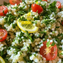 - 1 cup couscous - 1 1/4 cups vegetable broth - Zest of 1 lemon - 2 tablespoons freshly squeezed lemon juice For this lemon herb couscous, I focus on simple, fresh ingredients. Couscous acts as the base. It cooks quickly and has a nice, fluffy texture. The vegetable broth adds depth and flavor. I always use low-sodium broth, so I can control the salt level. The zest and juice from the lemon bring a bright, tangy taste. This is key for making the dish stand out. - Olive oil - Cherry tomatoes, halved - Fresh herbs (parsley and mint) You can elevate the dish with some optional garnishes. Drizzling a bit of olive oil on top adds richness. Halved cherry tomatoes add color and sweetness. Fresh herbs like parsley and mint bring freshness and aroma. They also make the dish look beautiful. - 1/4 teaspoon garlic powder - Salt and pepper to taste For seasoning, I keep it simple. A small amount of garlic powder enhances the flavor without overpowering it. Add salt and pepper to your taste. This way, you can adjust it to your liking. Each element works together to create a delicious meal. If you want to learn how to prepare this dish, check out the Full Recipe. First, take a medium saucepan and bring 1 1/4 cups of vegetable broth to a boil. This broth adds a rich flavor to the couscous. Once it boils, remove it from the heat. Now, stir in the couscous, lemon zest, lemon juice, and olive oil. Mixing these ingredients together gives the couscous a zesty kick. After stirring, cover the saucepan and let the couscous sit for about 5 minutes. This time allows the couscous to absorb the broth. After 5 minutes, take a fork and fluff the couscous. This step helps to separate the grains, making it light and fluffy. Next, add in the chopped parsley and mint. These fresh herbs brighten the dish and add flavor. Stir well to mix all the ingredients together. Finally, season with salt and pepper to taste. If you want a pop of color, serve the couscous warm or at room temperature, garnished with halved cherry tomatoes. For the full recipe, be sure to check out the details above! To prevent overcooking couscous, watch the cooking time closely. Once the broth boils, add the couscous and turn off the heat. Let it sit covered for five minutes. This way, the couscous absorbs the liquid without becoming mushy. For fluffier couscous, fluff it with a fork after it sits. This separates the grains and adds a light texture. You can also add a splash of olive oil before fluffing. It helps keep the grains separated and adds flavor. The best herbs to use in lemon herb couscous are parsley and mint. They brighten up the dish and add a fresh touch. You can also try dill or basil for a different flavor. For additional seasonings, consider garlic powder or a pinch of cumin. Lemon zest packs in extra citrus flavor. A sprinkle of chili flakes can add a nice kick if you like heat. Serve lemon herb couscous warm or at room temperature. It pairs well with grilled chicken or fish. You can also serve it with roasted vegetables for a hearty meal. Complementary dishes include a crisp salad or a yogurt sauce. A simple tomato salad adds freshness. This dish is versatile, making it a great side or main course. For the complete recipe, check the Full Recipe. {{image_2}} To make your lemon herb couscous even better, try these fun variations. You can easily add protein, change the flavor, or adjust for the season. Adding protein makes this dish more filling. You can mix in cooked chickpeas for a plant-based boost. Grilled chicken also works well, adding a savory flavor. For a creamy touch, sprinkle in some feta cheese. This addition brings a nice tang that pairs beautifully with the lemon. To switch things up, explore different flavors. For a Mediterranean twist, toss in some olives. Their briny taste adds depth. If you crave some heat, try a spicy version. Just add a pinch of chili flakes to give it a kick. These options keep your meal exciting and fresh. Think about the season when you prepare your couscous. In summer, add fresh veggies like bell peppers and zucchini. Their crunch enhances the dish. In winter, roasted root vegetables are perfect. They add warmth and comfort to your meal. Each season brings new flavors to enjoy. For the complete recipe, check out the Full Recipe section. Lemon herb couscous lasts about 3 to 5 days in the fridge. To keep it fresh, store it in an airtight container. This helps prevent moisture and odors from affecting the couscous. Always let it cool to room temperature before sealing. This will keep the texture nice and fluffy when you heat it up later. Yes, you can freeze cooked couscous. It keeps well for about 1 to 2 months in the freezer. Make sure to place it in a freezer-safe bag or container. When you're ready to eat, thaw it in the fridge overnight. For reheating, simply microwave it or warm it on the stove with a splash of water to regain its fluffiness. There are many creative ways to use leftover couscous. You can make a salad by adding veggies and a light dressing. Stir-frying couscous with some eggs and greens creates a quick meal. You can also use it as a base for soups or stews. For more ideas, check out the Full Recipe to see how you can incorporate couscous into various dishes. Couscous cooks quickly. It usually takes about 5 minutes. You just boil the broth, add couscous, and let it sit. This makes it a great choice for busy days. Yes, you can make lemon herb couscous ahead of time. It tastes great when stored in the fridge for a few days. Just make sure to keep it in an airtight container. When you’re ready to eat, you can serve it cold or warm it up. If you don’t have vegetable broth, you can use water. You can also try chicken broth for a different flavor. Some people like to use a mix of water and lemon juice for a zesty twist. No, regular couscous is not gluten-free. It is made from wheat. If you need a gluten-free option, look for couscous made from rice or corn. These alternatives offer similar texture without gluten. Absolutely! You can use instant couscous for this recipe. Just follow the package instructions, and you can still enjoy the fresh lemon and herb flavors. Instant couscous cooks even faster, making it a great choice for quick meals. For the full recipe, check out the details above. This blog covered how to make lemon herb couscous step by step. You learned about essential ingredients, cooking methods, and tips for flavor. You can customize it with proteins or seasonal veggies to suit your taste. Store any leftovers properly so you can enjoy them later. Remember, couscous is versatile and easy to prepare. I hope these ideas inspire you to create delicious meals!