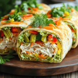 - 2 cups cooked chicken, shredded or diced - 1/2 cup ranch dressing - 1/3 cup dill pickles, finely chopped - 1 cup mixed bell peppers, sliced (red, green, yellow) - 1 cup lettuce, shredded - 1/2 cup grated carrots - 4 large tortillas (flour or whole grain) - Salt and pepper to taste - Optional: fresh dill or parsley for garnish To make these Pickle Ranch Chicken and Veggie Wraps, gather your main ingredients first. The chicken gives a hearty base, while the ranch dressing adds a creamy touch. Don't forget the dill pickles; they add a nice crunch and tang. Next, prepare the vegetables. I love using a mix of bell peppers for color and taste. Shredded lettuce and grated carrots add fresh texture. You can choose either flour or whole grain tortillas for wrapping. For seasoning, just add salt and pepper to taste. If you're feeling fancy, sprinkle some fresh dill or parsley on top for a burst of flavor. This combination makes every bite satisfying. You’ll find the full recipe gives a clear guide to follow. Enjoy creating these delightful wraps! In a mixing bowl, combine two cups of shredded chicken, half a cup of ranch dressing, and one-third cup of finely chopped dill pickles. Stir well until the chicken is fully coated. This mixture gives the wraps a tangy flavor and creamy texture. In a separate bowl, mix one cup of sliced bell peppers, one cup of shredded lettuce, and half a cup of grated carrots. Toss gently to combine. This veggie mix adds crunch and color, making your wraps more appealing. Lay a large tortilla flat on a clean surface. Spread a generous amount of the chicken mixture down the center. Top it with a portion of the vegetable mix. Season with a pinch of salt and pepper to taste. Fold the sides of the tortilla over the filling, then roll it tightly from the bottom. Repeat this with the remaining tortillas. For added crispiness, heat a skillet over medium heat. Place each wrap in the skillet and toast for 2-3 minutes on each side until golden brown. This step enhances the flavor and makes the wraps more enjoyable. Now you're ready to enjoy your savory Pickle Ranch Chicken and Veggie Wraps! For the full recipe, check back for all the details. To make your wraps burst with taste, try different ranch dressings. You can use spicy ranch or garlic ranch to switch things up. Adding spices can also enhance flavor. Consider paprika, garlic powder, or even a hint of cayenne for a kick. Each small change can make your wraps even more exciting. Achieving a crispy wrap is simple. After assembling your wraps, heat a skillet over medium heat. Lightly toast each wrap for 2-3 minutes on each side. This step adds a nice crunch and golden color. It also warms the fillings, making every bite delicious. For a fresh touch, serve your wraps with extra ranch dressing for dipping. A side salad also pairs well, adding more veggies to your meal. You can mix greens with a light vinaigrette or even a creamy dressing. This balance keeps the meal light yet satisfying. Enjoy your Pickle Ranch Chicken and Veggie Wraps! For the full recipe, check out the recipe section. {{image_2}} You can easily switch up the protein in your wraps. Instead of shredded chicken, try using: - Shredded turkey - Diced ham - Crumbled tofu These options keep the wraps tasty and fun. Each protein brings a unique flavor to the dish. Turkey offers a lean choice, while ham adds a nice sweetness. Tofu is perfect for a plant-based version. If you want a vegetarian wrap, there are great swaps you can make. Replace the chicken with: - Chickpeas - Quinoa Chickpeas add protein and a creamy texture. Quinoa is a great grain that boosts fiber. Both options keep the wraps hearty and satisfying. You won’t miss the chicken at all! For those who like a little heat, adding spice can elevate your wraps. Consider mixing in: - Jalapeños - Hot sauce These additions give your wraps a fun kick. Slice jalapeños for a fresh crunch, or drizzle hot sauce for a spicy blast. Adjust the amount to suit your taste. Enjoy the extra flavor! For the complete recipe, check the [Full Recipe]. To keep your wraps fresh in the fridge, wrap each one in plastic wrap or foil. Place them in a sealed container. This method keeps the wraps from drying out. They will stay good for up to three days. If you want to keep them longer, consider freezing. If you want to freeze your wraps, assemble them first. Wrap each one tightly in plastic wrap. Then, place them in a freezer bag. Be sure to remove as much air as you can. They can last up to two months in the freezer. When you are ready to eat, just thaw in the fridge overnight. To reheat your wraps, use an oven or a skillet. If using an oven, preheat to 350°F. Place the wraps on a baking sheet for 10-15 minutes. If using a skillet, heat over medium-low heat. Cook each wrap for about 3-4 minutes per side. This keeps the wraps crisp and tasty. Enjoy your Pickle Ranch Chicken and Veggie Wraps warm! It takes about 15 minutes to prep. The total time is 25 minutes. This quick prep time helps you enjoy a tasty meal fast. Yes, you can make these wraps ahead of time. Just prepare the filling and store it in the fridge. When you are ready to eat, assemble the wraps fresh. This way, they stay crunchy and delicious. These wraps pair well with: - A side salad with mixed greens - Crispy potato wedges - Fresh fruit, like apple slices or grapes - Extra ranch dressing for dipping Each of these sides adds a nice touch to your meal. Yes, these wraps offer a good balance of protein and veggies. The chicken gives you protein, while the veggies add vitamins and fiber. You can use whole grain tortillas to boost the health factor even more. Check the full recipe for more details on nutrition. Wraps are easy and quick to make. You just mix chicken, ranch, and veggies. Then, you fill and roll the tortillas. Toasting them gives a nice crunch. You can change the meat or veggies to fit your taste. Store extras in the fridge or freeze them for later. This dish is healthy and satisfying. Enjoy your tasty wraps any day of the week!
