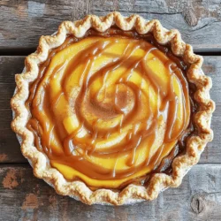 To make the best caramel swirl pumpkin pie, you need these must-have items: - 1 pie crust (store-bought or homemade) - 1 can (15 oz) pumpkin puree - 3/4 cup brown sugar - 1/2 cup granulated sugar - 1 teaspoon ground cinnamon - 1/2 teaspoon ground nutmeg - 1/2 teaspoon ground ginger - 1/4 teaspoon ground cloves - 1/2 teaspoon salt - 1 can (12 oz) evaporated milk - 3 large eggs - 1/2 cup caramel sauce (plus extra for drizzling) These ingredients create a rich, creamy filling. The spices add warmth and depth. The caramel gives a sweet surprise in every bite. You can add extra flavor to your pie with these options: - 1 teaspoon vanilla extract - 1/4 teaspoon allspice - 1/4 cup chopped pecans or walnuts Vanilla enhances the sweetness. Allspice offers a unique twist. Nuts add a nice crunch that contrasts with the smooth filling. If you run out of something, don’t worry! Here are some swaps: - Use maple syrup instead of brown sugar for a deeper flavor. - For a dairy-free option, swap evaporated milk for coconut milk. - Replace eggs with a flaxseed mixture (1 tablespoon flaxseed meal + 2.5 tablespoons water = 1 egg). These substitutions keep the pie tasty and can fit different diets. Feel free to experiment, but stay true to the essence of this classic fall treat! For the full recipe, check the details above. Start by preheating your oven to 425°F (220°C). This step ensures even baking. Next, roll out your pie crust. You can use a store-bought crust or make your own. Fit the crust into a 9-inch pie pan. Trim any extra crust at the edges for a clean look. To prevent bubbling, poke holes in the bottom with a fork. This simple step helps the crust cook evenly. In a large mixing bowl, add the pumpkin puree, brown sugar, and granulated sugar. Next, sprinkle in ground cinnamon, nutmeg, ginger, cloves, and salt. Mix this well until everything blends smoothly. Then, add the evaporated milk and eggs to the bowl. Whisk them into the pumpkin mixture until it is creamy. This filling is the heart of the pie, so make sure it is smooth and well combined. Pour the pumpkin filling into the prepared pie crust. Spread it evenly across the crust. Now comes the fun part! Take your caramel sauce and drop spoonfuls on top of the filling. Use a knife or skewer to gently swirl the caramel into the filling. Be careful not to mix it too much; you want a lovely marbled look. Bake your pie in the preheated oven for 15 minutes. After that, lower the temperature to 350°F (175°C). Bake for an additional 40-50 minutes. The pie is done when a knife inserted in the center comes out clean. Allow it to cool on a wire rack for at least 2 hours. This cooling time helps the filling set perfectly. Before serving, drizzle extra caramel sauce on top for added sweetness. Enjoy your delicious Caramel Swirl Pumpkin Pie! For the full recipe, check the complete instructions above. For a great pie, make sure your oven is preheated. Use a thermometer to check the temperature. A hot oven helps the crust bake evenly. If the crust edges brown too fast, cover them with foil. This protects them from burning. Don’t overmix the filling; a few lumps are okay. This keeps it fluffy and light. After baking, let your pie cool on a wire rack. This step is key. Cooling helps the filling set and keeps it from being runny. Allow at least two hours for this. If you try to cut too soon, the filling may spill. A well-set pie has a nice texture and looks great on the table. Serve your pie with whipped cream for a classic touch. A drizzle of caramel on top makes it even better. You can also sprinkle some cinnamon for added flavor. For a fun twist, try adding nuts on the side. Pair your pie with a scoop of vanilla ice cream for a delicious dessert. For the full recipe, check the details above. {{image_2}} You can use different sweeteners in your Caramel Swirl Pumpkin Pie. If you want less sugar, try using maple syrup or honey. Both will add a unique flavor. You can also consider coconut sugar for a lower glycemic option. Just remember that these sweeteners can change the texture a bit. Adjust the amount based on your taste preference. The crust can change the pie's taste and texture. You can use a classic pie crust for a buttery flavor. A graham cracker crust adds a nice crunch. If you want a gluten-free option, use almond flour or coconut flour crusts. Each crust type will give your pie a different twist that suits your style. Want to spice things up? Add-ins can make your pie special. Consider adding chocolate chips for a sweet surprise. A touch of orange zest brightens the flavor. You can also mix in chopped nuts for extra crunch. These little changes can turn a simple pie into a showstopper. For the full recipe, check out the Caramel Swirl Pumpkin Pie details above. To keep your caramel swirl pumpkin pie fresh, place it in the fridge. Use a pie cover or wrap it tightly with plastic wrap. This will help keep the flavors strong and the pie moist. Store the pie for up to four days. Enjoy it cold or at room temperature! You can freeze this pie for later use. First, let it cool completely. Then, wrap it tightly in plastic wrap and aluminum foil. This helps prevent freezer burn. You can freeze it for up to three months. When you’re ready to enjoy it, thaw it in the fridge overnight. To reheat your pie, preheat the oven to 350°F (175°C). Place the slice on a baking sheet. Cover it with foil to keep it from drying out. Heat for about 10-15 minutes. If you want a warm, gooey slice, drizzle some caramel sauce on top before serving. This will add extra flavor! For the full recipe, check out the detailed guide on making this delicious pie. Yes, you can use homemade pumpkin puree! I love making my own. It adds a fresh taste. To make it, roast a small pumpkin until soft. Scoop out the flesh and blend it until smooth. This gives your pie a unique flavor. Ensure you drain any extra water from the puree. This helps keep the pie from being too watery. The pie is done when the filling is set. Insert a knife in the center. If it comes out clean, it’s ready. The edges might puff a bit, but the center should still jiggle slightly. This jiggle is normal. The pie will continue to set as it cools. Let it cool for at least two hours for the best texture. You can serve many things with this pie! Whipped cream adds a light touch. A drizzle of caramel sauce enhances the sweet flavor. You might also try a scoop of vanilla ice cream. It’s a classic pairing that many love. For a fun twist, add some toasted nuts for crunch. They add a nice contrast to the smooth pie. Enjoy your dessert with friends and family! For the full recipe, check out the details above. To make a great Caramel Swirl Pumpkin Pie, gather your key ingredients and follow the simple steps. Prepare the crust, make the filling, and swirl in the caramel for a tasty treat. Keep my tips in mind for the best bake, and try the variations for new flavors. Remember how to store leftovers and reheat them properly. Enjoy the delicious pie with friends and family. This dessert is sure to please everyone and spark joy at your table. Make your pie unique, and relish every slice!