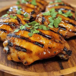 - 4 chicken thighs (bone-in, skin-on) - 1 cup barbecue sauce (store-bought or homemade) - 2 tablespoons honey - 1 tablespoon sriracha sauce For the main ingredients, the chicken thighs are key. They have great flavor and stay juicy on the grill. You can pick store-bought barbecue sauce for ease or make your own if you want that personal touch. Mixing honey and sriracha gives you that sweet and spicy kick. This balance is what makes the dish shine. - 2 cloves garlic, minced - 1 teaspoon smoked paprika - 1 teaspoon black pepper - 1 tablespoon soy sauce Seasonings are just as vital. Minced garlic adds a lovely aroma. Smoked paprika gives a nice depth and color. Black pepper adds a bit of heat, which complements the sweetness. Soy sauce adds umami, making the whole dish richer. When you mix these ingredients, you create a marinade that really sticks to the chicken and enhances every bite. The marinade works best when the chicken sits for a while, soaking up all those flavors. For the full recipe, check out the details above. To make the sweet and spicy marinade, mix the following in a medium bowl: - 1 cup barbecue sauce - 2 tablespoons honey - 1 tablespoon sriracha sauce - 1 tablespoon soy sauce - 2 cloves garlic, minced - 1 teaspoon smoked paprika - 1 teaspoon black pepper - A pinch of salt Stir everything until it blends well. This mix adds flavor to the chicken. Marinating is key. It allows the chicken to soak in all those flavors. I recommend marinating for at least one hour. For the best taste, marinate overnight. For marinating, use a large resealable bag or a shallow dish. Place the chicken thighs inside. Pour the marinade over them. Make sure each piece gets coated well. Seal the bag or cover the dish tightly. Marinating time is crucial. One hour is the minimum, but longer is better. The chicken will taste amazing if you can wait overnight. This time helps the flavors penetrate deep into the meat. Grilling gives the best results for this recipe. You can also bake in the oven if you prefer. If grilling, preheat your grill to medium-high heat. This is about 375°F or 190°C. If you want those perfect grill marks, let the grill heat up fully. Once ready, remove the chicken from the marinade. Let the excess marinade drip off. Place the chicken skin-side down on the grill. Cook for about 6-7 minutes until you see nice grill marks. Then, flip the chicken. Baste with any leftover marinade. Cook for another 6-8 minutes. Check that the chicken's internal temperature reaches 165°F or 75°C. If it starts to char, reduce the heat. You can find the full recipe for more detailed instructions. Enjoy your flavorful grilling delight! To grill sweet and spicy BBQ chicken perfectly, you need to manage the grill temperature well. Aim for medium-high heat, about 375°F (190°C). This heat helps cook the chicken evenly and gives it nice grill marks. Avoid charring by watching the chicken closely. Place it skin-side down first. Cook for about 6-7 minutes before flipping. If you see flare-ups, move the chicken to a cooler part of the grill. Lower the heat if the chicken starts to char too quickly. To make your marinade even better, try adding different spices. You might want to mix in cayenne pepper for more heat or brown sugar for extra sweetness. Each spice adds a unique twist to the flavor. If you lack a grill, you can still add a smoky taste. Use smoked paprika in the marinade. You can also try liquid smoke. Just a few drops can give your chicken that lovely smoky flavor. {{image_2}} To make sweet and spicy BBQ chicken your own, try changing the heat. First, substitute sriracha with other hot sauces. If you want a milder dish, use a sweet chili sauce. For more heat, try a habanero or a ghost pepper sauce. Each sauce gives a unique kick, so pick what suits your taste! Next, you can adjust the honey amount. If you like it sweeter, add more honey. Reducing the honey will make the dish less sweet. Play around until you find the right balance for your taste buds. If you're short on time, consider using a slow cooker. This method makes the chicken super tender. Just add the marinated chicken to the slow cooker and set it on low for about 6 hours. Your chicken will come out juicy and fall-off-the-bone good. Another quick method is broiling in the oven. Preheat your broiler and place the chicken on a baking sheet. Broil for about 10 minutes per side, checking for that lovely golden color. This method cooks faster while still giving you great flavor. You can enjoy sweet and spicy BBQ chicken in less time! For the complete recipe, check out the Full Recipe. To keep your sweet and spicy BBQ chicken fresh, store it in the fridge. Place the chicken in an airtight container or wrap it tightly in foil. This helps keep the flavor and texture intact. You can store it for up to three days. If you want to keep it longer, freezing is a great option. Wrap the chicken pieces in plastic wrap and then place them in a freezer bag. This method protects against freezer burn. Frozen chicken can last up to three months. When you're ready to enjoy the chicken again, reheating it correctly is key. The best way is to use the oven. Preheat your oven to 350°F (175°C). Place the chicken on a baking sheet and cover it with foil. This keeps the moisture in and prevents drying out. Heat for about 15-20 minutes, or until it’s warm throughout. If you have frozen chicken, thaw it safely in the fridge overnight. This helps maintain flavor and texture. If you're in a hurry, you can also use the microwave. Use the defrost setting and check often to avoid cooking the edges. I recommend marinating the chicken for at least one hour. This time allows the flavors to soak in. If you have more time, marinating overnight is even better. The longer it sits, the more flavor it picks up. Just make sure to keep it in the fridge. Yes, you can use chicken breasts. However, remember that chicken thighs have more fat. This gives them more flavor and keeps them juicy. Breasts cook faster, so check them sooner. Aim for an internal temperature of 165°F (75°C) for both cuts. This chicken pairs well with many sides. Here are some ideas: - Grilled corn on the cob - Coleslaw for crunch - Baked beans for sweetness - Rice or quinoa for a hearty meal - A fresh garden salad for balance Absolutely! You can marinate and grill the chicken ahead of time. Once cooked, let it cool before storing. Use airtight containers to keep it fresh. It lasts in the fridge for up to four days. You can also freeze portions for longer storage. Yes, making your own BBQ sauce is easy! Here are some basic ingredients you’ll need: - Ketchup for base - Brown sugar for sweetness - Vinegar for tang - Mustard for depth - Spices like paprika and garlic powder for flavor Mix these ingredients and adjust to your taste. You can find the full recipe for my sweet and spicy BBQ chicken using these flavors. Enjoy your cooking! Sweet and spicy BBQ chicken is simple and full of flavor. You learned about key ingredients like chicken thighs and the right sauces. We discussed marinating techniques and cooking methods to achieve juicy chicken. Remember, variations let you change heat levels and cooking styles. Store leftovers wisely to keep them tasty. With these tips, you can create memorable meals every time. Enjoy your cooking and share your delicious results!