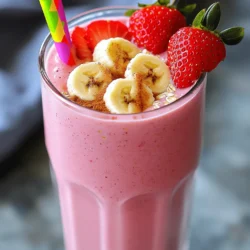 To make a tasty Strawberry Banana Oat Smoothie, gather these simple ingredients: - 1 cup fresh strawberries, hulled and halved - 1 ripe banana, sliced - 1/2 cup rolled oats - 1 cup almond milk (or your preferred milk) - 1 tablespoon honey or maple syrup (optional) - 1/2 teaspoon vanilla extract - 1/4 teaspoon cinnamon - Ice cubes (optional, for a thicker smoothie) Each ingredient serves a purpose. The strawberries and bananas add natural sweetness and flavor. Oats give the smoothie a nice texture and help keep you full. Almond milk adds creaminess, while vanilla and cinnamon enhance the taste. You can use honey or maple syrup to sweeten it a bit more if you like. This blend is quick to make, and it tastes amazing! You can find the Full Recipe above. Enjoy making this delicious smoothie! To make the perfect Strawberry Banana Oat Smoothie, start by preparing your ingredients. - Hulling and halving strawberries: Take one cup of fresh strawberries. Remove the green tops and cut each berry in half. This helps them blend easily and release their sweet flavor. - Slicing the banana: Use one ripe banana. Slice it into small pieces. This makes it easier to blend and ensures a smooth texture. - Measuring out oats and liquids: Measure half a cup of rolled oats. Next, pour one cup of almond milk or your favorite milk. You can also prepare honey or maple syrup if you want a touch of sweetness. Now it’s time to blend everything together. - Adding ingredients to the blender: Add the hulled strawberries, sliced banana, oats, and liquids to your blender. If you like, include one tablespoon of honey or maple syrup, half a teaspoon of vanilla extract, and a dash of cinnamon. - Blend settings and timing: Blend on high for about 30 seconds. You want to achieve a smooth and creamy texture. If you have some chunks, stop and scrape down the sides. Blend again. - How to adjust consistency: If your smoothie is too thin, add a few ice cubes and blend again. This will make it thicker and colder. If it’s too thick, add a bit more milk until you reach your desired consistency. It’s time to serve your delicious smoothie. - Garnishing the smoothie: Pour your smoothie into glasses. For a nice touch, garnish with a few slices of banana or strawberries on top. - Serving suggestions: Serve your smoothie right away for the best taste. You can also enjoy it with a straw for easy sipping. - Presentation tips: Use clear glasses to show off the vibrant colors. A sprinkle of cinnamon on top adds a lovely touch. For a fun twist, you can serve it in a bowl and add your favorite toppings. You can find the full recipe at the beginning of this article. Enjoy your fresh and healthy treat! To get the right texture for your smoothie, you can decide if you want it thick or thin. A thick smoothie is great for a filling breakfast. To achieve this, you can add a few ice cubes before blending. For a thinner version, simply use less fruit or more almond milk. When blending, start on low speed and gradually increase. This helps to mix all the ingredients smoothly. If you find it lumpy, stop and scrape down the sides. Blend again until creamy. Strawberries and bananas are packed with nutrients. Strawberries provide vitamin C and antioxidants, which help your body fight off illness. Bananas offer potassium, which is good for your heart and muscles. Oats add fiber, making your smoothie more filling. They help keep your digestive system healthy. Almond milk is a great dairy alternative. It is low in calories and rich in vitamins, making it a smart choice for smoothies. Using natural sweeteners like honey or maple syrup can add a nice touch. They are better than added sugars. You can taste the smoothie before you pour it. If you want it sweeter, add a little more honey or syrup. If you prefer no added sugar, try using ripe bananas. They are naturally sweet and can enhance the flavor. You can also use dates or stevia as alternatives. Just remember to adjust the amount based on your taste. For the full recipe, check the earlier section. {{image_2}} You can easily make this smoothie vegan-friendly. Just swap the honey for maple syrup. This simple change keeps it sweet and plant-based. If you need a gluten-free option, choose certified gluten-free oats. They work just as well in this recipe. You can enjoy the same great taste without worry. For those watching calories, cut back on the sweeteners. You can also use unsweetened almond milk. These small tweaks make a big difference. Want to add more greens? Toss in a handful of spinach or kale. They blend well and boost nutrition without changing the taste much. You can also mix in other fruits. Try blueberries, mango, or even peaches. Each fruit adds a new twist to the flavor. Using flavored almond milk can change the game too. Look for vanilla or chocolate almond milk for extra flavor. It makes the smoothie taste even more like dessert. Seasonal fruits can add fun to your smoothie. In spring and summer, use fresh berries. In fall, try apples or pears. Each season offers unique flavors to explore. You can also adapt this recipe year-round. For colder months, consider adding warm spices like nutmeg. This gives the smoothie a cozy vibe. The Full Recipe is flexible, so don’t hesitate to experiment. Each change can lead to a new favorite version! After you make your Strawberry Banana Oat Smoothie, you might have some left. You can store it in the fridge for up to 24 hours. To keep it fresh, pour the smoothie into an airtight container. This helps prevent it from tasting stale. When you’re ready to drink it, just give it a good shake. If it seems too thick, add a splash of almond milk. If you want to save your smoothie for later, freezing is a great option. Pour your smoothie into ice cube trays for easy portions. Once frozen, pop the cubes into a freezer bag. This way, you can blend them with fresh fruit later. If you want to freeze the ingredients instead, store the chopped strawberries and banana in separate bags. Just remember to use them within three months for the best taste. Turning your smoothie into a bowl is fun and tasty. Pour the smoothie into a bowl and add your favorite toppings. Some great options are sliced fruit, granola, or nuts. You can also sprinkle seeds like chia or flax on top for extra texture. This way, you get a meal that is not only filling but also beautiful. Enjoy your smoothie bowl with a spoon and savor every bite! The best way to sweeten a smoothie is to use natural sweeteners. These include honey, maple syrup, or ripe fruits. Processed sugars can add empty calories and may not be as healthy. For this smoothie, I suggest starting with one tablespoon of honey or maple syrup. Blend, then taste. If it needs more sweetness, add a little more. Always adjust to your liking. Yes, you can use frozen fruit! Frozen strawberries and bananas offer great flavor and a thick texture. They can make your smoothie extra cold and creamy. If you use frozen fruit, no need to add ice. If you want to use fresh fruit instead, you can thaw frozen fruit. Just leave it out for a bit or microwave it for a few seconds. This makes blending easier. To make the smoothie more filling, add protein! You can use Greek yogurt, protein powder, or nut butter. These options boost the protein and help keep you full longer. Another idea is to add more oats. They fill you up and provide fiber. Try adding two tablespoons of nut butter or a half-cup of yogurt. This makes the smoothie a hearty meal or snack. For the full recipe, check out the full recipe link. This blog post covered how to make a delicious smoothie with healthy ingredients. You learned about selecting fruits, oats, and different milk options. I provided step-by-step instructions for blending and serving. Don't forget the tips for adjusting texture and sweetness. You can modify the recipe to meet your diet needs or change it up by adding flavors. Enjoy experimenting with your smoothies! They can be tasty, nutritious, and fun.