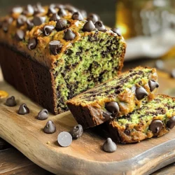 To make the best chocolate chip zucchini bread, you need fresh ingredients. Here’s what you will need: - 2 cups grated zucchini (about 2 medium zucchinis) - 1 cup all-purpose flour - 1 cup whole wheat flour - 1 teaspoon baking powder - 1/2 teaspoon baking soda - 1 teaspoon ground cinnamon - 1/2 teaspoon salt - 1/2 cup granulated sugar - 1/2 cup brown sugar, packed - 1/2 cup vegetable oil (or melted coconut oil) - 3 large eggs - 1 teaspoon vanilla extract - 1 cup semi-sweet chocolate chips - 1/2 cup chopped walnuts (optional) These ingredients create a moist bread with rich flavors. The zucchini adds moisture and nutrition without altering the taste much. While the key ingredients shine, you can customize your bread with some optional additions: - 1/2 cup chopped walnuts - 1/2 cup shredded coconut - 1/4 teaspoon nutmeg for a warm spice flavor These add-ins can enhance texture and flavor. Feel free to mix and match as you like. When choosing zucchini, look for firm, shiny ones. Here are some tips: - Check for smooth skin without blemishes. - Pick smaller zucchinis for better taste and texture. - Smell the zucchini; it should have a fresh scent. Fresh zucchini makes a big difference in your bread. Always pick the best to ensure a delightful result in your chocolate chip zucchini bread. For the full recipe, click here. Start by gathering your ingredients. You need fresh zucchini, sugar, eggs, and chocolate chips. Grate the zucchini using a box grater. You want about 2 cups. It helps to remove excess water by squeezing the grated zucchini in a clean cloth or paper towel. This step makes your bread moist but not soggy. In one bowl, mix the wet ingredients: zucchini, eggs, sugars, oil, and vanilla. In another bowl, combine the dry ingredients—flour, baking powder, baking soda, cinnamon, and salt. This keeps your bread light and fluffy. Preheat your oven to 350°F (175°C). Grease a loaf pan or line it with parchment paper. Pour the wet mix into the dry ingredients. Stir just until combined. Be careful not to overmix. Fold in the chocolate chips and walnuts if you like. Pour the batter into the prepared loaf pan. Smooth the top with a spatula. Bake for 55-65 minutes. The bread will rise and turn golden brown. To check if the bread is done, insert a toothpick into the center. If it comes out clean or with a few crumbs, it's ready. If not, bake for a few more minutes. Once done, let it cool in the pan for about 10 minutes. Then transfer it to a wire rack to cool completely. This cooling step helps the flavors develop. Enjoy your fresh and moist Chocolate Chip Zucchini Bread! For the full recipe, click here. One big mistake is overmixing the batter. Mix your wet and dry ingredients just until they blend. Too much mixing makes the bread tough. Another mistake is not greasing your pan well. Use oil or parchment paper to avoid sticking. Also, check your oven temperature. An oven that runs hot can burn the bread. Use an oven thermometer to be sure. To keep your bread moist, add extra zucchini. More moisture comes from the zucchini, making your bread soft. You can also use oil instead of butter. Oil helps keep the bread tender. Don’t overbake it! Check for doneness with a toothpick. If it comes out clean, it's done. Let the bread cool in the pan for a bit to help with moisture. Spices can take your bread up a notch. Ground cinnamon is a must, but you can add nutmeg too. Just a pinch of nutmeg gives a warm flavor. Consider vanilla extract for a sweeter taste. You can also try adding a bit of allspice for depth. For a lovely touch, mix in some chocolate chips or chopped nuts. They add flavor and crunch to every bite. For the full recipe, check out the Full Recipe section. {{image_2}} To make a gluten-free version, swap the all-purpose flour with a gluten-free blend. Look for blends that have xanthan gum, which helps with texture. Also, use gluten-free baking powder to ensure your bread rises well. Your zucchini bread will still taste great! You can make a few easy swaps to make this bread healthier. Try using applesauce instead of vegetable oil. This change keeps the bread moist while cutting calories. You can also reduce the sugar by half and use honey or maple syrup. The bread will still be sweet and tasty! Add fun flavors to your bread! Chopped nuts like walnuts or pecans give crunch. Dried fruits like cranberries or raisins can add sweetness. You can also mix in spices like nutmeg or ginger for a warm touch. Top the bread with a sprinkle of sea salt or a drizzle of honey for an extra flavor boost! For more ideas, check the full recipe. To keep your chocolate chip zucchini bread fresh, store it in an airtight container. This helps keep moisture in. You can also wrap it tightly in plastic wrap. Place it at room temperature for up to three days. If you want it to last longer, the fridge is a good option. Just remember, it might lose some moisture in the fridge. Freezing chocolate chip zucchini bread is simple and effective. First, let the bread cool completely. Then, slice it or keep it whole. Wrap each slice in plastic wrap or aluminum foil. Place the wrapped bread in a freezer-safe bag. It can stay good for up to three months. When you are ready to enjoy it, just thaw it in the fridge overnight. To reheat your zucchini bread, preheat the oven to 350°F (175°C). Place the bread on a baking tray. Heat it for about 10 to 15 minutes. This warms it through and brings back some of that fresh-baked taste. You can also use the microwave. Heat each slice for about 15 to 20 seconds. Just be careful not to overheat it, or it may become dry. Yes, you can use applesauce instead of oil. This makes the bread lighter and healthier. Use the same amount of applesauce as oil. Keep in mind, this may change the texture slightly. The bread might be a bit denser. To avoid sogginess, make sure to remove excess moisture from the zucchini. After grating the zucchini, place it in a clean kitchen towel and squeeze out the water. Also, do not skip the flour. It helps absorb any extra moisture in the batter. If you want to switch up the chocolate chips, try using nuts or dried fruit. Chopped walnuts, pecans, or raisins are great choices. You can even use white chocolate chips for a different taste. Get creative with your favorite flavors. Chocolate chip zucchini bread can last about 3 to 4 days at room temperature. Store it in an airtight container to keep it fresh. If you want to keep it longer, wrap it tightly and freeze it. It can last up to three months in the freezer. If you’re looking for the full recipe, check out the detailed instructions above. You now know how to make chocolate chip zucchini bread. We covered key ingredients, optional additions, and tips for buying fresh zucchini. The step-by-step guide included prep methods and baking tips. I shared tricks to avoid common mistakes and keep your bread moist. You learned about tasty variations and how to store leftovers correctly. With this knowledge, you can bake a delicious treat that everyone will enjoy!