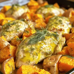 For this dish, you need: - 4 boneless, skinless chicken breasts - 1 cup dill pickle juice - 1 tablespoon ranch seasoning mix - 3 medium-sized sweet potatoes, peeled and diced These main ingredients give your dish a nice balance of flavor and texture. The chicken absorbs the tang of the pickle juice, while the sweet potatoes add a creamy sweetness. Next, gather: - 2 tablespoons olive oil - 1 teaspoon garlic powder - 1 teaspoon smoked paprika - Salt and pepper to taste These seasonings enhance the dish. The garlic adds depth, while the smoked paprika gives it a hint of warmth. To finish your plate, consider using: - Fresh dill or parsley for garnish A sprinkle of fresh herbs not only adds color but also brightens the overall flavor. You can find the full recipe above for detailed steps and tips. To start, you need to marinate the chicken. Take four boneless, skinless chicken breasts. Place them in a large bowl. Pour in one cup of dill pickle juice. The pickle juice adds a nice tangy flavor. Cover the bowl and place it in the fridge. I recommend marinating for at least one hour. If you have time, marinate overnight for even better taste. Next, preheat your oven to 400°F (200°C). This step is key for even cooking. While the oven heats, prepare the sweet potatoes. You will need three medium-sized sweet potatoes. Peel and dice them into small pieces. In a separate bowl, toss the sweet potatoes with two tablespoons of olive oil. Add one teaspoon of garlic powder and one teaspoon of smoked paprika. Season with salt and pepper to taste. Mix well until all the sweet potatoes are evenly coated. Now it’s time to bake! Spread the sweet potatoes in a single layer on a baking sheet lined with parchment paper. Bake them for 15 minutes. After 15 minutes, take the baking sheet out. Remove the chicken from the pickle juice and discard the liquid. Rub one tablespoon of ranch seasoning mix over each chicken breast. Place the seasoned chicken on top of the sweet potatoes. Return the baking sheet to the oven. Bake for another 25 to 30 minutes. The chicken should reach an internal temperature of 165°F (75°C), and the sweet potatoes should be tender. Once done, let the dish rest for five minutes before serving. You can garnish with fresh dill or parsley if you like. Enjoy your meal! For the complete recipe, check the Full Recipe section. For the best flavor, marinate your chicken for at least one hour. If you have time, let it sit overnight. This allows the pickle juice to soak in, infusing the chicken with tangy goodness. The longer you marinate, the better the taste. Just remember not to skip this step. To ensure the chicken is cooked through, check its internal temperature. It should reach 165°F (75°C). Use a meat thermometer for accuracy. This way, you avoid undercooked chicken. For crispier sweet potatoes, spread them out in a single layer. This helps them roast evenly. You can also flip them halfway through for extra crispiness. Get creative with garnishes! Fresh dill or parsley adds a nice touch. You can also try crumbled feta cheese or chopped green onions. A drizzle of ranch dressing can enhance the flavor. Experiment with what you like best! For more tips, check the Full Recipe for ideas. {{image_2}} You can switch up the chicken if you want a change. Turkey cutlets work well too. Tofu is a great option for a plant-based meal. You can also try using chickpeas for a hearty texture. For vegetables, sweet potatoes are a favorite. But you can use other root veggies like carrots, turnips, or parsnips. Broccoli and cauliflower add a nice crunch. They also soak up the flavors well. Want more flavor? You can add spices to kick things up. Try cayenne pepper for heat or cumin for a warm flavor. Fresh herbs like thyme and rosemary elevate the dish. You can mix in some lemon zest for a bright touch. If you love garlic, add more garlic powder or fresh minced garlic. A splash of hot sauce gives it a nice kick too. These simple changes can make each bite exciting. Making this dish gluten-free is easy. Ensure your ranch seasoning mix is gluten-free. Most brands offer this. For a low-carb version, skip the sweet potatoes. Instead, use zucchini or bell peppers. They bake nicely and keep the meal light. With these swaps and tweaks, you can make Pickle Ranch Chicken and Sweet Potato Bake fit your taste and needs. Feel free to get creative! For the complete dish, check the Full Recipe. To store leftovers, place the chicken and sweet potatoes in a sealed container. Make sure the container is airtight to keep the food fresh. You can store the leftovers in the fridge for up to three days. When ready to eat, check for any off smells or changes in texture. If everything looks good, you are set to enjoy your meal! If you want to save for later, freezing is a great option. Let the dish cool completely before packing it. Use freezer-safe bags or containers to keep air out. Label the bags with the date. You can freeze the dish for up to three months. When you are ready to eat, thaw it overnight in the fridge to keep it safe. For the best flavor and texture, reheat the dish in the oven. Preheat your oven to 350°F (175°C). Place the chicken and sweet potatoes in a baking dish, cover with foil to keep moisture in, and heat for about 20 minutes. You want the chicken to reach 165°F (75°C) before serving. You can also microwave it, but this may make the sweet potatoes less crispy. For the full recipe, check out the section above! Yes, you can use chicken thighs or drumsticks. Thighs add more flavor and stay juicy. Drumsticks work well too. Just make sure to adjust the cooking time. Thighs may need a few extra minutes. Use a meat thermometer to check for 165°F (75°C). You can skip marination, but the flavor will be less strong. Marinating in pickle juice makes the chicken tender and adds a tangy taste. If you are short on time, rub the ranch seasoning directly on the chicken. This will still add some flavor, but marinating is best. This dish pairs well with many sides. Here are some great options: - Steamed green beans - Roasted broccoli - A fresh garden salad - Corn on the cob These sides add color and nutrition, making your meal more balanced. You can find the full recipe for Pickle Ranch Chicken and Sweet Potato Bake to try these sides together! This blog post covered a tasty chicken recipe using simple ingredients like pickle juice and sweet potatoes. You learned how to marinate the chicken for great flavor, bake the dish, and even add garnish for a fresh touch. I shared tips for perfecting your cooking and variations to suit your taste. Remember, cooking should be fun and creative. Experiment, enjoy the process, and make this dish your own. Happy cooking!