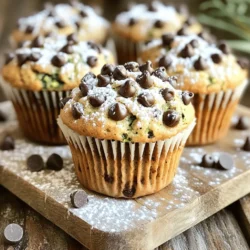 To make Chocolate Chip Zucchini Muffins, you need simple ingredients. Here’s what you’ll need: - 1 medium zucchini, grated - 1 cup all-purpose flour - 1/2 cup whole wheat flour - 1/2 teaspoon baking powder - 1/2 teaspoon baking soda - 1/2 teaspoon salt - 1 teaspoon ground cinnamon - 1/2 cup granulated sugar - 1/4 cup brown sugar, packed - 1/3 cup vegetable oil - 2 large eggs - 1 teaspoon vanilla extract - 1/2 cup semi-sweet chocolate chips - 1/4 cup chopped walnuts (optional) These ingredients work together to create a moist and tasty muffin. You can customize your muffins with fun extras. Try adding: - Chopped nuts like pecans or almonds - Shredded coconut for a tropical twist - Dried fruits like cranberries or raisins These additions can enhance flavor and texture. If you have dietary needs, you can make easy swaps: - For gluten-free muffins, use a gluten-free flour blend. - To make them vegan, replace eggs with flaxseed meal or applesauce. - Use coconut oil or applesauce instead of vegetable oil. These substitutions keep the muffins delicious and friendly for different diets. - First, preheat your oven to 350°F (175°C). Line a muffin tin with paper liners or grease it lightly. This helps the muffins release easily after baking. - In a medium bowl, mix the dry ingredients. Combine 1 cup all-purpose flour, 1/2 cup whole wheat flour, 1/2 teaspoon baking powder, 1/2 teaspoon baking soda, 1/2 teaspoon salt, and 1 teaspoon ground cinnamon. Whisk well until everything is evenly mixed. - In another large bowl, combine the wet ingredients. Mix 1/2 cup granulated sugar, 1/4 cup brown sugar, and 1/3 cup vegetable oil until smooth. Then, add 2 large eggs and 1 teaspoon vanilla extract. Beat until well combined. This adds sweetness and flavor to your muffins. - Now, fold in the grated zucchini and chocolate chips. Add 1 medium grated zucchini and 1/2 cup semi-sweet chocolate chips. If you like, add 1/4 cup chopped walnuts for extra crunch. Gently mix until evenly distributed. - Next, distribute the batter into the muffin tin. Fill each cup about 2/3 full. This allows space for the muffins to rise while baking. - Bake the muffins in your preheated oven for 18-22 minutes. Check for doneness by inserting a toothpick in the center. If it comes out clean, your muffins are ready. - After baking, let the muffins cool in the pan for about 5 minutes. Then, transfer them to a wire rack. This helps them cool completely and stay fluffy. - For a fun presentation, sprinkle a few extra chocolate chips on top before baking. Serve warm with a light dusting of powdered sugar or a dollop of Greek yogurt. This adds a lovely touch to your delightful muffins! To get the best texture in your muffins, follow these steps: - Use fresh zucchini. Grate it finely, so it blends well. - Don't overmix the batter; mix until just combined. This keeps them light. - Bake at 350°F (175°C) to ensure even cooking. Common baking mistakes can ruin your muffins: - Not measuring ingredients accurately can lead to dense muffins. Use a kitchen scale for best results. - Forgetting to preheat the oven can affect baking time and texture. - Opening the oven too soon can cause muffins to sink. You can adjust the sweetness and flavor of your muffins. If you want them sweeter, add more sugar. For a spicier taste, increase the cinnamon or add nutmeg. Choosing the right zucchini is key. Look for small to medium zucchinis. They are tender and less watery, which helps the muffins stay moist. For the best flavor, I recommend using semi-sweet chocolate chips. They complement the zucchini's taste well. You can also try dark chocolate chips for a richer flavor. Think about your ingredients. Organic zucchinis can have better flavor. However, conventional zucchinis work fine, too. Focus on freshness for both organic and conventional ingredients. {{image_2}} For a gluten-free version of chocolate chip zucchini muffins, you can use a blend of gluten-free flour. Look for options that include rice flour, almond flour, or oat flour. Many store-bought blends work well too, such as Bob's Red Mill 1-to-1 or King Arthur Flour Gluten-Free Measure for Measure. When using gluten-free flour, you might need to increase the baking time slightly. Check for doneness around the 20-minute mark. Use a toothpick to see if it comes out clean. If not, add a few extra minutes until your muffins are perfectly baked. To make these muffins vegan, you can replace the eggs with flaxseeds or chia seeds. Mix one tablespoon of ground flaxseed or chia seeds with three tablespoons of water for each egg. Let it sit for five minutes until it thickens. You can also swap vegetable oil for a plant-based oil like coconut oil or canola oil. For chocolate chips, choose dairy-free options that still taste great. Brands like Enjoy Life or Hu Chocolate work well in this recipe. You can customize your muffins by adding spices or extracts. A pinch of nutmeg or a splash of almond extract can enhance the flavor. For added texture and taste, try mixing in fruits like raisins or dried cranberries. You can also fold in nuts, shredded coconut, or even a bit of peanut butter for a unique twist. These variations keep your muffins exciting and delicious! To keep your chocolate chip zucchini muffins fresh, store them at room temperature. Place them in an airtight container. This helps retain their moisture and keeps them soft. You can also use a zip-top bag if you don't have a container. Just make sure to press out the air before sealing. If you want to save some for later, freezing is a great option. Wrap each muffin in plastic wrap, then place them in a freezer bag. This will help protect them from freezer burn. They can stay fresh in the freezer for up to three months. When it’s time to enjoy your muffins again, reheating them properly is key. The best way is to use the oven. Preheat the oven to 350°F (175°C). Place the muffins on a baking sheet and heat for about 5 to 10 minutes. This method keeps them warm and soft. If you prefer the microwave, you can use it too. Place a muffin on a microwave-safe plate. Heat it for about 10 to 15 seconds. This works well for a quick snack but may not keep the muffin's texture as nice as the oven. Can I use frozen zucchini in this recipe? Yes, you can use frozen zucchini. Just thaw it first and drain excess water. This keeps your muffins from becoming soggy. Fresh zucchini gives better texture, but frozen works fine in a pinch. How can I make these muffins healthier? To make these muffins healthier, you can swap out some ingredients. Use whole wheat flour instead of all-purpose flour. You can also cut the sugar by a bit or use honey or maple syrup instead. Adding nuts boosts nutrition too. What can I substitute for sugar? You can use applesauce or mashed bananas to replace sugar. These options add sweetness and moisture. If you prefer, try using coconut sugar or a sugar alternative like stevia. Why are my muffins dense or dry? Muffins can be dense if you overmix the batter. Mix just until combined. They can be dry if you use too much flour or bake them too long. Always measure flour correctly and check for doneness with a toothpick. How to fix overmixing issues? If you overmixed, the batter may be tough. Next time, mix gently. Don’t worry about lumps. A few small lumps are okay. This keeps muffins light and fluffy. What to do if muffins stick to the pan? If muffins stick, you might not have greased the pan well. Use paper liners or grease the pan with oil. If they still stick, let them cool longer in the pan before removing. This helps them release easily. You can make delicious Chocolate Chip Zucchini Muffins with easy steps. Start with key ingredients and follow the simple instructions. Remember tips on baking and ingredient choices for the best results. Don’t forget about variations to suit your diet and tastes. Store them right for long-lasting enjoyment. With everything covered, you’re ready to bake these tasty treats and impress your friends and family. Happy baking!