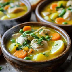 - 4 boneless, skinless chicken thighs, diced - 3 medium carrots, sliced - 2 celery stalks, chopped - 1 large onion, diced - 3 cloves garlic, minced - 1 cup green beans, trimmed and cut into 1-inch pieces - 3 medium potatoes, diced - 4 cups low-sodium chicken broth - 1 lemon, zested and juiced - 1 teaspoon dried thyme - 1 teaspoon dried oregano - 1 bay leaf - 2 tablespoons olive oil - Salt and pepper to taste - Fresh parsley for garnish The star of this dish is the chicken. I love using boneless, skinless thighs. They stay moist and tender during cooking. Carrots and celery add sweetness and crunch. Onions and garlic bring a savory depth. Green beans and potatoes round out the stew with hearty texture. The broth is key. Use low-sodium chicken broth for flavor without too much salt. Adding lemon zest and juice brightens the dish. Thyme and oregano give it that warm, earthy taste. Don't forget the bay leaf; it adds a nice touch. - Fresh herbs - Bread pairing suggestions Garnishing with fresh parsley adds color. It also brings a fresh taste to every bite. I like to serve this stew with crusty bread. It’s perfect for dipping into the warm, tasty broth. You can also try adding some fresh herbs, like basil or cilantro, for a unique twist. Start by heating 2 tablespoons of olive oil in a skillet over medium heat. Once hot, add the diced chicken thighs. Season them with salt and pepper. Sauté the chicken for about 4 to 5 minutes until it turns lightly browned. This step adds great flavor. Transfer the chicken to your slow cooker. In the same skillet, toss in the diced onion, sliced carrots, and chopped celery. Sauté these veggies for 3 to 4 minutes until they soften a bit. This helps bring out their natural sweetness. Next, add the minced garlic and cook for one more minute until it smells great. Then, transfer the veggies to the slow cooker with the chicken. Now, it’s time to layer all your ingredients in the slow cooker. Add the diced potatoes and green beans. Pour in the low-sodium chicken broth. Zest and juice the lemon, then add both to the pot. Sprinkle in the dried thyme, oregano, and toss in a bay leaf. Stir everything well to mix the flavors. You can also adjust the seasoning here based on your taste. Cover the slow cooker and choose your cooking setting. If you go for low, set it for 6 to 7 hours. If you prefer high, set it for 3 to 4 hours. The chicken is done when it is fully cooked and the vegetables are tender. A good sign is when the chicken shreds easily with a fork. Using fresh herbs makes a big difference. I love to add fresh parsley right before serving. It gives the stew a bright taste. You can also try fresh thyme or oregano if you want. Lemon zest is key for this stew. It adds a punch of flavor. Zest the lemon before juicing it. This way, you get all the oils from the skin. It makes your dish taste fresh and lively. One common mistake is overcooking the chicken. If you cook it too long, it gets dry. Check the chicken after a few hours. It should be tender but not falling apart. Another mistake is skipping the sautéing steps. Sautéing the chicken and veggies first adds depth. It brings out the flavors in each ingredient. Don't rush this step; it makes your stew richer. For the best results, use a good slow cooker. Look for one with a removable pot. This makes cleaning easy. A model with a locking lid is also handy for travel. You'll need basic utensils like a cutting board and a sharp knife. A sturdy spoon for stirring is a must. Don't forget measuring spoons for your herbs and spices. These tools make cooking smooth and fun. {{image_2}} You can switch up the chicken in this stew. Try turkey or even tofu for a plant-based option. Each choice gives a unique twist to the dish. For vegetables, you have many options. You can add sweet potatoes for a sweeter taste. Zucchini or bell peppers can add color and flavor. Just make sure to cut them into small pieces for even cooking. To make this stew gluten-free, use gluten-free broth. Most chicken broths are safe, but check the label. You can also skip the bay leaf if you are unsure of its source. If you follow a paleo or keto diet, skip the potatoes. Instead, try cauliflower florets for a low-carb substitute. This keeps the stew hearty without the carbs. You can also add extra greens, like spinach, for more nutrients. After enjoying your stew, store leftovers safely. First, let the stew cool down. This step helps keep it fresh. Use an airtight container for best results. Place the container in the fridge. Consume the stew within three to four days. For longer storage, consider freezing it. If you freeze the stew, use freezer-safe containers. Leave some space at the top. This space allows the stew to expand as it freezes. You can keep it in the freezer for up to three months. Remember to label the containers with the date. This way, you know when to use them. When it’s time to enjoy leftovers, reheating properly is key. The safest method is to use the stove. Pour the stew into a pot and heat it over low to medium heat. Stir often to avoid burning. Heat until it reaches a safe temperature of 165°F. If you prefer the microwave, use a microwave-safe bowl. Cover it with a microwave-safe lid or wrap. Heat in short bursts, stirring in between. This method helps heat evenly. To prevent sogginess, avoid adding extra liquid when reheating. If the stew looks thick, try adding a splash of broth or water. This keeps it from becoming too dry while still maintaining a good texture. To make this stew dairy-free, simply skip any milk or cream. This recipe does not use dairy. The rich flavors come from fresh herbs and lemon. You can enjoy it as is! Yes, you can prepare this stew in advance. Chop the veggies and chicken a day before. Store them in the fridge. You can also cook the stew and keep it in the fridge. Just reheat it before serving. To spice up your stew, add red pepper flakes or diced jalapeños. You can also try a dash of hot sauce. Start with a little and taste as you go. This way, you control the heat. This stew goes well with crusty bread or rice. A fresh green salad can also add a nice crunch. You can serve it with roasted vegetables for extra flavor. Enjoy! In this post, I covered how to make a tasty lemon herb chicken stew. We talked about the main ingredients like chicken, vegetables, and broth. I provided steps for cooking and tips to enhance flavor. Remember to avoid common mistakes and consider variations for your needs. With these tips, you'll make an amazing dish. Enjoy your cooking journey!