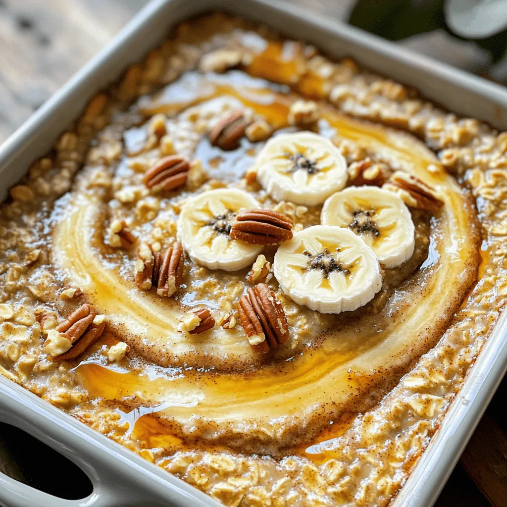 - 1 cup rolled oats - 1 ½ cups almond milk (or any milk of choice) - 2 tablespoons maple syrup - 1 teaspoon vanilla extract - 1 teaspoon baking powder - 1 teaspoon ground cinnamon - ¼ teaspoon salt - 2 tablespoons almond butter (or any nut butter) - ¼ cup brown sugar (for swirl) - 1 tablespoon ground cinnamon (for swirl) - Optional toppings: chopped pecans, dried cranberries, or fresh banana slices Gathering the right ingredients is key. I always start with rolled oats for a hearty base. Almond milk gives it a creamy touch, but any milk works. Maple syrup adds sweetness and a nice flavor. Vanilla extract lifts the taste, while baking powder helps it rise. Don't forget the spices! Ground cinnamon brings warmth, and salt balances it all. Almond butter adds richness, but you can swap it for any nut butter you love. The brown sugar and extra cinnamon create that delicious swirl. Feel free to get creative with toppings! Chopped pecans add crunch, while dried cranberries give a sweet burst. Fresh banana slices bring freshness and color. Each ingredient plays a role in making this dish a tasty treat. First, preheat your oven to 350°F (175°C). Grease an 8x8 baking dish. This dish helps the oats bake evenly. In a large mixing bowl, combine these ingredients: - 1 cup rolled oats - 1 ½ cups almond milk (or any milk of choice) - 2 tablespoons maple syrup - 1 teaspoon vanilla extract - 1 teaspoon baking powder - 1 teaspoon ground cinnamon - ¼ teaspoon salt - 2 tablespoons almond butter (or any nut butter) Stir until well blended. Let the mixture sit for about 5-10 minutes to thicken. While your oat mixture thickens, prepare the cinnamon swirl. In a small bowl, mix: - ¼ cup brown sugar - 1 tablespoon ground cinnamon Combine well until fully mixed. Now, pour half of the oat mixture into your greased baking dish. Spread it evenly. Drizzle the almond butter over this layer. Next, sprinkle the cinnamon-sugar mix on top. Carefully pour the remaining oat mixture over it. Use a knife to gently swirl. This creates a lovely marble effect. Now it’s time to bake! Place the dish in the preheated oven. Bake for 25-30 minutes. Look for golden edges and a set center. Once done, let it cool for a few minutes. Slice into squares and enjoy warm. For a tasty touch, top with more maple syrup or fresh banana slices! To make your TikTok cinnamon roll baked oats perfect, let the oat mixture thicken. This helps create a creamy base. After mixing, wait about 5-10 minutes. The oats will absorb the milk and get nice and thick. For a marbled effect, pour half of the oat mixture first. Then, drizzle almond butter and sprinkle the cinnamon-sugar mix. Pour the rest of the mixture on top. Use a knife to swirl gently. This creates a pretty pattern that looks great when baked. Want to enhance flavor? Try adding more spices. A bit of nutmeg or ginger can bring warmth. You can also mix in some cocoa powder for a chocolate twist. Different nut butters work well too. Peanut butter adds a rich taste. Sunflower seed butter gives a nut-free option that’s still yummy. Experiment to find what you like best! Serving your baked oats warm makes them even better. Drizzle some maple syrup on top for sweetness. Fresh banana slices add a nice touch and look good. For extra flair, sprinkle chopped pecans or dried cranberries on top. These toppings not only taste great but also make your dish look amazing. Serve it in a fun bowl to impress your family or friends! {{image_2}} You can easily switch up the flavor of your baked oats. Here are two great ideas: - Chocolate chip cinnamon roll baked oats: Add a half cup of chocolate chips to the oat mixture before baking. This adds a rich, sweet touch. The chocolate melts and creates gooey pockets in your baked oats. - Pumpkin spice cinnamon roll baked oats: Replace the regular cinnamon with pumpkin spice. Add a half cup of pumpkin puree to the mix. This gives your baked oats a warm, cozy flavor, perfect for fall. You can adapt this recipe to meet specific dietary needs: - Dairy-free and nut-free options: Use oat milk or soy milk instead of almond milk. For nut butter, try sunflower seed butter. These swaps keep the baked oats creamy and tasty without nuts. - Gluten-free alternatives for rolled oats: Make sure to use certified gluten-free rolled oats. This way, everyone can enjoy this dish without worry. Toppings can change with the seasons. Here are some ideas: - Using seasonal fruits: In spring or summer, top your baked oats with fresh berries or sliced peaches. In fall, use apples or pears for a cozy touch. - Alternate sweeteners for seasonal flavors: Use honey, agave syrup, or maple syrup based on the season. Each sweetener adds a unique taste that pairs well with different fruits. Once you bake your cinnamon roll oats, let them cool for about 10 minutes. This helps keep them from getting soggy. After cooling, place your baked oats in an airtight container. This keeps them fresh and tasty for later. Store them in the fridge for best results. When you want to enjoy your baked oats again, use the microwave. Heat them in 30-second bursts until warm. You can also use the oven. Just cover them with foil and heat at 350°F (175°C) for about 10-15 minutes. This keeps the oats soft and yummy. Your baked oats will stay good in the fridge for about 3-5 days. If you want to store them longer, freeze them! Cut them into squares and wrap each piece in plastic wrap. Place wrapped pieces in a freezer bag. They will last for about 2-3 months in the freezer. Yes, you can use instant oats in a pinch. They cook faster, but they are softer. This can make your baked oats mushier. If you want a firmer texture, stick with rolled oats. Instant oats absorb more liquid, so adjust the almond milk. Use about 1 cup instead of 1.5 cups. This way, your baked oats won’t become too watery. To get fluffier baked oats, follow these tips: - Let the mixture sit: After mixing, let it sit for 5-10 minutes. This helps the oats soak up the milk. - Use baking powder: Adding baking powder gives a nice rise. - Don’t overmix: Stir just until blended. Overmixing can make them dense. - Add beaten egg: For extra fluff, you can add a beaten egg. This will also add protein. Each of these tips can help you achieve a lighter, fluffier baked oats dish. Yes, this recipe works great for meal prep! Here are some tips: - Make in advance: Bake the oats and let them cool. Cut them into squares. - Store properly: Place them in an airtight container. They will stay fresh for up to 5 days in the fridge. - Reheat easily: You can reheat them in the microwave. Just add a splash of milk for moisture. This way, you can enjoy a warm, tasty breakfast all week long! In this post, we explored a tasty baked oats recipe. We covered all the ingredients and steps, from mixing to baking. You learned tips for great texture and flavor, plus fun variations. Storage info helps keep your dish fresh, and I answered common questions. Enjoy making this dish in your kitchen. It's easy and delicious! Try different toppings and flavors to make it your own. Happy baking!