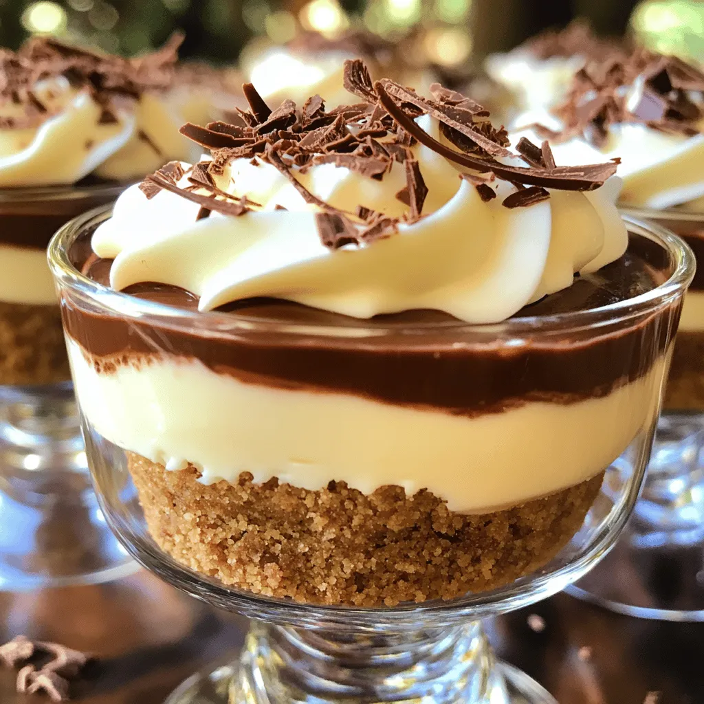 - 1 cup graham cracker crumbs - 1/4 cup unsalted butter, melted - 1 cup cream cheese, softened - 1 cup Nutella - 1/2 cup powdered sugar - 1 teaspoon vanilla extract - 1 cup heavy whipping cream - Chocolate shavings or shreds for garnish To make the best No-Bake Nutella Cheesecake Cups, you need simple yet rich ingredients. The graham cracker crumbs create a sweet crust. The melted butter helps bind them together. Cream cheese adds a creamy base, which pairs perfectly with Nutella's rich chocolate flavor. The powdered sugar sweetens the mix, while vanilla extract enhances the taste. Whipping cream makes the filling light and fluffy. Finally, chocolate shavings or shreds add a beautiful touch on top. This mix of flavors and textures brings joy to every bite. When you gather these ingredients, make sure they are fresh. Fresh cream cheese and heavy cream make a big difference in taste. Enjoy the process of creating this delightful dessert! 1. In a medium bowl, combine 1 cup of graham cracker crumbs with 1/4 cup of melted butter. 2. Mix until the crumbs are well coated with butter. 3. Divide this mixture into small dessert cups. 4. Press the crumbs down firmly to form a solid base for the cheesecake layer. 1. In a large mixing bowl, beat 1 cup of softened cream cheese with an electric mixer until it is smooth. 2. Add 1 cup of Nutella, 1/2 cup of powdered sugar, and 1 teaspoon of vanilla extract to the cream cheese. 3. Continue to beat the mixture until it is creamy and well combined. 4. In another bowl, whip 1 cup of heavy cream until stiff peaks form. 5. Gently fold the whipped cream into the Nutella mixture. Be careful not to deflate the whipped cream. 1. Spoon or pipe the Nutella cheesecake filling into the prepared cups over the graham cracker crust. 2. Chill the cheesecake cups in the refrigerator for at least 4 hours or until they are set. 3. Before serving, garnish each cup with chocolate shavings for a nice touch. To get that perfect creamy texture in your cheesecake cups, start by properly softening the cream cheese. You can leave it out of the fridge for about an hour. This helps it blend smoothly with the other ingredients. Next, pay special attention to how you fold in the whipped cream. After you whip it to stiff peaks, gently fold it into the Nutella mixture. Use a spatula and lift from the bottom. This keeps the air in the whipped cream, making your cheesecake light and fluffy. For a neat and fun presentation, use a piping bag to fill your dessert cups. This way, you can create lovely swirls of Nutella cheesecake. It looks great and tastes even better! If you want to get creative with garnishes, think beyond just chocolate shavings. Try using crushed nuts, fresh berries, or a drizzle of caramel. Each adds a unique twist to your dessert. {{image_2}} You can easily change the flavor of your No-Bake Nutella Cheesecake Cups. Try adding almond or hazelnut extracts for a different taste. These swaps can make your dessert feel fresh and unique. You could also use different flavored whipped cream. This simple change can add a fun twist to your recipe. Think of using vanilla, chocolate, or even coffee-flavored whipped cream. Each option brings its own flair to the dish. If you have dietary needs, you can still enjoy this dessert. For a gluten-free crust, replace graham cracker crumbs with gluten-free crumbs. Many brands offer tasty options that work well. For a vegan version, swap out the cream cheese and whipping cream. Look for plant-based cream cheeses and coconut cream. These alternatives keep the flavors rich and delicious. You can enjoy this dessert without compromising your diet. Keep your no-bake Nutella cheesecake cups in the fridge. Place them in an airtight container or cover them with plastic wrap. This way, they stay fresh and tasty. I recommend eating them within three to four days for the best flavor. If you notice any moisture, it could affect the texture. Check them before serving to ensure they still look great. Yes, you can freeze these cheesecake cups! Place them in a freezer-safe container. Make sure to leave some space at the top, as they will expand. To thaw, move them to the fridge overnight. This gentle method keeps them creamy and delicious. Don’t rush the thawing process, as quick thawing can change their texture. Enjoy these treats cold for a refreshing dessert! Yes, you can make these cheesecake cups ahead of time. I suggest preparing them up to two days in advance. This allows the flavors to blend nicely while they chill in the fridge. Just remember to cover them well to keep them fresh. You can use a few different options for heavy whipping cream. For a lighter choice, try using half-and-half. If you need a dairy-free option, coconut cream works well too. Just chill the coconut cream before whipping for the best texture. These cheesecake cups will last for about five days in the fridge. Just keep them covered to maintain their freshness. If you freeze them, they can last for up to two months. To enjoy later, thaw them overnight in the fridge before serving. In summary, we explored making No-Bake Nutella Cheesecake Cups. You learned about the main ingredients, how to prepare the crust, and create the filling. We reviewed tips for a creamy texture and various ways to store your treats. These desserts offer room for flavor swaps and dietary options, making them versatile. Enjoy this simple, delicious treat anytime. Make them for friends, family, or just for yourself. Happy baking!