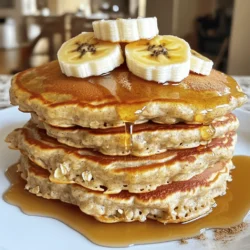 - 2 ripe bananas - 1 cup rolled oats - 1 cup almond milk (or any milk of your choice) - 2 large eggs - 1 teaspoon baking powder - 1 teaspoon vanilla extract - 1/2 teaspoon cinnamon - A pinch of salt - Coconut oil or cooking spray for the skillet Ripe bananas give these pancakes their sweet taste. I suggest using bananas that have brown spots. They blend well and add moisture. Rolled oats are the main base. They provide fiber and a hearty texture. Make sure to use whole rolled oats for best results. Almond milk or any milk alternative works great. It keeps the pancakes light and fluffy. Feel free to use cow's milk if you prefer. Large eggs bind the batter together. They help create a fluffy pancake. If you want to skip eggs, use a flaxseed mixture instead. Baking powder is key for fluffiness. It helps the pancakes rise when cooking. Without it, the pancakes would be dense. Vanilla extract adds a sweet aroma. It's a simple way to enhance flavor. I often find that a little extra makes a big difference. Cinnamon gives warmth and spice. It pairs well with bananas. You can add more if you love its flavor. A pinch of salt balances sweetness. It enhances all the flavors in the pancakes. Don’t skip this step! Coconut oil or cooking spray helps prevent sticking. It ensures the pancakes cook evenly. You can choose whichever you prefer. First, gather all your ingredients. You need ripe bananas, rolled oats, almond milk, eggs, baking powder, vanilla extract, cinnamon, and salt. It’s easy to remember! Next, combine these ingredients in your blender. Start with bananas, then add oats, milk, eggs, baking powder, vanilla, cinnamon, and salt. Blend everything on high. You want it smooth and pourable. The batter should be thick enough to hold its shape. Now, let’s cook! Preheat your skillet over medium heat. Use a little coconut oil or cooking spray to coat the pan. This helps the pancakes not stick. Once the skillet is hot, pour about 1/4 cup of batter for each pancake. Leave space between them. They will spread out a bit. Cook the pancakes for 2-3 minutes. Watch for bubbles on top and edges that look set. Then, carefully flip them over. Cook for 1-2 more minutes until they are golden brown. After cooking, transfer the pancakes to a plate. Cover them with a kitchen towel to keep warm. For toppings, use what you love! Maple syrup, fresh fruits, or a dollop of yogurt are great choices. You can even stack them high and add sliced bananas on top. A little drizzle of honey or maple syrup makes them look amazing! - Over-blending the batter: Blending too much can make your pancakes tough. Aim for a smooth mix but stop once combined. You want some texture for fluffiness. - Not preheating the skillet: If the skillet isn't hot enough, pancakes can stick and won’t cook well. Always preheat your pan for a few minutes before pouring the batter. - Ideal skillet temperature: Use medium heat for cooking. Too hot can burn them, while too cool makes them soggy. A good test is to sprinkle water on the pan; if it sizzles, it’s ready. - Cooking time tips: Cook each pancake for 2-3 minutes on one side. Wait for bubbles to form before flipping. After flipping, cook for another 1-2 minutes. This timing helps to keep them fluffy. - Best blenders for pancake batter: A high-speed blender works great. It makes a smooth batter quickly. Brands like Vitamix or NutriBullet are excellent choices. - Recommended skillet types: A non-stick skillet is best. It helps prevent sticking and makes flipping easy. If you like, use a cast-iron skillet for even heating. Just be sure to grease it well! {{image_2}} You can make your banana oat pancakes even more fun. Adding chocolate chips gives a sweet touch. Just fold in a handful before cooking. The chips melt and create gooey pockets of chocolate in each bite. You can also incorporate nuts or seeds. Chopped walnuts or sliced almonds add crunch and healthy fats. Flaxseeds or chia seeds boost nutrition. Just mix in a few tablespoons for added benefits. For a gluten-free option, stick with rolled oats. Oats are naturally gluten-free, but check for certified gluten-free labels. This ensures no cross-contamination occurs during processing. If you want a vegan version, swap the eggs. Use flax eggs instead. Mix one tablespoon of ground flaxseed with three tablespoons of water. Let it sit for five minutes to thicken. This acts as a great binder in your pancakes. Get creative with toppings! Try yogurt, fresh berries, or a drizzle of honey. You can also use nut butter for extra flavor and richness. For pancake stacks, layer pancakes with sliced bananas and a sprinkle of cinnamon. This not only looks great but also tastes amazing. You can stack them high and enjoy a delicious breakfast treat! To keep your banana oat blender pancakes fresh, store them in the fridge. Place them in an airtight container. They will last for about 3-4 days. If you want to save them for a longer time, freezing is a good option. To freeze, stack pancakes with parchment paper between each one. Then, place them in a freezer-safe bag. They can stay frozen for up to 2 months. When you're ready to eat them again, reheating is easy. The best methods are using a microwave or a skillet. If using the microwave, place pancakes on a plate and cover with a damp paper towel. Heat in 30-second bursts until warm. For the skillet, use low heat. Add a little coconut oil to the pan and warm pancakes for about 1-2 minutes on each side. This will keep them fluffy and delicious. You can use several egg substitutes for binding. Applesauce works well. Use 1/4 cup of unsweetened applesauce per egg. You can also use mashed bananas, flaxseed meal, or chia seeds. For flaxseed, mix 1 tablespoon with 2.5 tablespoons of water and let it sit for a few minutes. This mixture binds just like eggs. Yes, you can use quick oats. They blend faster, giving a smoother batter. However, quick oats may make the pancakes softer. Rolled oats add a bit of texture and chew. If you prefer a heartier pancake, stick with rolled oats. You can use natural sweeteners like mashed bananas or unsweetened applesauce. Both add sweetness without added sugar. You can also try stevia or monk fruit as sugar alternatives. Adjust the amount based on your taste. These pancakes pair well with many sides and drinks. Fresh fruits like berries or sliced bananas are great. Yogurt adds creaminess, while honey or maple syrup gives sweetness. For drinks, try a glass of almond milk or fresh orange juice. We explored how to make delicious banana oat pancakes. Start with ripe bananas and rolled oats, then blend in eggs, milk, and spices. Follow simple steps to cook the batter just right. You can also add options like chocolate chips or nuts for extra flavor. Store leftovers wisely and reheat for a fluffy treat. With these tips and tricks, you’ll make perfect pancakes every time. Enjoy experimenting with different toppings and variations to keep breakfast exciting. Happy cooking!