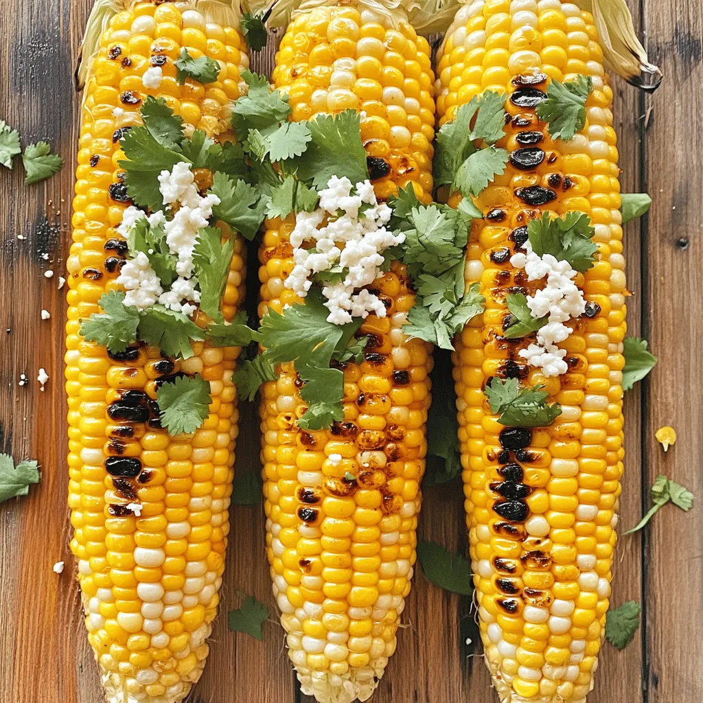 - 4 ears of fresh corn, husked - 2 tablespoons olive oil - 1 tablespoon chipotle powder - 1 teaspoon paprika - 1 teaspoon garlic powder - Juice of 2 limes - Zest of 1 lime - Salt and pepper to taste - Fresh cilantro, chopped - Crumbled cotija cheese Use fresh corn for the best flavor. Look for bright yellow kernels. The corn should feel firm and not dry. For the marinade, high-quality olive oil makes a big difference. Choose a good chipotle powder for a smoky kick. Fresh limes will give you the best juice and zest. If using cheese, opt for authentic cotija. It adds a rich, creamy touch. Start with fresh corn. Husk the corn, removing all the silk. Rinse the ears under cool water. This helps clean any dirt or debris. Pat the corn dry with a towel. Dry corn will absorb the marinade better. Grab a small bowl for the marinade. Add 2 tablespoons of olive oil. Next, add 1 tablespoon of chipotle powder. This gives the corn its smoky kick. Then, add 1 teaspoon of paprika and 1 teaspoon of garlic powder. These spices boost the flavor. Squeeze in the juice of 2 limes for freshness. Don’t forget to add the zest of 1 lime for extra zing. Mix in salt and pepper to taste. Whisk everything together until smooth. Preheat your grill to medium-high heat. Place the corn on a plate. Brush the marinade evenly over each ear. Make sure to coat every side. Place the corn directly on the grill grates. Grill for about 10-15 minutes. Turn the corn every few minutes. This helps achieve even char marks. The corn is done when the kernels are tender and slightly charred. Remove it from the grill and let it cool for a moment. If you like cheese, sprinkle some crumbled cotija on top. Finish with fresh chopped cilantro for a pop of color. To get the best grilled corn, use fresh ears. Look for corn with bright green husks and plump kernels. Preheat your grill to medium-high heat. This ensures the corn cooks evenly. Brush each ear with the marinade. Make sure to coat all sides. Turn the corn every few minutes. This helps achieve those nice char marks. Grill for about 10 to 15 minutes. The corn should be tender and have a slight char. You can easily change the spice level. For a milder taste, use less chipotle powder. Start with 1/2 tablespoon and add more later if needed. If you love heat, add more chipotle powder. You can also add hot sauce to the marinade. Another option is to sprinkle cayenne pepper on top. Taste your marinade before using. This way, you find the right balance for you. Serving your corn with extras adds fun. Crumbled cotija cheese gives a creamy touch. Fresh cilantro adds a nice pop of color and flavor. You can also serve with lime wedges. A squeeze of lime juice brightens every bite. Pair your corn with grilled meats or tacos. This dish goes well with any summer meal. Enjoy the flavors and share with friends! {{image_2}} You can change the flavor of your corn by using different herbs. Basil, cilantro, or parsley all add a fresh touch. Try adding chopped fresh herbs to the marinade. You can mix and match to find your favorite. If you like a bit of sweetness, add some chopped mint. For a spicy kick, try adding fresh jalapeños. These small changes can make your grilled corn unique. If you don’t have a grill, you can still enjoy this dish. You can cook the corn in the oven or on the stovetop. For the oven method, preheat it to 400°F. Place the corn on a baking sheet and brush it with the marinade. Roast for about 20 minutes, turning halfway through. On the stovetop, heat a skillet over medium-high heat. Add the corn and cook, turning often, until it is tender and charred. Both methods work great and keep the flavor intact. This recipe is easy to make vegan and dairy-free. Simply skip the cotija cheese or use a vegan cheese alternative. The rich flavors from the marinade will shine through. If you want creaminess, avocado slices make a great topping. You can also use a vegan butter substitute for added richness. This way, you can enjoy delicious corn that fits any diet. To store leftover Chipotle Lime Grilled Corn, let it cool first. Place the corn in an airtight container. You can also wrap it in foil or plastic wrap. Store it in the fridge for up to three days. This keeps the corn fresh and tasty. When you’re ready to eat, I recommend reheating the corn on the grill. This helps it stay juicy and flavorful. Heat the grill to medium. Place the corn on for about five minutes. Turn it often to avoid burning. You can also microwave it. Just wrap it in a damp paper towel. Heat it for 30 seconds at a time until warm. Freezing grilled corn is simple and a great way to save it. Start by cutting the kernels off the cob. Use a sharp knife and a cutting board. Once you have the kernels, place them in a freezer bag. Squeeze out any air and seal it tight. Label the bag with the date. You can freeze it for up to six months. When you want to use it, just thaw it in the fridge overnight. To get those perfect grill marks, start with a hot grill. Preheat your grill to medium-high heat. Place the corn directly on the grill grates. Allow it to sit for a few minutes without moving it. This helps create nice sear lines. Turn the corn a quarter turn every few minutes. This method gives you those beautiful, golden grill marks and even cooking. Yes, you can use frozen corn, but fresh corn tastes better. If you use frozen corn, thaw it first. Pat the corn dry to remove excess moisture. This helps the marinade stick well. Then, grill it as you would fresh corn. The flavor might not be as rich, but it will still be tasty. Chipotle Lime Grilled Corn goes well with many dishes. Try it with grilled chicken or shrimp for a nice meal. It also pairs great with tacos or burritos. The corn adds a fresh kick to any dish. Don't forget to serve it with a side of rice or beans. This makes for a complete, flavorful feast. This blog post walked you through making Chipotle Lime Grilled Corn. We covered the main ingredients, including tips for quality and garnishing. I shared step-by-step instructions for prepping, marinating, and grilling. You learned helpful tricks for grilling, adjusting spice levels, and serving ideas. In the end, this recipe is versatile. You can try different flavors or cooking methods. Enjoy grilling and serve it up with your favorite dishes!