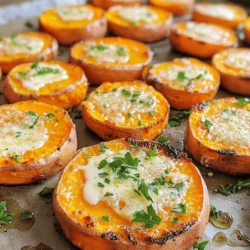 This dish needs a few simple yet tasty ingredients. Here’s what you will need: - 2 large sweet potatoes, sliced into 1/4 inch rounds - 4 cloves of garlic, minced - 1/4 cup grated Parmesan cheese - 3 tablespoons olive oil - 1 teaspoon salt - 1/2 teaspoon black pepper - 1 teaspoon smoked paprika - Fresh parsley, finely chopped for garnish (optional) Sweet potatoes are the star here. They bring a natural sweetness and creamy texture. Garlic adds a strong flavor that really shines. Parmesan cheese gives a salty kick that makes this dish special. Olive oil helps everything roast perfectly. The seasonings enhance the overall taste and aroma. When I cook these, I love to use fresh ingredients. Fresh garlic and herbs can make a big difference. Choose sweet potatoes that feel firm. They should have smooth skin and bright color. Quality ingredients lead to better meals. To start, slice the sweet potatoes into 1/4 inch rounds. Use a sharp knife to keep them even. This helps them cook better and look good on the plate. Next, grab a large mixing bowl. In this bowl, mix together olive oil, minced garlic, salt, black pepper, and smoked paprika. Whisk these ingredients until they blend well. This mixture adds great flavor to the sweet potatoes. Now, add the sweet potato rounds to the bowl. Toss them in the garlic oil mix. Make sure each round gets coated evenly. This step is key for tasty bites. Preheat your oven to 425°F (220°C). Line a baking sheet with parchment paper for easy cleanup. Arrange the sweet potato rounds in a single layer on the baking sheet. Roast them in the oven for 20 minutes. This initial time helps soften the potatoes. After 20 minutes, take the baking sheet out of the oven. Sprinkle the grated Parmesan cheese over the sweet potato rounds. The cheese adds a rich flavor. Put the baking sheet back in the oven. Roast for another 10 minutes. The sweet potatoes should be tender, and the cheese should be golden and melted. Once out of the oven, let the sweet potato rounds cool for a couple of minutes. This helps avoid burns and keeps the flavors fresh. For a pop of color, garnish with finely chopped parsley if you like. It adds a nice touch and makes the dish look great. Serve these rounds warm for the best taste! To get even cooking, always slice sweet potatoes into 1/4 inch rounds. This size helps them roast nicely and cook at the same rate. Spread them in a single layer on the baking sheet. If they overlap, some will cook slower. For crispiness, use enough olive oil to coat each round. This oil helps them brown well. After the first 20 minutes, add Parmesan cheese. The cheese adds flavor and helps create a crispy top. You can swap Parmesan cheese for other options. Try mozzarella for a gooey melt. Nutritional yeast works for a vegan touch. If you want different spices, consider garlic powder or onion powder. You can also add cayenne for heat. Mix and match to find your favorite flavor. {{image_2}} Adding herbs can boost the flavor of your sweet potato rounds. Fresh thyme or rosemary works well. Just sprinkle a few leaves on top before roasting. This adds a nice touch and fresh taste. For a spicy kick, try adding chili flakes or paprika. A sprinkle of cayenne pepper can also work. This gives your sweet potatoes a warm, zesty flavor. Adjust the amount to match your spice level. You can make these sweet potato rounds in an air fryer. Set it to 400°F (200°C) and cook for about 15 minutes. Shake the basket halfway for even cooking. The air fryer will make them crispy and delicious. Grilling is another great option. Preheat your grill to medium heat. Place the sweet potato rounds on a grill pan. Cook for about 10 minutes on each side. This adds a smoky flavor that pairs well with garlic and cheese. After you enjoy your roasted garlic Parmesan sweet potato rounds, store any leftovers properly. - Refrigeration tips: Place the rounds in an airtight container. They stay fresh in the fridge for up to three days. Keep them away from moisture to avoid sogginess. - Freezing options: For longer storage, freeze the rounds. Use a freezer-safe container or bag. They can last up to three months in the freezer. Make sure to label the container with the date. When you're ready to enjoy your leftovers, reheating is key. - Best reheating methods: The oven is the best choice. Preheat it to 375°F (190°C). Place the sweet potato rounds on a baking sheet. Heat them for about 10 minutes, or until warm. This method keeps them crispy. You can also use an air fryer for a quick heat-up. Set it to 350°F (175°C) and cook for 5 minutes. This method gives them a nice crunch again. To check if sweet potatoes are done, poke them with a fork. If it goes in easily, they are ready. You want them soft but not mushy. The edges should be slightly crispy. This balance gives you the best texture. Yes, you can use other cheeses. Cheddar, feta, or mozzarella can work well. Each cheese gives a unique flavor. If you want a strong taste, try aged cheddar. For a fresh touch, feta is great. To get crispy sweet potato rounds, focus on a few key steps. First, slice the potatoes evenly. This helps them cook at the same rate. Use enough olive oil to coat each round. Spread them out on the tray. If they touch, they won't crisp up. Lastly, roast them at a high temperature. This gives you that nice crunch. Sweet potatoes roasted with garlic and Parmesan can be a tasty treat. We explored ingredients, prep tips, and steps for perfect roasting. Consider flavor tweaks and cooking methods to suit your taste. Store leftovers properly to keep them fresh. Remember, checking for doneness and achieving crispiness is key. Enjoy crafting delicious meals with sweet potatoes. You have the tips now, so go ahead and create your own tasty dish.
