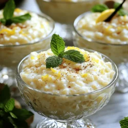 To make vanilla bean rice pudding, you need a few main ingredients. Here’s what you’ll need: - 1 cup Arborio rice - 4 cups whole milk - 1 cup coconut milk - 1/2 cup granulated sugar - 1 vanilla bean, split and seeds scraped - 1/4 teaspoon salt - 1 teaspoon ground cinnamon - 1 teaspoon pure vanilla extract - Zest of 1 lemon These ingredients work together to create a rich and creamy pudding. Arborio rice gives the pudding its smooth texture. The mix of whole and coconut milk adds depth and creaminess. The vanilla bean is key for that sweet, aromatic flavor. You can enhance the pudding with optional add-ins. Here are some ideas: - 1/2 cup raisins - Fresh mint leaves for garnish Raisins add a nice chew and sweetness. Mint leaves not only look great but also add a refreshing taste. Feel free to mix and match these add-ins based on your taste. You need a few simple tools to make this pudding. Here’s what you should gather: - Medium saucepan - Wooden spoon or spatula - Measuring cups and spoons - Serving bowls or dessert glasses These tools make cooking easy. A good saucepan helps control the heat. A wooden spoon is great for stirring the rice. Gather these items before you start cooking for a smooth process. To make this rice pudding, start by gathering your ingredients. You will need: - 1 cup Arborio rice - 4 cups whole milk - 1 cup coconut milk - 1/2 cup granulated sugar - 1 vanilla bean, split - 1/4 teaspoon salt - 1 teaspoon ground cinnamon - 1 teaspoon pure vanilla extract - Zest of 1 lemon - 1/2 cup raisins (optional) - Fresh mint leaves for garnish Next, measure everything out. This makes cooking smooth and fun. Scrape the seeds from the vanilla bean. It smells amazing! Set the pod aside with the seeds. In a medium saucepan, combine Arborio rice, whole milk, coconut milk, sugar, salt, and the vanilla bean seeds and pod. Stir well. Place the pan on medium heat and bring the mixture to a gentle boil. Stir often to stop the rice from sticking. When it starts to boil, lower the heat to low. Let it simmer uncovered for 30-35 minutes. Stir it occasionally. You want the rice to be tender and the pudding thick. If it looks too runny, keep cooking. After 30 minutes, stir in ground cinnamon, pure vanilla extract, lemon zest, and raisins if you want. Let it cook for another 5 minutes. This adds flavor and texture. Once done, remove the pan from heat and take out the vanilla pod. Let the pudding cool for a few minutes. You can serve it warm or chill it in the fridge for later. For a pretty presentation, spoon the rice pudding into bowls or dessert glasses. Garnish with fresh mint leaves on top. A sprinkle of ground cinnamon adds extra flair. Enjoy your creamy comfort! To make your rice pudding just right, use Arborio rice. This rice is creamy and tender. Cook it slowly over low heat. Stir often to stop it from sticking. You want a thick, creamy texture. If it gets too thick, add a splash of milk. This keeps it smooth and soft. You can add fun flavors to your rice pudding. Try adding a pinch of nutmeg or a splash of almond extract. These will give a new twist to the taste. You can also mix in fresh fruits like berries or diced apples. They add sweetness and color. For a tropical touch, stir in shredded coconut. The flavors blend well with vanilla. One mistake is cooking too fast. If you rush it, the rice won't cook well. Another common error is not stirring enough. This can cause the rice to stick or burn. Lastly, don't skip the salt. It helps balance the sweetness and enhances the flavors in your dish. {{image_2}} You can easily make this rice pudding dairy-free. Use almond milk or soy milk instead of whole milk. For creaminess, coconut milk works great. This gives a lovely flavor and texture. You can also switch out the sugar for maple syrup or agave nectar. This keeps it sweet and tasty. Want to mix things up? Try adding cocoa powder for a chocolate twist. Just add 1-2 tablespoons when you stir in the cinnamon. You can also use almond extract instead of vanilla. This adds a nutty taste that pairs well with the rice. If you want a fruity kick, mix in some orange or lemon zest. This gives it a fresh, bright flavor. Seasonal fruits can make your rice pudding even better. In summer, add fresh berries like strawberries or blueberries. They add sweetness and color. In fall, try diced apples or pears, cooked until soft. You can also fold in chopped bananas for a rich taste. Top your pudding with these fruits for a lovely look and great flavor. To keep your rice pudding fresh, place it in an airtight container. Make sure the pudding cools to room temperature first. This step prevents condensation, which can make it watery. Store it in the fridge for up to four days. If you want to save some for later, freezing is a great option. When you’re ready to enjoy your rice pudding again, take it out of the fridge. You can reheat it on the stove or in the microwave. If using the stove, put it in a saucepan over low heat. Stir it often to avoid sticking. Add a splash of milk if it seems too thick. In the microwave, heat it in short bursts, stirring in between. This method helps it warm evenly. To freeze rice pudding, first, let it cool completely. Then, transfer it to a freezer-safe container. Leave some space at the top for expansion. You can freeze it for up to three months. To thaw, move it to the fridge overnight. When ready to eat, follow the reheating instructions above. If the texture changes, add a little milk to restore creaminess. Store your homemade rice pudding in an airtight container. It keeps well in the fridge for about four days. If you want to keep it longer, you can freeze it. Just make sure to let it cool first. When you are ready to eat it, thaw it in the fridge overnight. Yes, you can use other types of rice. While Arborio rice makes the pudding creamy, you can try short-grain rice too. Jasmine or basmati rice works as well, but the texture will change. Short-grain rice tends to be stickier, giving a nice result. If you can't find vanilla beans, use pure vanilla extract. About one teaspoon of extract is a good swap for one vanilla bean. You can also try vanilla paste for a similar flavor. For a twist, almond extract works well, but use less. You learned the key ingredients for vanilla bean rice pudding and how to make it. We explored optional add-ins and tools you need. I shared tips for the right texture and ways to avoid mistakes. We also looked at fun variations, like dairy-free options and fruity twists. Finally, I explained how to store and reheat your pudding. In making this dish, you will enjoy a rich and comforting treat. Happy cooking!