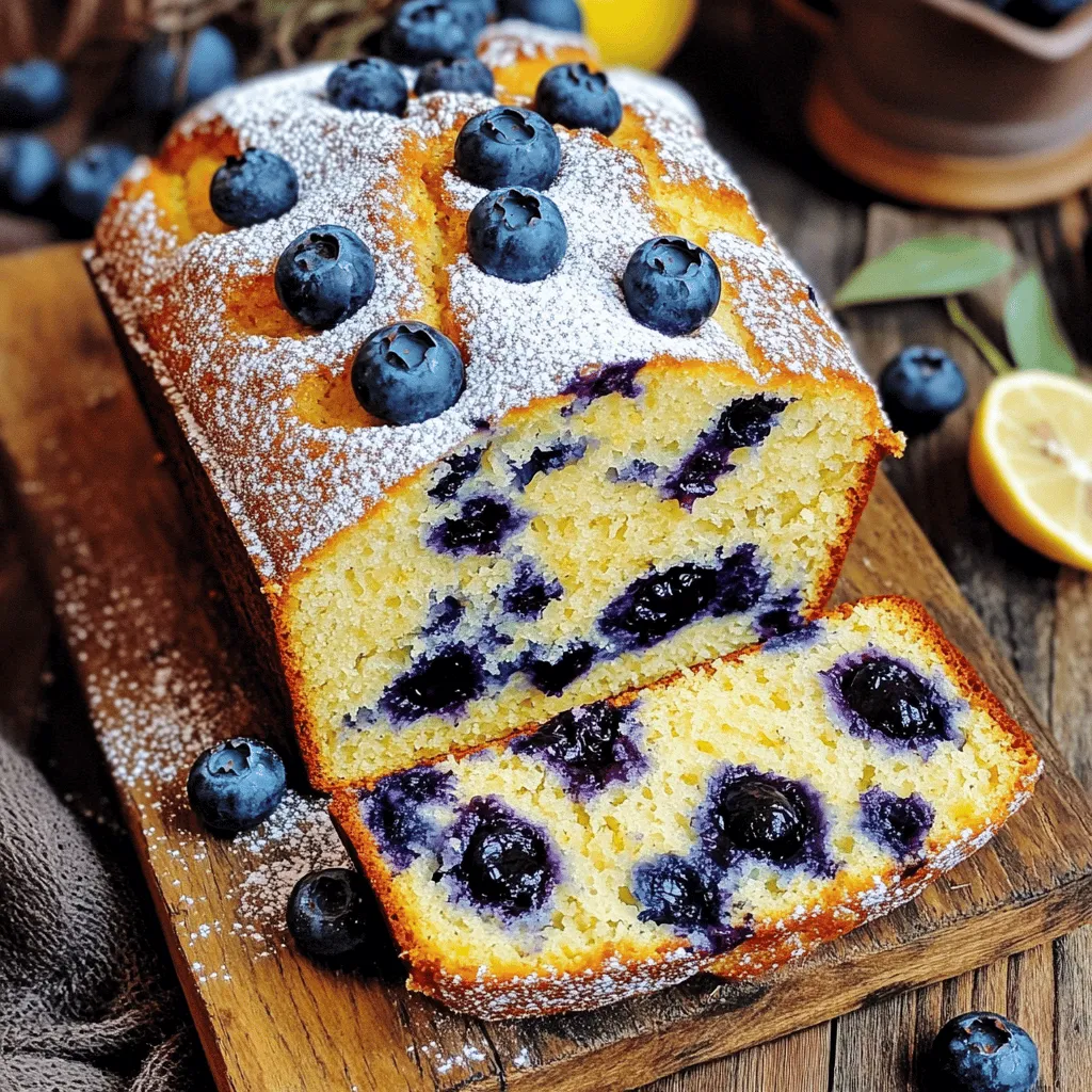 To make blueberry lemon yogurt bread, you will need: - 1 cup plain yogurt (Greek or regular) - 1/2 cup granulated sugar - 2 large eggs - 1/4 cup vegetable oil - Zest of 1 lemon - 1 tablespoon lemon juice - 1 teaspoon vanilla extract - 1 1/2 cups all-purpose flour - 2 teaspoons baking powder - 1/2 teaspoon baking soda - 1/4 teaspoon salt - 1 cup fresh or frozen blueberries You can swap some ingredients if needed. Use any yogurt type you like. Non-dairy yogurt works too. If you want less sugar, try using honey or maple syrup. You can also use applesauce to replace the oil. For a gluten-free version, use a gluten-free flour mix. Using fresh ingredients makes a big difference. Fresh blueberries bring bright flavor and sweetness. They also add moisture to the bread. Fresh lemon zest gives a nice zing. It wakes up the taste buds. Always check your yogurt and eggs for freshness. It helps ensure your bread turns out great. Fresh ingredients lead to better taste and texture. To make blueberry lemon yogurt bread, gather all your ingredients first. You will need yogurt, sugar, eggs, oil, lemon zest, lemon juice, vanilla extract, flour, baking powder, baking soda, salt, and blueberries. Preheat your oven to 350°F (175°C). Prepare a loaf pan by greasing it or lining it with parchment paper. 1. In a large bowl, whisk the yogurt and sugar together. Mix until it is smooth and creamy. 2. Add the eggs, vegetable oil, lemon zest, lemon juice, and vanilla extract. Whisk everything until well combined. 3. In a separate bowl, combine the flour, baking powder, baking soda, and salt. Mix these dry ingredients together. 4. Gradually add the dry mix to the wet mix. Stir gently until just combined. The batter should be slightly lumpy. 5. Carefully fold in the blueberries. Make sure to distribute them evenly without crushing them. 6. Pour the batter into the prepared loaf pan. 7. Bake in the oven for 50-60 minutes. Check by inserting a toothpick in the center. It should come out clean. 8. Once baked, let the bread cool in the pan for about 10 minutes. Then, transfer it to a wire rack to cool completely. To check if your bread is done, use a toothpick or a skewer. Insert it into the center of the bread. If it comes out clean or with a few crumbs, your bread is ready. If it has wet batter on it, bake for a few more minutes. Keep an eye on the bread to avoid overbaking. The edges should be golden brown, and the top should spring back when lightly pressed. To get the best texture for your blueberry lemon yogurt bread, follow these tips: - Use Room Temperature Ingredients: Take your eggs and yogurt out before you start. This helps the batter mix better. - Do Not Overmix: When you combine wet and dry ingredients, mix gently. The batter should be a little lumpy. Overmixing makes the bread tough. - Check the Baking Time: Ovens can vary. Keep an eye on your bread. Start checking at 50 minutes with a toothpick. You can boost the flavor of your bread with a few simple add-ins: - Try Nuts: Chopped walnuts or pecans add a nice crunch. - Spices: A pinch of cinnamon or nutmeg can add warmth. - Zest: More lemon zest can make the bread even brighter. Just don’t go overboard. Avoid these common errors to ensure your bread turns out great: - Skipping the Greasing Step: Always grease your loaf pan or use parchment paper. This helps the bread come out easily. - Using Old Baking Powder: Check the date. Old baking powder can ruin the rise of your bread. - Not Folding in Blueberries Gently: Be careful when mixing in blueberries. Crushing them can turn your batter blue. {{image_2}} You can switch up the blueberries for other fruits. Try raspberries, strawberries, or blackberries. Each fruit gives a unique taste. For a tropical twist, add diced pineapple or mango. Fruits with high water content work best. They keep the bread moist and flavorful. Just remember to adjust the sugar if your fruit is very sweet. Want to make this bread gluten-free? Use a gluten-free all-purpose flour blend. These blends work well in most recipes, including this one. Ensure the blend contains xanthan gum for the right texture. This will help the bread rise properly and stay soft. The taste will still be delicious, and the texture will be great! You can also change the yogurt type in this recipe. Greek yogurt adds a thick texture and rich taste. Regular yogurt is lighter and gives a softer crumb. For a dairy-free option, use coconut yogurt or almond yogurt. Each type brings its own flavor. Experiment to find what you like best! After you bake this blueberry lemon yogurt bread, you may have some left. To store it, wrap the bread in plastic wrap or foil. This keeps the bread soft and fresh. You can also place it in an airtight container. Store it at room temperature for up to three days. If you want it to last longer, the fridge is a good option. Freezing is a smart way to keep your bread tasty for a longer time. First, let the bread cool completely. Then, slice it into pieces. Wrap each slice tightly in plastic wrap. Place the wrapped slices in a freezer bag. You can freeze it for up to three months. When you want to eat some, take out a slice and let it thaw at room temperature. This bread is best enjoyed fresh. However, if stored properly, it can last. At room temperature, it stays good for about three days. In the fridge, it can last up to a week. If you freeze it, remember to eat it within three months for the best flavor. Always check for signs of spoilage before enjoying a piece. Yes, you can use frozen blueberries in this recipe. They are great for baking. If you use frozen blueberries, do not thaw them first. This keeps the color bright. Just fold them into the batter while still frozen. This helps the bread stay moist and fluffy. To make this bread dairy-free, swap the yogurt for a dairy-free option. You can use coconut yogurt or almond yogurt. Both work well and add a nice flavor. Just ensure that the yogurt is thick and creamy. This will keep the bread soft and tasty. To thaw frozen bread, take it out of the freezer the night before. Place it in the fridge overnight. This allows it to thaw slowly and keep its texture. If you need it faster, leave it on the counter for about 2 hours. You can also warm slices in a toaster or oven. Just be careful not to dry them out. This blog post covered key elements for making great bread. We looked at ingredients, their importance, and substitutions to make. I shared steps and tips for baking. You learned how to check if your bread is done and what common mistakes to avoid. We explored flavor variations and storage tips for leftovers. Keeping these points in mind will help you bake with confidence. Now, grab your ingredients and start creating delicious bread that everyone will love!