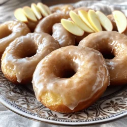 - 2 cups all-purpose flour - 1 tablespoon baking powder - 1 teaspoon cinnamon - ½ teaspoon nutmeg - ¼ teaspoon salt - ½ cup granulated sugar - ½ cup brown sugar, packed - 2 large eggs - ½ cup unsweetened applesauce - ½ cup milk - ⅓ cup vegetable oil - 1 teaspoon vanilla extract - 1 cup powdered sugar - 2 tablespoons maple syrup - 1 tablespoon milk Gathering your ingredients is key to a smooth cooking process. Start with the dry ingredients first. Measure out the flour, baking powder, cinnamon, nutmeg, and salt. Use a whisk to mix these. This step helps ensure even distribution of flavors. Next, move on to the wet ingredients. In a separate bowl, blend the granulated sugar, brown sugar, and eggs. Whisk until they are well mixed. Then, stir in the applesauce, milk, vegetable oil, and vanilla extract. This combination adds moisture and sweetness to your donuts. Lastly, prepare the glaze ingredients. In a small bowl, combine powdered sugar, maple syrup, and milk. Whisk until smooth. This glaze is what makes your donuts shine and taste even better. Having all your ingredients ready makes cooking easy and fun. It lets you focus on the mixing and baking. Remember, fresh ingredients yield the best results. Enjoy the process, and soon you’ll have delicious maple glazed apple donuts! - Preheat the oven to 350°F (175°C) and prepare a donut pan. - In a large bowl, whisk together the flour, baking powder, cinnamon, nutmeg, and salt. - In another bowl, combine the granulated sugar, brown sugar, and eggs. Mix well. - Add the applesauce, milk, vegetable oil, and vanilla extract to the sugar mix. Blend until smooth. - Carefully fold the dry ingredients into the wet mixture. Do not over-mix. - Spoon or pipe the batter into the donut pan, filling each cavity about two-thirds full. - Bake for 10-12 minutes. The tops should spring back when lightly touched. - Let the donuts cool in the pan for 5 minutes. Then, transfer them to a wire rack to cool completely. To make the best maple glazed apple donuts, avoid over-mixing the batter. Over-mixing can make the donuts dense instead of fluffy. Just mix until the wet and dry ingredients are barely combined. This keeps your donuts light and airy. Using room temperature ingredients also helps. When all your ingredients are at the same temperature, they blend better. This makes a smoother batter and better donuts. When it comes to glazing, dip the donuts while they are still warm. This helps the glaze stick well. If you wait too long, the glaze may not adhere properly. After dipping, let the donuts rest on a wire rack. This allows the glaze to set without pooling. You want a nice, even layer of glaze on top. How you display your donuts matters. Use a decorative plate to catch the eye. This adds a nice touch to your serving. For a finishing touch, garnish with apple slices or a sprinkle of cinnamon. This not only looks great but also adds flavor. Your guests will be impressed! {{image_2}} You can make your donuts even better with extra flavors. Consider adding chopped nuts or chocolate chips to the batter. Nuts add a nice crunch, while chocolate chips bring a sweet touch. You can also play with spices. Try adding ginger or allspice to give your donuts a warm, cozy flavor. Each change can create a new donut experience. If you want to mix things up, try a different glaze. Instead of the maple glaze, use a cream cheese glaze. It gives a rich taste that pairs well with apples. You can also sweeten the glaze with honey or agave syrup. Both options will add their unique flavors and sweetness to the donuts. For a healthier twist, swap white flour for whole wheat flour. This change boosts fiber and nutrition. You can also cut back on sugar. Try using a sugar substitute if you want a lighter donut. These small changes can help you enjoy delicious treats while being mindful of health. To keep your maple glazed apple donuts fresh, store them in an airtight container. This helps keep them soft and tasty. If you do not eat them within two days, put them in the fridge. Cold storage can help them last a bit longer, but they may lose some of their fluffiness. You can freeze undecorated donuts if you want to save some for later. They will stay fresh for up to three months. To freeze, place them in a single layer on a baking sheet. Once they are solid, move them to a freezer-safe bag. When you are ready to eat one, take it out and let it thaw at room temperature. Once thawed, you can glaze them for a fresh taste. Yes, whole wheat or gluten-free flour can be used as alternatives. Whole wheat adds a nutty flavor. Gluten-free flour blends work well too. Just ensure you follow the ratios on the package. Each type of flour can change the texture slightly but should still yield tasty donuts. To thicken the glaze, add more powdered sugar. This will give it a nice, rich texture. If the glaze is too thick, add more milk. Adjust slowly until you get the right consistency. A thicker glaze stays on the donuts better, while a thinner glaze soaks in nicely. You can use mashed bananas or yogurt as a substitute for applesauce. Mashed bananas provide a fruity flavor. Yogurt brings moisture and tang. Each option can change the taste slightly, so pick what you enjoy most. Both will keep your donuts moist and delicious. Yes, you can bake them in a muffin pan for apple donut muffins. Just fill the muffin cups about two-thirds full. Baking time may change slightly, so check for doneness with a toothpick. This method still gives you tasty, soft donuts in muffin form. These baked donuts are simple and fun to make. You learned about the ingredients, step-by-step instructions, and tips for the best results. There are many flavor variations and ways to store them. Don’t forget to try different glazes or healthier options. Baking should be enjoyable, so get creative! I hope you feel inspired to make these delicious donuts at home. They are sure to be a hit with everyone. Enjoy your baking adventure!
