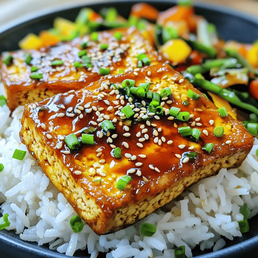 - Firm tofu: 14 oz (1 block) - Teriyaki sauce: 1/4 cup - Sesame oil: 1 tablespoon - Fresh ginger: 1 tablespoon, grated - Garlic: 2 cloves, minced - Green onions: finely chopped - Sesame seeds: for garnish - Salt and pepper: to taste To make Air Fryer Teriyaki Tofu Steaks, gather these ingredients. Start with firm tofu, which gives the best texture for steaks. You need 14 ounces, or one block. Look for a good teriyaki sauce; you can buy it or make your own. The sauce adds a sweet and savory flavor. You will also need sesame oil for that nutty taste. Fresh ginger and garlic will bring zest and freshness to your dish. Next, gather garnishes like green onions and sesame seeds. They add color and crunch. Don’t forget salt and pepper for seasoning. Each ingredient plays a role in creating a balanced and tasty dish. With these ingredients ready, you're set to make a delicious meal! To start, you need to press the tofu to remove moisture. Take the block of firm tofu and wrap it in a clean kitchen towel. Place a heavy object on top for about 15 minutes. This step is key for better texture. Next, slice the pressed tofu into 1-inch thick steaks. Make sure the slices are even. This helps them cook uniformly in the air fryer. Now, let's mix the marinade. In a small bowl, combine 1/4 cup of teriyaki sauce, 1 tablespoon of sesame oil, 1 tablespoon of grated fresh ginger, and 2 minced garlic cloves. Stir well until everything blends smoothly. Coat the tofu steaks in the marinade. You can place them in a shallow dish or a resealable bag. Pour the marinade over the tofu, ensuring each piece is covered. Let them marinate for at least 30 minutes. For more flavor, marinate overnight in the fridge. Preheat your air fryer to 375°F (190°C). It's important to do this to achieve that perfect crispiness. Lightly spray the air fryer basket with cooking oil. This step helps prevent sticking. Arrange the marinated tofu steaks in a single layer. Do not overcrowd the basket; work in batches if needed. Cook the tofu steaks for 10-12 minutes. Flip them halfway through to ensure they brown evenly. They should look golden brown and slightly crispy when done. Once cooked, take the tofu out and let it cool for a minute. Enjoy your delicious Air Fryer Teriyaki Tofu Steaks! To make your tofu steaks crispy, you need to drain them well. Start by pressing the tofu. Wrap it in a towel and put something heavy on top for about 15 minutes. This step removes extra water. The less moisture, the better the crispiness. When it comes to marinating, use a mix of teriyaki sauce, sesame oil, ginger, and garlic. These flavors blend well. Let the tofu soak for at least 30 minutes. For a stronger taste, marinate overnight in the fridge. This process makes the tofu flavorful and tender. Pair your teriyaki tofu steaks with steamed rice or quinoa. These sides balance the rich flavors of the dish. You can also add sautéed vegetables. Broccoli, bell peppers, and carrots work great for color and nutrition. For an eye-catching plate, drizzle some extra teriyaki sauce over the tofu. Top it with chopped green onions and sesame seeds for a nice finish. This adds not only taste but also a lovely visual appeal. Enjoy your meal! {{image_2}} You can spice up your teriyaki tofu steaks easily. Add chili flakes to the marinade for a kick. The heat from the chili matches well with the sweet teriyaki sauce. You can also swap the teriyaki sauce for BBQ sauce. This change gives the tofu a smoky flavor. Experimenting with different sauces can keep the dish fresh and exciting. This recipe is already vegan, making it great for plant-based eaters. You can also make it gluten-free. Look for gluten-free teriyaki sauce, or make your own at home. If you're watching your sodium intake, use low-sodium soy sauce instead of regular teriyaki sauce. This simple swap helps you enjoy the flavors without the extra salt. To keep your leftover tofu steaks fresh, store them in the fridge. Place them in an airtight container. This helps keep them from drying out. You can enjoy them for up to three days. If you want to store them longer, consider freezing. Wrap each tofu steak in plastic wrap. Then place them in a freezer bag. They can last up to three months in the freezer. When you're ready to eat them, just thaw them in the fridge overnight. To reheat your tofu steaks, the air fryer works best. Set it to 350°F (175°C) and heat for about 5 to 7 minutes. This keeps the tofu crispy and tasty. Remember to flip the steaks halfway through. If you don’t have an air fryer, a pan or oven works too. Just be careful to not overcook them. This can make the tofu dry. Enjoy your tasty leftovers, just like fresh! What is the best type of tofu to use? I recommend using firm tofu. Firm tofu holds its shape well and absorbs flavors nicely. It gives you a great texture for grilling. Can I make this recipe without an air fryer? Yes, you can. If you do not have an air fryer, you can bake these tofu steaks. Preheat your oven to 400°F (200°C). Place the marinated tofu on a baking sheet and bake for 20-25 minutes. Flip halfway for even cooking. How long will the leftovers last in the refrigerator? Leftover tofu steaks can last up to four days in the fridge. Store them in an airtight container to keep them fresh. Is it possible to make teriyaki sauce at home? Absolutely! You can mix soy sauce, honey, sesame oil, and ginger to make your own teriyaki sauce. Simmer it for a few minutes to thicken. Can I use different vegetables to enhance the dish? Yes! Try adding bell peppers, broccoli, or snap peas. These veggies add color and crunch, making your meal more delightful. Tofu, marinated in teriyaki and cooked to crispy perfection, is a delight. We covered the main ingredients, prep steps, and air frying process to ensure flavor. You now know tips for texture and variations to enhance your dish. Enjoy this healthy, tasty meal any day. Remember to try different flavors and sides. With the right storage and reheating tips, your leftovers will be just as good. Your journey with teriyaki tofu can be fun and rewarding. Cook, savor, and share!