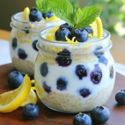 To make Blueberry Lemon Cheesecake Overnight Oats, you will need: - 1 cup rolled oats - 2 cups almond milk (or any milk of choice) - 1/2 cup plain Greek yogurt - 1/4 cup cream cheese, softened - 1/4 cup maple syrup (or honey) - Zest of 1 lemon - 2 tablespoons fresh lemon juice - 1 cup fresh blueberries - 1 teaspoon vanilla extract - A pinch of salt - Optional toppings: additional blueberries, lemon slices, or crushed graham crackers You can change some ingredients if needed: - Use oat milk or coconut milk instead of almond milk. - Swap Greek yogurt with dairy-free yogurt for a vegan option. - Cream cheese can be replaced with a vegan cream cheese. - Maple syrup can be changed to agave syrup or honey. - If you don’t have fresh blueberries, frozen ones work too. This recipe is versatile. It can fit many diets: - Gluten-Free: Use certified gluten-free rolled oats. - Vegan: Replace Greek yogurt and cream cheese with non-dairy options. - Low Sugar: Cut down on maple syrup or use a sugar substitute. - High Protein: Add more Greek yogurt or protein powder. These ingredients make the dish delicious and adaptable to your needs. Enjoy experimenting! Start by gathering your ingredients. You will need rolled oats, almond milk, Greek yogurt, cream cheese, maple syrup, lemon zest, lemon juice, vanilla extract, salt, and fresh blueberries. In a large mixing bowl, combine the rolled oats and almond milk first. Then, add the Greek yogurt and softened cream cheese. Whisk everything together until it is smooth and creamy. This step is key to a rich texture. Next, add in the maple syrup, lemon zest, lemon juice, vanilla extract, and a pinch of salt. Mix until well blended. The lemon zest adds a bright flavor, while the maple syrup gives sweetness. After that, gently fold in the fresh blueberries. Make sure they get evenly spread throughout the mixture. This way, you get a burst of blueberry goodness in every bite. Now, transfer the mixture into mason jars or bowls. Seal them tightly to keep the flavors fresh. Place the jars in the fridge overnight or for at least four hours. This soaking time allows the oats to absorb the liquids. In the morning, stir the oats to mix any settled ingredients. Serve them chilled. You can top with extra blueberries, lemon slices, or crushed graham crackers for added crunch. Enjoy your delightful breakfast! To make your oats creamy, use rolled oats. They soak up liquid better than instant oats. Mix them well with almond milk and yogurt. The cream cheese adds richness. Ensure it’s softened for easy blending. Use a whisk to combine everything smoothly. Let the oats soak overnight; this helps them get soft and creamy. Serve your oats in clear glass jars. This shows off the colorful layers. You can add a sprig of fresh mint on top for a nice touch. For a decorative look, sprinkle crushed graham crackers over the top. This adds a bit of crunch. You can also add extra blueberries or lemon slices for color. To boost the flavor, use fresh lemon juice and zest. This gives a bright taste. You can adjust the maple syrup to your sweetness level. Try adding a dash of cinnamon for warmth. Mixing in different fruits can create new flavors too. Consider using strawberries or raspberries alongside blueberries. {{image_2}} You can change the flavor of your blueberry lemon cheesecake overnight oats. Try adding different fruits. For a tropical twist, use diced mango or pineapple. If you love berries, mix in raspberries or strawberries instead of blueberries. You can also add spices like cinnamon or nutmeg for warmth. A touch of almond extract can give it a nice, sweet flavor. Toppings can change the taste and look of your oats. While blueberries are great, consider fresh strawberries, sliced bananas, or even diced apples. For a crunchy texture, sprinkle some crushed graham crackers on top. You can also add nuts, like walnuts or almonds, for a satisfying crunch. A dollop of whipped cream can make it feel like dessert. If you need to swap ingredients, there are many options. Use oat milk or coconut milk instead of almond milk. For a dairy-free option, replace Greek yogurt and cream cheese with coconut yogurt and cashew cream. If you prefer no added sugars, skip the maple syrup and use ripe mashed bananas for sweetness. Always adjust according to your taste and dietary needs. To store your blueberry lemon cheesecake overnight oats, use airtight containers. Mason jars work great and look nice too. Make sure to seal them tightly. This keeps the oats fresh and prevents spills. These oats last up to five days in the fridge. After a few days, they may lose some texture but still taste great. I recommend eating them within three days for the best flavor and creaminess. You can freeze these overnight oats if you want to save some for later. Portion them into freezer-safe containers. They can stay in the freezer for up to three months. To enjoy, thaw them overnight in the fridge and stir before eating. Yes, you can use other fruits. Strawberries, raspberries, or peaches work well. Just chop them up and mix them in. Each fruit adds its own flavor and color. Get creative with whatever you have on hand! You can keep overnight oats for up to five days. Store them in airtight containers for best results. The oats will stay fresh and tasty, ready for a quick breakfast. Yes, you can make it vegan! Use plant-based yogurt and cream cheese. Replace the honey with maple syrup. Choose any non-dairy milk you like. This way, you can enjoy the same great taste without animal products. To reheat, use the microwave. Put the oats in a bowl and heat for about 30 seconds. Stir and check the warmth. If you want them warm, heat in short bursts. Add a splash of milk if they seem too thick. Yes, you can skip the Greek yogurt. Use more almond milk or a plant-based yogurt instead. It will change the texture slightly but will still taste great. The oats will be creamy and delicious without it. We covered the key points for making overnight oats. You learned about ingredients, preparation, and variations. You now have tips for a creamy texture and flavor enhancement. Remember, you can mix, swap, and store your oats easily. Whether you follow the classic recipe or try your own version, overnight oats can fit your taste and diet. Enjoy experimenting and creating a dish that’s both fun and healthy. Your perfect bowl of oats awaits!