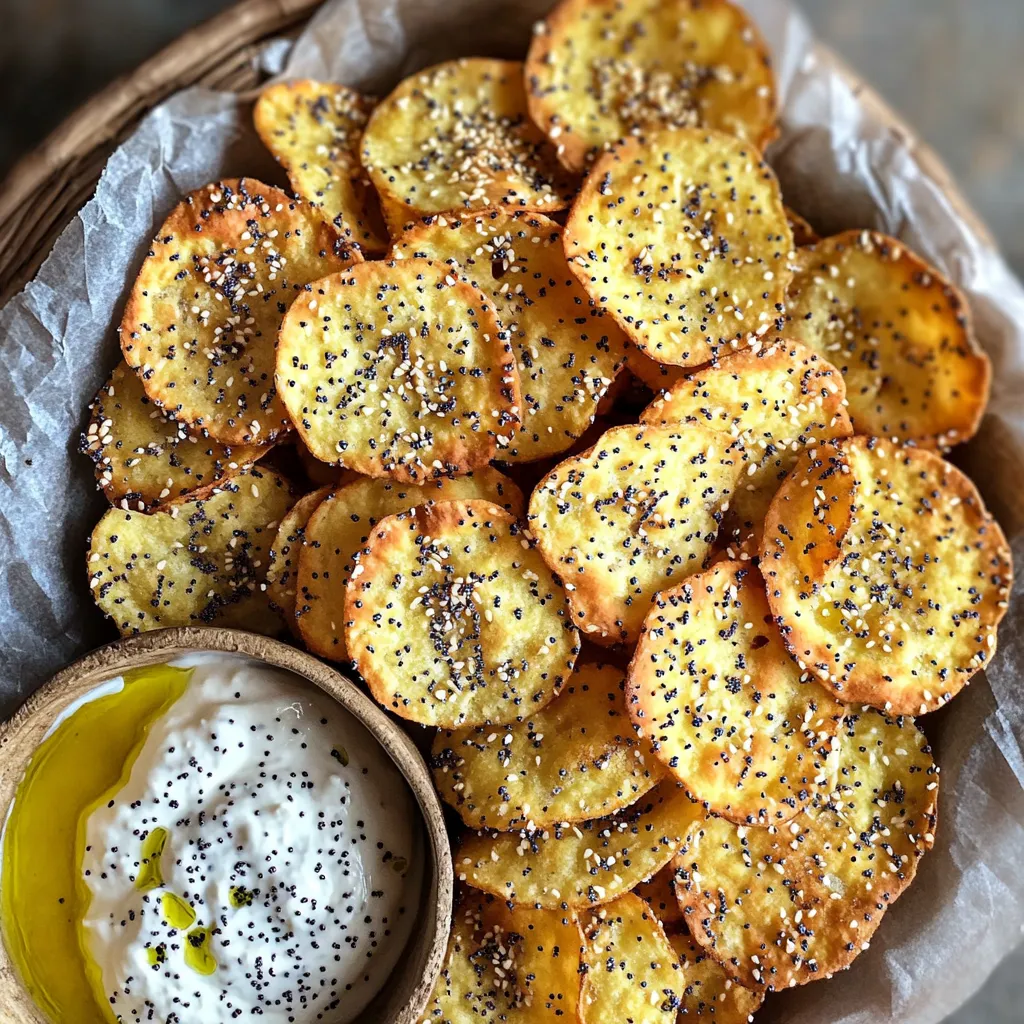 - Everything bagels - Olive oil - Garlic powder - Onion powder - Sesame seeds - Poppy seeds - Salt For the best bagel chips, I recommend using fresh, New York-style everything bagels. These bagels have a great flavor and texture. Look for bagels that are soft on the inside and crispy on the outside. Brands like Ess-a-Bagel or H&H Bagels are excellent choices. When it comes to spices, choose high-quality options. Fresh garlic powder and onion powder enhance the taste. I like using McCormick or Simply Organic for their strong flavors. For seeds, look for toasted sesame and poppy seeds, which add crunch and richness. Preheating your air fryer is key for crispy bagel chips. Set the temperature to 300°F (about 150°C). This step ensures that your bagels cook evenly. If the air fryer is not hot enough, the chips can turn out chewy. While preheating, check if your air fryer basket is clean. A clean basket helps with airflow and cooking. Slicing your bagels correctly makes a big difference. Cut each bagel into thin rounds, about 1/4 inch thick. Thinner slices will crisp up better. Next, place your bagel slices in a bowl. Drizzle 2 tablespoons of olive oil over them. Toss the slices gently to coat each piece. This helps the seasonings stick and adds great flavor. Now it’s time to cook the bagel slices. Arrange them in a single layer in the air fryer basket. Avoid overcrowding, as this can lead to uneven cooking. Cook the bagel slices for 5-7 minutes. I recommend shaking the basket halfway through. This helps them crisp up evenly. When they are golden brown, remove the chips carefully. Let them cool on a wire rack for the best texture. If you have more slices, repeat the cooking steps. Enjoy your crunchy snack! To get the best crunch from your bagel chips, thickness is key. Aim for slices about 1/4 inch thick. If they are too thick, they may not crisp up well. You can also cook in batches. This helps each slice get enough hot air around it. Overcrowding the air fryer stops proper cooking and can lead to soggy chips. You can boost the flavor of your bagel chips by adding spices. Try adding smoked paprika or chili powder for a kick. For a sweet twist, mix in a bit of cinnamon and sugar. Dips can also enhance the taste. Pair your chips with creamy hummus, tangy salsa, or classic cream cheese. Each dip adds its unique flair. When serving your chips, get creative with the presentation. Use a rustic basket lined with parchment paper for a nice touch. You can also stack them in a tall glass for fun. For drinks, consider pairing them with sparkling water, a light beer, or a crisp white wine. These drinks complement the salty crunch perfectly. {{image_2}} You can create unique bagel chips by using different bagel types. Try a cinnamon raisin bagel for a sweet twist. A garlic bagel adds a bold flavor. Seasonal bagels, like pumpkin spice in fall, can change the taste. Specialty bagels, like jalapeño cheddar, offer a spicy kick. Mixing types lets you find new favorites. Don't be afraid to experiment with seasonings. Try cheese blends like Parmesan or cheddar for a savory touch. You can also use herbs like dill or basil. For a sweet version, sprinkle cinnamon and sugar on your bagel chips. These changes create new snacks that surprise your taste buds. If you need gluten-free bagels, there are great options available. Look for bagels made from almond or rice flour. They work well for this recipe. Just remember, gluten-free bagels might cook faster. Keep an eye on them to avoid burning. Adjust cooking times as needed for the best crunch. To keep your bagel chips crispy, proper storage is key. First, let the chips cool completely. Warm chips may trap moisture, causing them to lose their crunch. Once cool, store the chips in an airtight container. This helps maintain their texture. I recommend using a glass jar or a plastic container with a tight lid. Avoid using paper bags, as they can let air in. If your chips lose their crunch, you can refresh them easily. Place them back in the air fryer at 300°F for about 2-3 minutes. Keep an eye on them to avoid burning. You can also use your oven. Spread the chips on a baking sheet. Heat them in the oven at 300°F for about 5 minutes. This method works great too! You can store your bagel chips for about a week. After that, they may start to lose flavor and texture. Signs of spoilage include a stale smell or softness. If you notice these signs, it's best to toss them. Always check your chips before enjoying them! To keep your bagel chips crunchy, slice them thinly. Aim for about 1/4 inch. The thinner the slice, the crisper the chip. Coat them well with olive oil, which helps crisp them up. Air fry at the right temperature, around 300°F. Don't overcrowd the basket; this allows heat to circulate evenly. Finally, check them frequently. If they look golden brown, they are ready! Yes, you can use a conventional oven. However, air frying is faster and crispier. In an oven, set the temperature to 350°F. Spread out your bagel slices on a baking sheet. Bake for about 10-15 minutes, flipping halfway. While both methods work, air frying gives a crunchier texture due to hot air circulation. These bagel chips pair well with many dips. Here are some tasty options: - Hummus: Creamy and flavorful. - Cream cheese: Classic spread that complements the bagel taste. - Guacamole: A fresh twist that adds creaminess. - Spinach dip: Rich and savory, perfect for parties. Try these dips for a great snack experience! In this guide, we explored how to make delicious everything bagel chips. We covered the best ingredients, like fresh bagels and spices. I shared step-by-step instructions for perfect cooking. You learned tips for crispiness and flavorful variations. Remember, these chips are easy to store and reheat. Try different bagels or spices for fun. Enjoy your crunch in every bite!