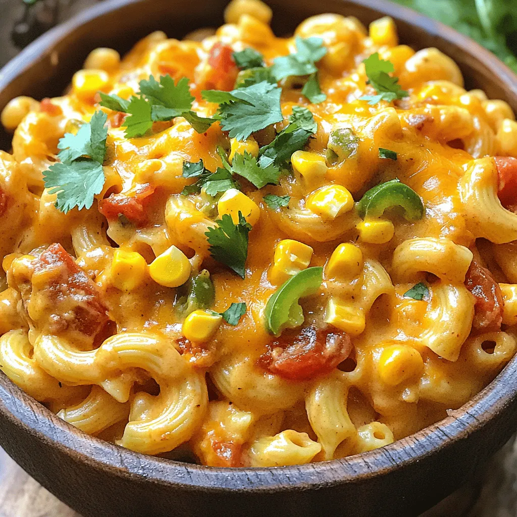 To make One Pot Creamy Taco Mac, you will need: - 1 pound elbow macaroni - 1 tablespoon olive oil - 1 small onion, diced - 2 cloves garlic, minced - 1 pound ground beef or turkey - 1 packet taco seasoning - 1 can (14 oz) diced tomatoes with green chilies - 4 cups chicken or vegetable broth - 1 cup heavy cream - 2 cups shredded cheddar cheese - 1 cup corn kernels (fresh, frozen, or canned) - Salt and pepper to taste These ingredients create a hearty and creamy dish that is perfect for busy weeknights. You can adjust this recipe to fit your taste by adding: - 1 cup black beans (drained and rinsed) - 1 bell pepper, diced - 1 cup zucchini, diced - 1 tablespoon lime juice These options let you add more flavor and nutrition. Feel free to mix and match! Top your creamy taco mac with: - Fresh cilantro, chopped - Sliced jalapeños (for heat) - Sour cream - Avocado slices - Crushed tortilla chips These toppings add texture and extra flavor, making your meal even better. Enjoy the fun of creating your own twist on this dish! Start by heating 1 tablespoon of olive oil in a large pot over medium heat. Once hot, add 1 small diced onion. Cook for 2-3 minutes until the onion is soft and clear. Next, add 2 cloves of minced garlic. Sauté for about 1 minute until it smells great. This step builds a tasty base for your dish. Now, add 1 pound of ground beef or turkey to the pot. Use a spoon to break it apart. Cook it for about 5-7 minutes until it turns brown. If there is extra fat, drain it out. Browning the meat adds rich flavor to your creamy taco mac. After the meat is browned, sprinkle a packet of taco seasoning over it. Stir to mix the seasoning in well. Cook for 1 minute to wake up the spices. Now, add a can of diced tomatoes with green chilies, including their juices. Pour in 4 cups of chicken or vegetable broth, and add 1 pound of elbow macaroni. Stir everything together and bring it to a gentle boil. Once boiling, reduce the heat to low and cover the pot. Let it simmer for about 10 minutes. Stir it now and then until the pasta is soft and most of the liquid is gone. When the macaroni is tender, pour in 1 cup of heavy cream. Mix it well. Slowly add 2 cups of shredded cheddar cheese, stirring until it melts and becomes creamy. Finally, fold in 1 cup of corn kernels and season with salt and pepper to taste. This makes your One Pot Creamy Taco Mac rich and delicious! To stop your pasta from sticking, use enough broth. Four cups work well. Stir the macaroni often while it cooks. This keeps it loose. After adding cream, mix slowly. This helps the cheese melt smoothly. If you find it too thick, add a splash of broth. This keeps it creamy and easy to serve. The taco seasoning adds great flavor, but you can boost it. Try adding a pinch of smoked paprika for depth. A splash of lime juice brightens the dish. If you like heat, add some cayenne pepper. Always taste before serving. Adjust salt and pepper as needed. Fresh cilantro on top adds freshness and color. Using the right tools makes cooking easier. A large pot is key for this one-pot meal. A wooden spoon helps mix everything well. Measuring cups and spoons ensure you add the right amounts. A good knife makes chopping onions and garlic simple. Having a lid for your pot is important. It helps cook the macaroni evenly. {{image_2}} You can easily make this dish vegetarian or vegan. For a vegetarian version, swap the meat for black beans or lentils. Both add protein and a nice texture. Use a plant-based taco seasoning for flavor. To make it vegan, replace heavy cream with coconut milk or cashew cream. This keeps the creaminess while staying dairy-free. You can also add more veggies, like bell peppers or zucchini, for extra nutrition. If you need a gluten-free meal, switch the elbow macaroni for gluten-free pasta. Many brands offer great options that cook similarly. Make sure to check the taco seasoning too. Some may contain gluten, so look for certified gluten-free options. You can also use quinoa instead of pasta for a hearty base. It cooks fast and gives a nice flavor. For those who love heat, add sliced jalapeños during cooking. You can also sprinkle in some red pepper flakes for an extra kick. If you want more veggies, toss in spinach or kale right before serving. They wilt nicely and boost nutrition. You can even add in diced carrots or corn for sweetness. Mix and match according to your taste. To keep your One Pot Creamy Taco Mac fresh, store it in an airtight container. Let it cool first, then cover it well. This way, you prevent moisture loss and keep flavors intact. It’s best to eat leftovers within three days. If you want it to last longer, you can freeze it. Reheating is easy. You can use the microwave or stove. If using the microwave, place a portion in a bowl. Heat it for about one to two minutes. Stir halfway for even heating. On the stove, add a splash of broth or cream to a pan. Heat over low, stirring until hot. This keeps the dish creamy. If you freeze One Pot Creamy Taco Mac, it should be in an airtight container. Be sure to leave some space for expansion. When ready to eat, thaw it overnight in the fridge. Reheat it gently, adding a bit of broth or cream for creaminess. Enjoy your meal just like when it was fresh! Yes, you can make One Pot Creamy Taco Mac ahead of time. Just cook the dish as normal, then let it cool. Store it in an airtight container in the fridge. It will last for about 3 days. When you are ready to eat, reheat it on the stove. Add a splash of broth or cream to help it stay creamy. If you don't have heavy cream, you can use several substitutes. Whole milk mixed with butter works well. Use 3/4 cup of milk and 1/4 cup of melted butter. Another option is to use sour cream or Greek yogurt for a tangy taste. Just stir it in slowly at the end of cooking. Yes, you can cook One Pot Creamy Taco Mac in a slow cooker! Start by browning your meat on the stove. Then, add all the ingredients to the slow cooker except for the cream and cheese. Cook on low for 4-6 hours. Stir in the cream and cheese just before serving. This gives it a nice creamy texture. This blog post covered making One Pot Creamy Taco Mac. You learned about key ingredients and tasty options for customization. I shared step-by-step instructions for cooking, plus tips to make it creamy and prevent sticking. We also explored fun variations, storage tips, and common questions. In the end, this dish is easy and satisfying. Enjoy experimenting with flavors and sharing with others. You’ll love how simple it is to bring joy to your table!