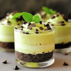 To make No Bake Oreo Mint Cheesecake Cups, gather these items: - 1 package of Oreo cookies (about 15 cookies), crushed - 4 tablespoons unsalted butter, melted - 1 cup cream cheese, softened - 1 cup powdered sugar - 1 teaspoon peppermint extract - 1 cup whipped topping (Cool Whip) - 1/2 cup mini chocolate chips - Extra Oreo crumbs for garnish - Mint leaves for decoration If you don't have some items, here are alternatives: - Use gluten-free cookies instead of Oreos for a gluten-free option. - Swap cream cheese with dairy-free cream cheese for a dairy-free treat. - You can use granulated sugar if you lack powdered sugar. Just blend it well. - For a lighter option, use Greek yogurt in place of whipped topping. Choosing the best ingredients makes a big difference. Here’s what to look for: - Select fresh, soft cream cheese. It should be smooth and blend easily. - Pick Oreos that are not stale. Stale cookies will ruin the crust. - Choose pure peppermint extract for a strong mint flavor. Avoid imitation. - Select mini chocolate chips that are semi-sweet for a balanced taste. - Fresh mint leaves should be bright green and not wilted or brown. To start, you need to crush the Oreo cookies. Take about 15 cookies and place them in a bowl. Use a rolling pin or your hands to crush them into fine crumbs. Next, melt 4 tablespoons of unsalted butter. Pour the melted butter into the bowl with the crumbs. Mix them well until all the crumbs are coated. This mix will be your crust. Now, take your serving cups. Spoon about 2 tablespoons of the Oreo mixture into the bottom of each cup. Press down firmly to form a nice crust. Make sure it is compact and even. This base will hold your cheesecake filling. In a different bowl, take 1 cup of softened cream cheese. Use an electric mixer to beat it until it is smooth. This step is key for a creamy texture. Once it is creamy, add 1 cup of powdered sugar and 1 teaspoon of peppermint extract. Mix these until they blend well. Now, gently fold in 1 cup of whipped topping. This makes the filling light and fluffy. Stir until it is smooth and creamy. Finally, add in 1/2 cup of mini chocolate chips. Make sure they are spread evenly throughout the mixture. Now it’s time to put it all together. Take the cheesecake filling and spoon it over the Oreo crusts in each cup. Fill them to the top for a nice look. Once filled, place the cups in the refrigerator. Let them chill for at least 2 hours. This will help the cheesecake set properly. Before you serve, sprinkle some extra Oreo crumbs on top. Add a mint leaf for decoration. This makes the cups look fresh and inviting. Enjoy your delightful Oreo mint cheesecake cups! To get the right creamy texture, use softened cream cheese. This helps it blend well. Beat it until smooth before adding other ingredients. Mix in powdered sugar slowly. This keeps the air in the mix. When folding in whipped topping, do it gently. This keeps your mixture light and fluffy. If you have extras, store them in the fridge. Use an airtight container to keep them fresh. Make sure to cover the tops with plastic wrap. This helps avoid drying out. They stay tasty for about 3-4 days. Just remember to add fresh toppings right before serving. One common mistake is not softening the cream cheese. This can lead to lumps in your filling. Another mistake is over-mixing the whipped topping. This can deflate the mix, making it less fluffy. Lastly, don't skip refrigerating the cups long enough. They need time to set so they hold their shape. {{image_2}} You can add rich chocolate to your Oreo mint cheesecake cups. Simply mix in 1/4 cup of cocoa powder when blending the cream cheese and sugar. This gives the filling a deep chocolate flavor. You can also use chocolate sandwich cookies instead of regular Oreos. This twist makes every bite even more delicious. To make these cups gluten-free, use gluten-free Oreo cookies. They taste just as great as regular Oreos. Make sure to check the labels for gluten-free options. The rest of the ingredients are usually gluten-free. This way, everyone can enjoy this treat without worry. Get creative with your toppings! You can add mini chocolate chips on top for extra crunch. Crushed peppermint candies or sprinkles can add bright color and fun. You might also try a drizzle of chocolate sauce for more sweetness. Fresh fruit, like raspberries or strawberries, adds a nice tartness. These fun additions let you personalize each cup! To keep your Oreo mint cheesecake cups fresh, always store them in the fridge. Use an airtight container to prevent odors from mixing. If you don’t have a container, cover the cups tightly with plastic wrap. Make sure they sit flat to avoid spills. Storing them properly keeps the creamy texture intact. You can freeze these cheesecake cups if you want to save some for later. First, cover each cup with plastic wrap. Then, place them in a freezer-safe container. They can last up to two months in the freezer. When you’re ready to eat, take them out and let them thaw in the fridge overnight. Avoid refreezing after thawing. In the fridge, these cheesecake cups last for about 5 days. If you notice any change in smell or texture, it’s best to toss them. If frozen, they can stay tasty for two months. This makes them a great make-ahead treat for parties or gatherings. Yes, you can! Try using chocolate wafer cookies for a similar taste. If you want a twist, vanilla cookies work too. Just crush them the same way you do Oreos. The flavor will change, but the fun will stay the same. To make it dairy-free, swap regular cream cheese for a dairy-free version. Use coconut cream or a nut-based cream cheese. For whipped topping, find a dairy-free whipped topping. This way, you can still enjoy the mint cheesecake cups without dairy. If your cheesecake is too soft, it's often due to not chilling long enough. Make sure to refrigerate the cups for at least 2 hours. If they still don't set, try adding more whipped topping. This can help thicken the mixture a bit more. You learned how to make tasty cheesecake cups. We covered all the key ingredients and tips for quality. I shared step-by-step instructions to make your cups perfect. We explored fun variations and how to store your treats. Remember common mistakes to get the best results. Enjoy experimenting with different flavors, and don’t hesitate to try new ideas. Cheesecake cups are simple, sweet, and fun. I hope you create your own delicious treats and share them with friends!