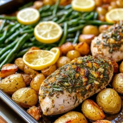 - 1.5 lbs turkey tenderloin - 4 cloves garlic, minced - 2 tablespoons fresh rosemary, chopped - 2 tablespoons fresh thyme, chopped - 1 tablespoon olive oil - 1 teaspoon paprika The star of this dish is the turkey tenderloin. It is lean and cooks quickly. Minced garlic adds a strong, tasty kick. Fresh herbs like rosemary and thyme bring great flavor and aroma. Olive oil helps everything stay moist. Paprika adds a slight heat and color. - 1 lb baby potatoes, halved - 2 cups green beans, trimmed - 1 lemon, sliced - Salt and pepper Baby potatoes are great because they cook fast. Halving them helps them brown nicely. Green beans add crunch and color. Lemon slices brighten the dish with a zesty taste. Salt and pepper are must-have seasonings to bring out all the flavors. - Calories per serving: Approximately 350 - Macronutrients breakdown: - Protein: 35g - Fat: 10g - Carbohydrates: 30g This dish is a balanced meal packed with protein. It keeps you full and satisfied. The veggies add fiber and nutrients. You enjoy great flavors while being mindful of your health. 1. Preheating the oven First, set your oven to 400°F (200°C). This heat will help the turkey cook well and keep it juicy. 2. Preparing the herb paste In a small bowl, mix together the minced garlic, chopped rosemary, chopped thyme, olive oil, paprika, salt, and pepper. This herb paste will add amazing flavor to your turkey. 1. Arranging vegetables On a large sheet pan, spread the halved baby potatoes in a single layer. Drizzle them with olive oil and season with salt and pepper. Toss them well to coat evenly. 2. Placing the turkey tenderloin Now, take your seasoned turkey tenderloin and place it right in the center of the sheet pan. This way, it will roast perfectly with the veggies around it. 1. Roasting time and temperature Put the sheet pan in the oven. Roast everything for about 25 to 30 minutes. The turkey should reach an internal temperature of 165°F (75°C). The potatoes will become tender at this time. 2. Checking doneness After 25 minutes, check the turkey's temperature with a meat thermometer. If it is ready, take the sheet pan out of the oven. Let the turkey rest for about 5 minutes before slicing it. This resting will keep the juices inside. To make your garlic herb turkey tenderloin shine, focus on seasoning. Use fresh herbs like rosemary and thyme. They add bright flavor. Mix the herbs with garlic, olive oil, and spices to make a paste. Rub this all over the turkey. This helps the flavor stick well. For even cooking, ensure the turkey is at room temperature before cooking. This helps it cook through evenly. Use a meat thermometer to check for doneness. The internal temperature should reach 165°F (75°C). When it's time to serve, slice the turkey and arrange it on a plate. Place the roasted baby potatoes and green beans beside it. For a nice touch, add fresh herbs and lemon wedges. This not only looks pretty but boosts flavor, too. You can also drizzle a little olive oil over the veggies. This adds shine and enhances taste. One big mistake is overcooking the turkey. This can make it dry. Keep an eye on your cooking time. Use the meat thermometer to avoid this issue. Another mistake is under-seasoning the vegetables. Don’t forget to add salt and pepper. Toss the veggies with olive oil and seasoning before roasting. This brings out their best flavors. {{image_2}} You can easily swap turkey for chicken or pork. Both meats work well with the same herb paste. If you choose chicken, use boneless thighs for juiciness. For pork, tenderloin is a great option. Feel free to mix in different veggies too. Carrots, zucchini, or bell peppers can add color and taste. Just cut them to similar sizes for even cooking. Want to spice things up? Try adding cumin or chili powder for a kick. Smoked paprika can give a nice depth to the dish. You can also change the herbs. Basil or oregano offers a different twist. A mix of dried herbs can work if fresh ones are not available. If you like slow cooking, use a slow cooker. Just mix all the ingredients and let it cook on low for several hours. Grilling is another fun option. Marinate the turkey with the herb paste first. Grill over medium heat until the meat is done. This adds a smoky flavor that is hard to beat. After you enjoy your garlic herb turkey tenderloin, allow it to cool. This step helps keep the food safe. Once cooled, slice the turkey and place it in a container. Use airtight containers for the best results. Don't forget to store the veggies too! Keep potatoes and green beans in separate containers if possible. This way, they stay fresh longer. To reheat your leftovers, use the oven for the best flavor. Preheat it to 350°F (175°C). Place the turkey and veggies on a baking sheet. Cover them with foil to keep moisture in. Heat for about 15-20 minutes. Check that the turkey reaches at least 165°F (75°C) again. This method keeps the turkey juicy and delicious. You can freeze turkey tenderloin and veggies for later. First, let everything cool completely. Wrap the turkey tightly in plastic wrap. Then, place it in a freezer bag. For the veggies, use freezer-safe containers. Make sure to leave some space for expansion. When you're ready to eat, thaw in the fridge overnight. This keeps the flavor and texture intact. Cook the turkey tenderloin for about 25 to 30 minutes. The key to a juicy tenderloin is its internal temperature. You want it to reach 165°F (75°C). Use a meat thermometer for accuracy. This ensures your turkey is safe to eat and not dry. Yes, marinating turkey tenderloin overnight is a great idea. Aim for at least 2 hours for good flavor. You can use the herb paste from the recipe. Make sure to cover it well. This helps the herbs soak in. If you marinate too long, the meat can become mushy. You can serve this dish with many sides. Here are some ideas: - Roasted baby potatoes - Steamed green beans - A fresh green salad - Mashed potatoes - Quinoa These sides complement the turkey well. They add color and flavor to your plate. Enjoy mixing and matching! This blog post covered making a tasty garlic herb turkey tenderloin with veggies. We went over the main ingredients like turkey, garlic, and fresh herbs. You learned how to prep the dish and assemble it on a sheet pan. I shared tips to avoid mistakes, offering ways to adjust flavors or swap ingredients. Lastly, I provided storage and reheating info for leftovers. Cooking can be fun and simple. Enjoy trying out this dish with your family!