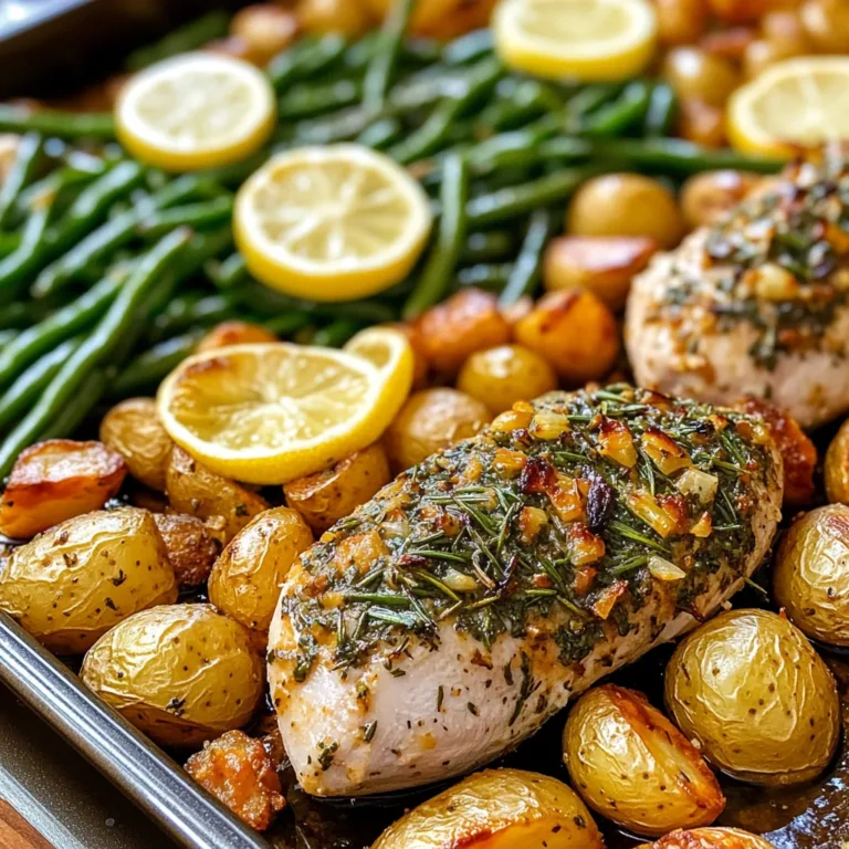- 1.5 lbs turkey tenderloin - 4 cloves garlic, minced - 2 tablespoons fresh rosemary, chopped - 2 tablespoons fresh thyme, chopped - 1 tablespoon olive oil - 1 teaspoon paprika The star of this dish is the turkey tenderloin. It is lean and cooks quickly. Minced garlic adds a strong, tasty kick. Fresh herbs like rosemary and thyme bring great flavor and aroma. Olive oil helps everything stay moist. Paprika adds a slight heat and color. - 1 lb baby potatoes, halved - 2 cups green beans, trimmed - 1 lemon, sliced - Salt and pepper Baby potatoes are great because they cook fast. Halving them helps them brown nicely. Green beans add crunch and color. Lemon slices brighten the dish with a zesty taste. Salt and pepper are must-have seasonings to bring out all the flavors. - Calories per serving: Approximately 350 - Macronutrients breakdown: - Protein: 35g - Fat: 10g - Carbohydrates: 30g This dish is a balanced meal packed with protein. It keeps you full and satisfied. The veggies add fiber and nutrients. You enjoy great flavors while being mindful of your health. 1. Preheating the oven First, set your oven to 400°F (200°C). This heat will help the turkey cook well and keep it juicy. 2. Preparing the herb paste In a small bowl, mix together the minced garlic, chopped rosemary, chopped thyme, olive oil, paprika, salt, and pepper. This herb paste will add amazing flavor to your turkey. 1. Arranging vegetables On a large sheet pan, spread the halved baby potatoes in a single layer. Drizzle them with olive oil and season with salt and pepper. Toss them well to coat evenly. 2. Placing the turkey tenderloin Now, take your seasoned turkey tenderloin and place it right in the center of the sheet pan. This way, it will roast perfectly with the veggies around it. 1. Roasting time and temperature Put the sheet pan in the oven. Roast everything for about 25 to 30 minutes. The turkey should reach an internal temperature of 165°F (75°C). The potatoes will become tender at this time. 2. Checking doneness After 25 minutes, check the turkey's temperature with a meat thermometer. If it is ready, take the sheet pan out of the oven. Let the turkey rest for about 5 minutes before slicing it. This resting will keep the juices inside. To make your garlic herb turkey tenderloin shine, focus on seasoning. Use fresh herbs like rosemary and thyme. They add bright flavor. Mix the herbs with garlic, olive oil, and spices to make a paste. Rub this all over the turkey. This helps the flavor stick well. For even cooking, ensure the turkey is at room temperature before cooking. This helps it cook through evenly. Use a meat thermometer to check for doneness. The internal temperature should reach 165°F (75°C). When it's time to serve, slice the turkey and arrange it on a plate. Place the roasted baby potatoes and green beans beside it. For a nice touch, add fresh herbs and lemon wedges. This not only looks pretty but boosts flavor, too. You can also drizzle a little olive oil over the veggies. This adds shine and enhances taste. One big mistake is overcooking the turkey. This can make it dry. Keep an eye on your cooking time. Use the meat thermometer to avoid this issue. Another mistake is under-seasoning the vegetables. Don’t forget to add salt and pepper. Toss the veggies with olive oil and seasoning before roasting. This brings out their best flavors. {{image_2}} You can easily swap turkey for chicken or pork. Both meats work well with the same herb paste. If you choose chicken, use boneless thighs for juiciness. For pork, tenderloin is a great option. Feel free to mix in different veggies too. Carrots, zucchini, or bell peppers can add color and taste. Just cut them to similar sizes for even cooking. Want to spice things up? Try adding cumin or chili powder for a kick. Smoked paprika can give a nice depth to the dish. You can also change the herbs. Basil or oregano offers a different twist. A mix of dried herbs can work if fresh ones are not available. If you like slow cooking, use a slow cooker. Just mix all the ingredients and let it cook on low for several hours. Grilling is another fun option. Marinate the turkey with the herb paste first. Grill over medium heat until the meat is done. This adds a smoky flavor that is hard to beat. After you enjoy your garlic herb turkey tenderloin, allow it to cool. This step helps keep the food safe. Once cooled, slice the turkey and place it in a container. Use airtight containers for the best results. Don't forget to store the veggies too! Keep potatoes and green beans in separate containers if possible. This way, they stay fresh longer. To reheat your leftovers, use the oven for the best flavor. Preheat it to 350°F (175°C). Place the turkey and veggies on a baking sheet. Cover them with foil to keep moisture in. Heat for about 15-20 minutes. Check that the turkey reaches at least 165°F (75°C) again. This method keeps the turkey juicy and delicious. You can freeze turkey tenderloin and veggies for later. First, let everything cool completely. Wrap the turkey tightly in plastic wrap. Then, place it in a freezer bag. For the veggies, use freezer-safe containers. Make sure to leave some space for expansion. When you're ready to eat, thaw in the fridge overnight. This keeps the flavor and texture intact. Cook the turkey tenderloin for about 25 to 30 minutes. The key to a juicy tenderloin is its internal temperature. You want it to reach 165°F (75°C). Use a meat thermometer for accuracy. This ensures your turkey is safe to eat and not dry. Yes, marinating turkey tenderloin overnight is a great idea. Aim for at least 2 hours for good flavor. You can use the herb paste from the recipe. Make sure to cover it well. This helps the herbs soak in. If you marinate too long, the meat can become mushy. You can serve this dish with many sides. Here are some ideas: - Roasted baby potatoes - Steamed green beans - A fresh green salad - Mashed potatoes - Quinoa These sides complement the turkey well. They add color and flavor to your plate. Enjoy mixing and matching! This blog post covered making a tasty garlic herb turkey tenderloin with veggies. We went over the main ingredients like turkey, garlic, and fresh herbs. You learned how to prep the dish and assemble it on a sheet pan. I shared tips to avoid mistakes, offering ways to adjust flavors or swap ingredients. Lastly, I provided storage and reheating info for leftovers. Cooking can be fun and simple. Enjoy trying out this dish with your family!