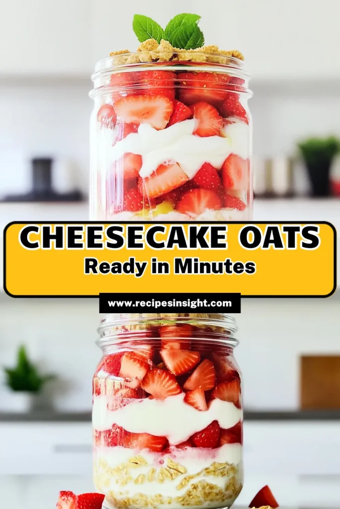 Indulge in a delicious Strawberry Cheesecake Overnight Oats recipe that combines the creamy goodness of cheesecake with the health benefits of oats! Layer rolled oats, Greek yogurt, and fresh strawberries for a delightful breakfast or snack that’s ready when you are. Perfect for busy mornings, this recipe takes just 15 minutes to prep. Click to explore the full recipe now and elevate your breakfast game! #OvernightOats #StrawberryCheesecake #HealthyBreakfast #MealPrep