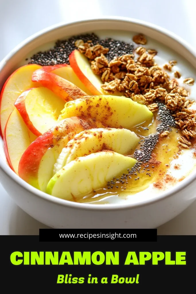 Start your day with a delicious Apple Cinnamon Smoothie Bowl that's both healthy and easy to make! This recipe combines fresh apples, creamy Greek yogurt, and a hint of cinnamon for a nutritious breakfast or snack. Packed with flavor and topped with your favorite crunchy ingredients, this bowl is sure to please. Click to explore the full recipe and get ready to enjoy a delightful treat! #SmoothieBowl #HealthyRecipes #AppleCinnamon #BreakfastIdeas