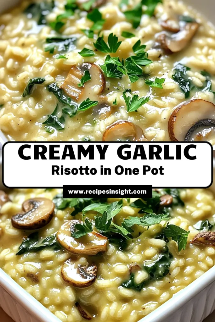 Indulge in the creamy goodness of One-Pot Creamy Roasted Garlic Risotto! This deliciously simple recipe brings together roasted garlic, Arborio rice, fresh spinach, and savory Parmesan cheese all in one pot for a flavorful meal that’s perfect for any occasion. Ready to elevate your cooking game? Click through for all the details and enjoy making this comforting dish at home! #RisottoRecipes #ComfortFood #CookingInspiration #GarlicLovers