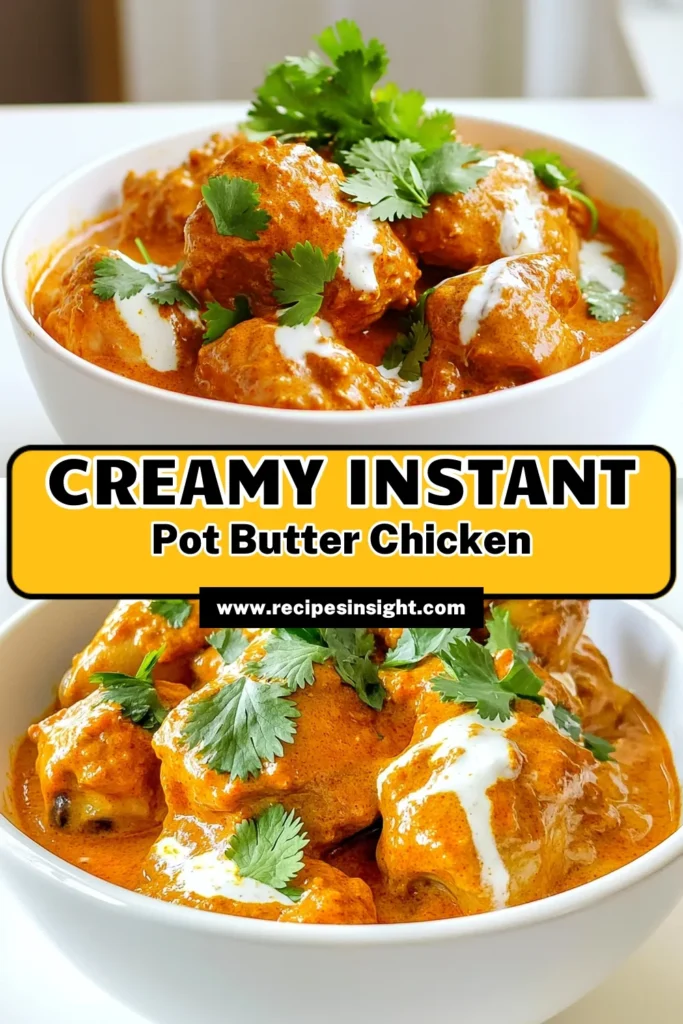 Indulge in a flavorful dish with this Instant Pot Creamy Butter Chicken recipe! This easy-to-follow guide will show you how to create tender chicken thighs simmered in a rich, spiced tomato sauce, finished with creamy goodness. Perfect for weeknight dinners or entertaining, this dish is sure to impress. Click through to explore the full recipe and elevate your cooking game today! #InstantPot #ButterChicken #ChickenRecipes #CookingAtHome