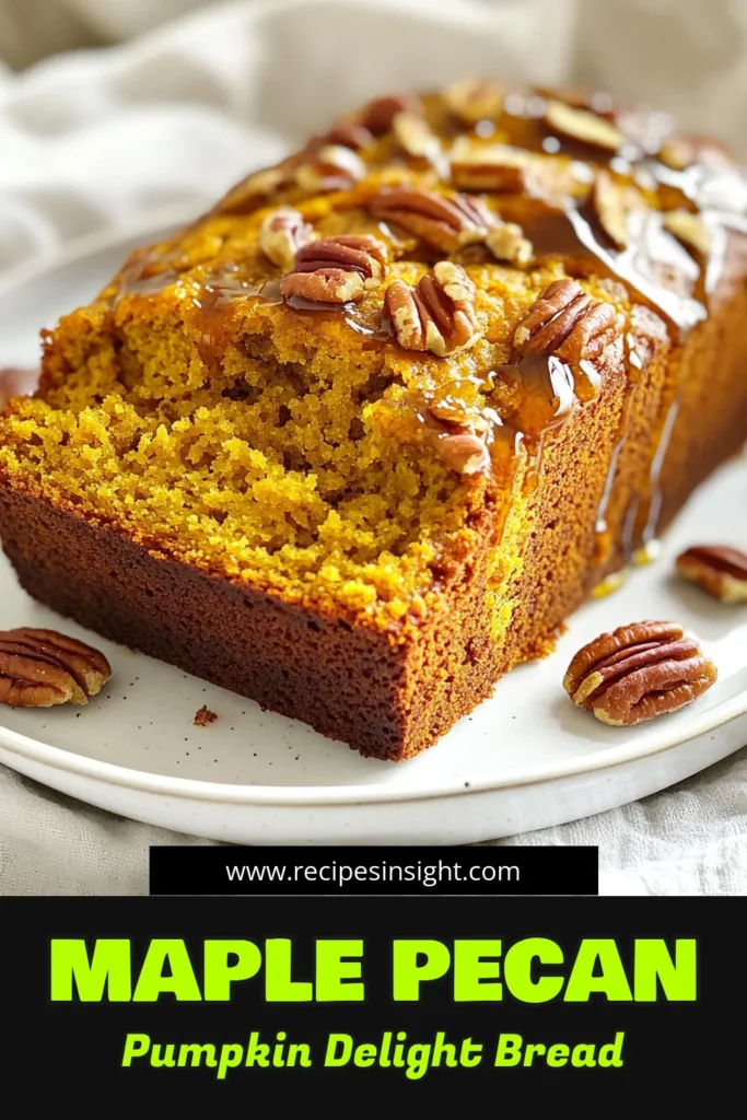 Indulge in the cozy flavors of fall with this Maple Pecan Pumpkin Bread recipe! This delightful bread combines canned pumpkin puree, maple syrup, and crunchy pecans for a moist and flavorful treat that’s perfect for any occasion. Get the full recipe and impress your friends and family with your baking skills. Click through now to explore this delicious recipe and elevate your autumn baking game! #PumpkinBread #FallBaking #MaplePecan #BakingRecipes