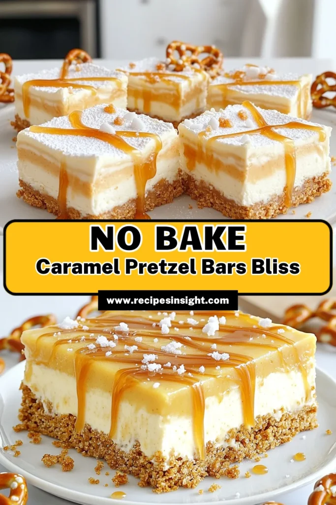 Indulge in the deliciousness of No-Bake Salted Caramel Pretzel Cheesecake Bars that are as easy to make as they are to devour! With a crunchy pretzel crust, creamy filling, and a drizzle of rich salted caramel, these bars are perfect for any occasion. Ready in just 25 minutes of prep, treat yourself to this sweet delight! Click through for the full recipe and tips! #DessertRecipes #CheesecakeBars #NoBakeTreats #CaramelDelights