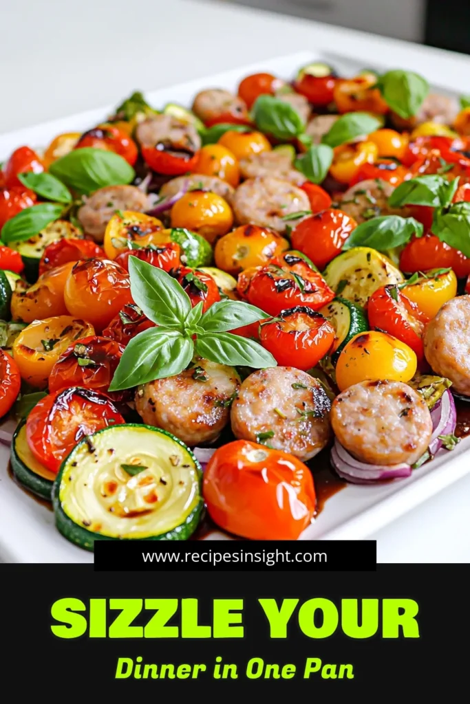 Discover the deliciousness of Sizzling Sheet Pan Balsamic Delight! This quick and easy recipe features savory chicken sausage paired with colorful veggies, all roasted to perfection in a tangy balsamic glaze. Perfect for a busy weeknight, it’s packed with flavor and nutrition. Click to explore this fabulous recipe and make dinner a breeze tonight! #SheetPanRecipes #HealthyEating #BalsamicDelight #EasyMeals