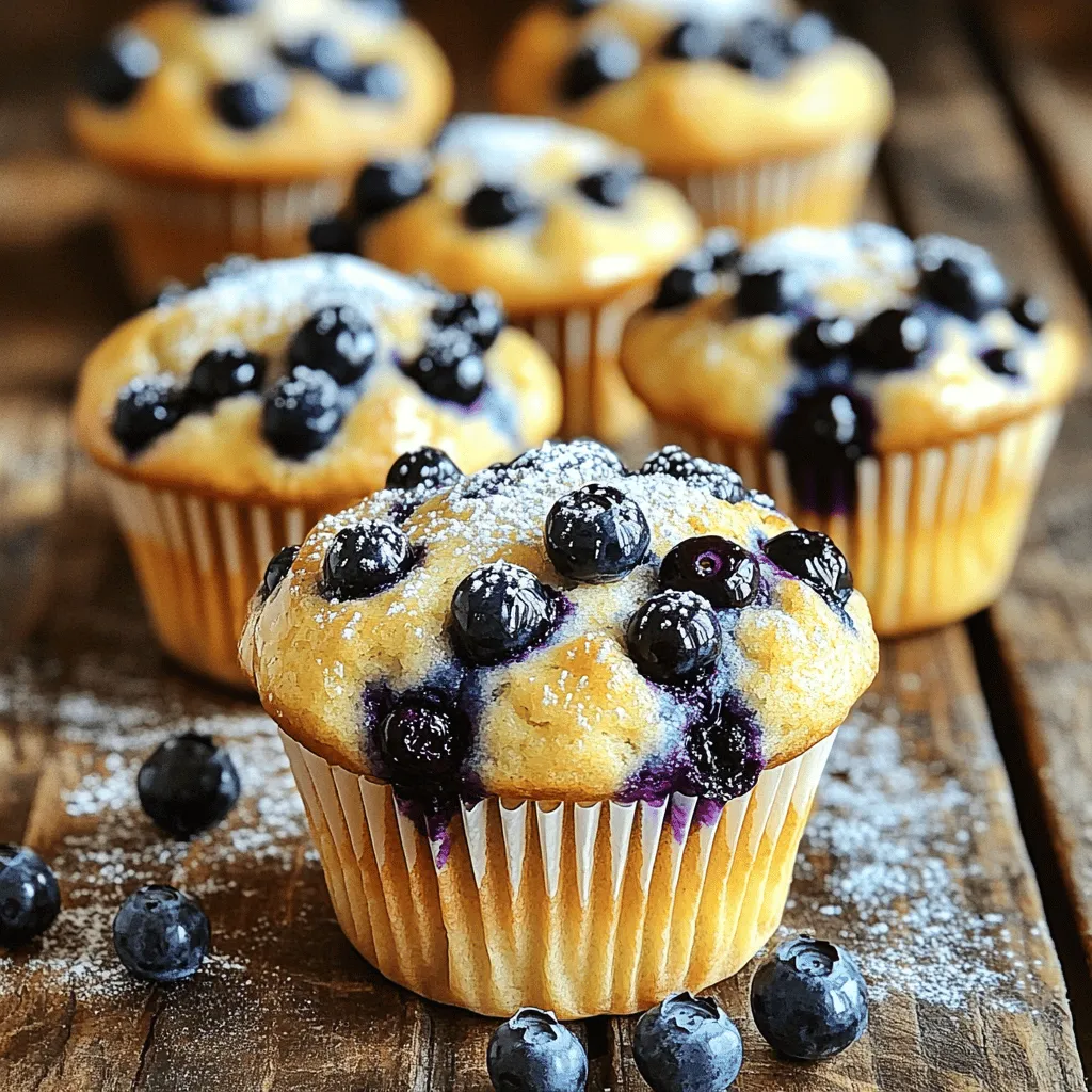 To make blueberry lemon ricotta muffins, you need the following ingredients: - 1 cup ricotta cheese - 1/2 cup granulated sugar - 1/4 cup unsalted butter, melted - 2 large eggs - 1 teaspoon vanilla extract - Zest of 1 lemon - 1 tablespoon lemon juice - 1 1/2 cups all-purpose flour - 2 teaspoons baking powder - 1/2 teaspoon baking soda - 1/4 teaspoon salt - 1 cup fresh blueberries (or frozen, if preferred) - 1 tablespoon coarse sugar for topping (optional) These ingredients blend to create a moist muffin with a delightful tang from the lemon and blueberries. If you need to make substitutions, here are a few ideas: - Instead of ricotta cheese, you can use cottage cheese for a lower-fat option. - Swap granulated sugar with brown sugar for a hint of caramel flavor. - If you don’t have unsalted butter, use olive oil or coconut oil. - For a dairy-free muffin, replace ricotta with a dairy-free yogurt. - Use honey or maple syrup instead of granulated sugar for natural sweetness. These substitutions can help you adapt the recipe to fit your diet or preferences. Using fresh ingredients is key for the best flavor. When choosing blueberries, look for ones that are plump and firm. Fresh ricotta cheese should have a creamy texture and a mild taste. If you opt for lemon, choose one that feels heavy for its size and has a bright color. Fresh ingredients enhance the flavor and texture of your muffins, making them more enjoyable. First, preheat your oven to 375°F (190°C). This step is key for even baking. While the oven heats, prepare your muffin tin. Line it with paper liners or lightly grease it. This helps the muffins release easily after baking. In a large bowl, combine one cup of ricotta cheese, half a cup of sugar, and a quarter cup of melted unsalted butter. Mix these ingredients until the texture is smooth. Then, add two large eggs, one teaspoon of vanilla extract, the zest of one lemon, and one tablespoon of lemon juice. Whisk until everything blends well. This mixture is the heart of your muffins. In another bowl, whisk together one and a half cups of all-purpose flour, two teaspoons of baking powder, half a teaspoon of baking soda, and a quarter teaspoon of salt. This step ensures that your muffins rise nicely. Gradually fold the dry mix into the wet mixture. Be gentle and stop mixing as soon as you see no dry flour. Overmixing can lead to dense muffins. Now, it’s time to add the star of the show: one cup of fresh blueberries. Gently fold them into the batter. This step is crucial. Mixing too hard can break the berries and make the muffins soggy. You want them to stay whole for bursts of flavor. Spoon the batter into your prepared muffin tin. Fill each cup about two-thirds full. If you like, you can sprinkle a pinch of coarse sugar on top for extra texture. Bake in the preheated oven for 20 to 25 minutes. To check for doneness, insert a toothpick into the center of a muffin. If it comes out clean, your muffins are ready. Let them cool in the tin for five minutes before moving them to a wire rack. To get soft and fluffy muffins, use fresh ricotta. The ricotta adds creaminess. Mix the wet ingredients well. This step helps to create a smooth batter. When adding the dry ingredients, stir gently. Overmixing can make the muffins tough. Aim for just combined for the best texture. To keep your muffins fresh, let them cool completely first. Store them in an airtight container. This keeps moisture in and air out. You can also wrap them in plastic wrap. If you want to store them longer, freeze them. These muffins freeze well for up to three months. Serve these muffins warm for the best taste. They pair well with tea or coffee. For a special touch, dust them with powdered sugar. A mint sprig on top also adds a nice look. You can even serve them on a tiered cake stand for brunch. Enjoy them with a bit of lemon curd for extra flavor. {{image_2}} You can switch up the blueberries for other fruits. Raspberries, strawberries, or blackberries work well in these muffins. Each fruit brings a unique taste. For a fun summer twist, try peaches or cherries. Just chop them into small pieces. This will help them mix well with the batter. You can also use a mix of fruits. It adds color and flavor. If you want to cut down on sugar, use less granulated sugar. You can use honey or maple syrup instead. Start with half the amount. Taste and add more if you like it sweeter. For flour, try whole wheat flour or almond flour. These options can make your muffins more nutritious. They may change the texture a bit but keep the taste great. To make your muffins extra special, consider adding spices. Cinnamon or nutmeg can give warmth and depth. You can also add a splash of almond extract for a nutty flavor. Lemon extract can boost the lemon taste. It’s all about personal preference. Just remember to add a little at a time. Taste as you go to find your perfect mix. To freeze your blueberry lemon ricotta muffins, start by letting them cool completely. Place them in an airtight container or a freezer bag. Make sure to separate layers with parchment paper to avoid sticking. Label the container with the date. These muffins can last up to three months in the freezer. When you're ready to enjoy your muffins again, take them out of the freezer. For best results, let them thaw in the fridge overnight. You can reheat them in the oven at 350°F (175°C) for about 10-12 minutes. If you're in a hurry, a microwave works too. Heat them for 20-30 seconds. These muffins taste best within 2-3 days at room temperature. Store them in an airtight container to keep them fresh. Signs of spoilage include a dry or hard texture and a sour smell. If you see mold, discard the muffins immediately. Always trust your senses when it comes to food safety. Yes, you can use frozen blueberries. They work well in this recipe. Just make sure to fold them in gently. This helps keep your muffins from turning blue. You do not need to thaw them before use. However, they might add extra moisture, so watch your baking time. If you don’t have ricotta, you can use cottage cheese. Blend it until smooth to mimic ricotta’s texture. Cream cheese is another option, but it will change the taste. Greek yogurt is a great substitute too. It provides a nice tang and moisture. To check if your muffins are done, insert a toothpick into the center. If it comes out clean or with a few crumbs, they are ready. You can also look for a golden top and sides that pull away from the pan. If the tops spring back when lightly pressed, they are done. Yes, you can make these muffins dairy-free. Use a dairy-free ricotta or a nut-based cheese. Substitute the butter with coconut oil or a dairy-free spread. For eggs, try flax eggs or unsweetened applesauce. This way, everyone can enjoy these tasty muffins! Blueberry Lemon Ricotta Muffins offer bright flavors and a soft texture. We covered key ingredients, tips for mixing and baking, and delicious variations. Remember to choose fresh ingredients for the best taste. Store your muffins well to keep them fresh. Feel free to experiment with fruits and flavors. Enjoy these muffins as a tasty treat anytime. Happy baking!