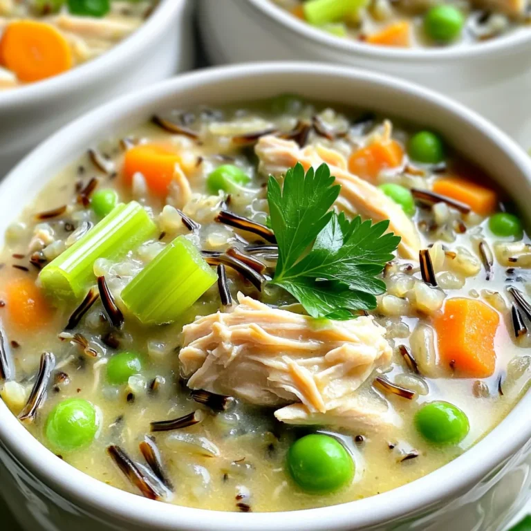 - 1 lb boneless, skinless chicken thighs - 1 cup wild rice, rinsed - 4 cups low-sodium chicken broth - 1 medium onion, chopped - 3 carrots, sliced - 3 celery stalks, diced - 2 cloves garlic, minced - 1 teaspoon dried thyme - 1 teaspoon dried rosemary - 1 bay leaf - 1 cup heavy cream or coconut milk - Salt and pepper, to taste - 2 tablespoons olive oil I love using boneless, skinless chicken thighs for this stew. They stay moist and tender. Wild rice adds a nutty flavor and a chewy texture. Rinsing it helps get rid of any grit. For vegetables, I always use onion, carrots, and celery. They bring sweetness and depth to the stew. Minced garlic adds a nice kick. I also use dried thyme, rosemary, and a bay leaf for a warm, herby taste. For the creamy base, I choose heavy cream. If you want a dairy-free option, go for coconut milk. Don't forget to season with salt and pepper to bring out all the flavors. Olive oil helps with sautéing and adds richness. To sear chicken thighs, start by heating a skillet over medium heat. Add two tablespoons of olive oil. Season the chicken with salt and pepper. Once the oil is hot, place the chicken in the skillet. Sear each side for 4-5 minutes until golden brown. This step adds flavor. Remove the chicken from the skillet and set it aside. Next, chop the vegetables. Use a sharp knife for clean cuts. Dice one medium onion, slice three carrots, and chop three celery stalks. In the same skillet, add the chopped onion, carrots, and celery. Sauté these for about 4 minutes until the onion turns translucent. Then, add two minced garlic cloves and cook for one more minute. The garlic should smell fragrant. Now it’s time to layer your ingredients in the slow cooker. First, add one cup of rinsed wild rice. Then, place the seared chicken on top of the rice. Next, add the sautéed vegetables. Pour in four cups of low-sodium chicken broth. Add one teaspoon of dried thyme, one teaspoon of dried rosemary, and one bay leaf for flavor. Stir everything gently to mix. Cover the slow cooker and set it to low for 6-8 hours or high for 3-4 hours. The stew is done when the rice is tender and the chicken is fully cooked. To get the best texture for your stew, check the wild rice and chicken for tenderness. Wild rice should be soft but still have a slight bite. Chicken should shred easily with a fork. If you find the rice or chicken needs more time, adjust the cooking time. Add an extra 30 minutes if needed, especially if cooking on low. Both fresh and dried herbs bring great taste. Fresh herbs add a bright note, while dried herbs offer a rich depth. I like to use a mix of both for balance. For an extra kick, consider adding spices like paprika or cayenne. Just a pinch can elevate the dish. Garnishing makes your stew look special. Top it with fresh parsley or thyme leaves for color. A sprinkle of black pepper adds a nice touch too. Pair your stew with crusty bread for dipping. This combo makes for a cozy meal that everyone will love. {{image_2}} You can easily make this stew fit your diet. For a dairy-free option, use coconut milk instead of heavy cream. This swap keeps the stew rich and creamy. If you follow a gluten-free diet, make sure your chicken broth is gluten-free. You can also change the protein. Swap chicken for turkey or tofu if you like. Both will work well in this recipe. Have fun with the rice! While wild rice gives a nutty flavor, you can use brown rice or even white rice. Just remember that cooking times will change. If you want more veggies, try adding mushrooms or green beans. These will add texture and flavor to your stew. Carrots and celery work great, but feel free to get creative! If you want a quicker meal, use an Instant Pot. Cook the stew on high pressure for about 30 minutes. This method saves time while keeping the flavors rich. Alternatively, you can make this stew on the stovetop. Sauté the chicken and veggies in a pot, then add the broth and rice. Let it simmer on low heat for about 45 minutes. This gives you a different cooking style and keeps the stew just as tasty. To store leftover stew safely, let it cool first. Place it in an airtight container. This keeps the stew fresh and prevents spills. Use a container that seals tightly. Glass or plastic containers work well. To freeze stew, let it cool completely. Pour it into freezer-safe bags or containers. Remove excess air to avoid freezer burn. The stew lasts for about three months in the freezer. To thaw, place it in the fridge overnight. For reheating, you can use the microwave or stovetop. If using the microwave, heat in short bursts. Stir in between to ensure even heating. On the stovetop, warm it gently over low heat. This keeps the texture nice and creamy. You can keep leftover stew in the fridge for 3 to 4 days. Make sure to store it in an airtight container. If you want to keep it longer, freeze it. Frozen stew stays good for up to 3 months. Just thaw it overnight in the fridge before reheating. Yes, you can use brown rice. However, it needs more cooking time. Brown rice takes about 45 minutes to cook, while wild rice cooks in 30 to 40 minutes. This change may alter the stew's texture. Wild rice is nutty and chewy, while brown rice is softer and milder. Absolutely! You can add many veggies. Some great choices include: - Potatoes - Mushrooms - Bell peppers - Green beans These veggies add flavor and nutrition. Just chop them and add them to the slow cooker with the other ingredients. Adjust cooking time as needed for firmer vegetables. This article covered all the key steps to make Slow Cooker Chicken Wild Rice Stew. We explored ingredients, cooking methods, tips, and variations. With easy methods, you can craft a delicious stew that suits your taste. Remember, you can swap out ingredients based on your diet. This recipe is versatile and perfect for chilly days. Enjoy your cooking and feel confident in creating a warm meal for friends or family! Make sure to store leftovers properly, so nothing goes to waste. Happy cooking!
