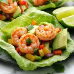 - 1 pound medium shrimp, peeled and deveined - 1 tablespoon Cajun seasoning - 1 tablespoon olive oil - 1 cup diced bell peppers (mix of red, yellow, and green) - 1 small red onion, diced - 2 cloves garlic, minced For this dish, using medium shrimp is key. They cook quickly and soak up the Cajun spice well. Cajun seasoning gives the shrimp a nice kick. Olive oil helps cook the shrimp and vegetables evenly. The diced bell peppers add color and crunch. Red onion brings sweetness, while garlic adds depth. - 1 head of butter or romaine lettuce, leaves separated - 1 avocado, sliced - Fresh cilantro or parsley for garnish - Lime wedges for serving Lettuce wraps are fun and fresh! Butter lettuce is soft and easy to fold. Avocado adds creaminess, while cilantro or parsley gives a pop of color. Lime wedges are perfect for a zesty finish. Each bite is bold and flavorful, making you want more! Start by taking your shrimp. In a mixing bowl, toss the shrimp with Cajun seasoning. Make sure the shrimp gets a good coat of spice. This step adds a bold kick to your meal. Next, heat one tablespoon of olive oil in a large skillet over medium-high heat. This oil helps to get a nice sear on the shrimp. Now it's time to cook the shrimp. Add the seasoned shrimp to the hot skillet. Cook them for about 2 to 3 minutes. You know they are done when they turn pink and opaque. Once cooked, remove the shrimp from the skillet and set them aside. This keeps them juicy and flavorful. In the same skillet, add the diced bell peppers, red onion, and minced garlic. Sauté the veggies for about 3 to 4 minutes. You want them to be tender but still bright. Season the sautéed vegetables with salt and pepper to taste. This simple seasoning brings out their natural flavors. After that, add the cooked shrimp back into the skillet. Stir everything together and heat through for another 1 to 2 minutes. Now for the fun part—assembling the wraps! Take a lettuce leaf and place a generous scoop of the shrimp and vegetable mixture inside. Top it with fresh avocado slices. For a final touch, add some fresh cilantro or parsley as a garnish. Serve these wraps immediately with lime wedges on the side for drizzling. Enjoy your bold and flavorful meal! To cook shrimp perfectly, start with medium heat. This keeps the shrimp tender. Cook them until they turn pink and opaque, usually 2-3 minutes. If you overcook them, they will become rubbery. If you want more spice, add extra Cajun seasoning. For less heat, use half the amount. You can also mix in a bit of lime juice for a fresh twist. These wraps pair well with a light side dish. Try a simple salad or rice to balance the meal. For garnishes, fresh cilantro or parsley adds color and flavor. Slices of avocado also enhance the dish. Finally, serve lime wedges for an extra zesty kick. {{image_2}} You can change the shrimp for other proteins. Chicken works great here too. Tofu is a good choice if you want a plant-based meal. Both options soak up the Cajun seasoning well. You can also switch up the veggies in your wraps. Try zucchini or carrots for a different crunch. You can use cucumbers for a fresh taste. Each veggie adds its own flair to the dish. Want more flavor? Add a splash of hot sauce for heat. You can mix in some soy sauce or sriracha for a spicy kick. A squeeze of lime juice brightens the dish too. Consider adding fresh herbs like dill or basil. They bring freshness and a nice pop of flavor. If you like it creamy, add a dollop of sour cream or yogurt. These simple changes make the wraps even more exciting! To store leftover Minute Cajun shrimp lettuce wraps, follow these steps: - Separate the shrimp mixture from the lettuce leaves. This keeps the lettuce crisp. - Place the shrimp and vegetable mix in an airtight container. You can add a layer of plastic wrap for extra protection. - Keep the lettuce leaves in a separate container, also sealed well. - Refrigerate both containers. They should last for up to two days. To reheat your shrimp without losing texture, try these tricks: - Use a skillet over medium heat. This helps maintain the shrimp's firmness. - Add a splash of water or broth to the skillet. This keeps the shrimp moist. - Heat for 2-3 minutes, stirring gently. Avoid cooking too long to prevent rubbery shrimp. - Serve the reheated mixture in fresh lettuce leaves for crunch. Enjoy your tasty meal again! These wraps can last in the fridge for about 2-3 days. Store them in an airtight container. Make sure to keep the shrimp and the veggies separate from the lettuce. This keeps the lettuce crisp. If you mix them, the lettuce may wilt. Always check for any bad smells or changes in color before eating. Yes, you can prep these wraps ahead of time. Cook the shrimp and veggies in advance. Store them in the fridge for up to 2 days. Just remember to keep the lettuce leaves separate. When you are ready to eat, simply assemble the wraps quickly. This makes for a fast and tasty meal. If you prefer something other than lettuce, try using collard greens or cabbage leaves. These also hold the filling well. Other options include rice paper or tortillas for a different twist. Each option brings its own unique flavor and texture to the wraps. Choose what fits your taste or diet best. This blog post covered the key ingredients and steps to make Cajun shrimp lettuce wraps. You learned how to prepare shrimp, sauté vegetables, and assemble delicious wraps. I shared useful tips for cooking and serving. Plus, you found out about variations and storage methods to keep your dish fresh. Incorporating these ideas makes your wraps fun and tasty. Enjoy creating this dish for your next meal!