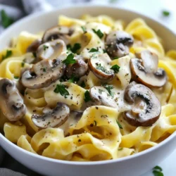 - 300g wide egg noodles - 400g mixed mushrooms (button, cremini, and shiitake), sliced - 1 medium onion, finely chopped - 2 cloves garlic, minced The wide egg noodles provide a great base. They soak up the creamy sauce well. Use a mix of mushrooms for more flavor. Button, cremini, and shiitake work perfectly together. The onion and garlic add sweetness and depth to the dish. - 1 teaspoon dried thyme - 1 teaspoon smoked paprika - 200ml vegetable broth - 150ml plant-based cream (such as coconut or oat cream) Dried thyme gives a lovely earthy taste. Smoked paprika adds warmth and a hint of smoke. Vegetable broth combines all the flavors, making the dish rich. The plant-based cream makes the sauce creamy and smooth. - Fresh parsley, chopped (for garnish) - Alternative cream sources like cashew cream - Soy sauce for added umami - Adjust seasonings with salt and pepper Fresh parsley brightens up the dish and adds color. You can use cashew cream if you want a nutty flavor. Soy sauce adds a savory kick. Taste often and adjust salt and pepper as needed. {{ingredient_image_1}} Start by boiling a large pot of salted water. Add the wide egg noodles to the pot. Cook them until they are al dente, following the package instructions. Once done, drain the noodles, but reserve a bit of pasta water. This water helps adjust the sauce later. In a large skillet, heat olive oil and butter over medium heat. Add the finely chopped onion first. Sauté it for about five minutes until it turns translucent. Next, add the minced garlic. Cook it for one more minute until it smells good. Now, stir in the sliced mushrooms. Cook them for about eight to ten minutes. They should brown and release their moisture. This step builds flavor in the dish. Pour in the vegetable broth and bring the mixture to a simmer. Let it cook for five minutes to reduce slightly. Then, stir in the plant-based cream and soy sauce. Mix well and let it simmer for another five minutes until it becomes creamy. If the sauce feels too thick, add the reserved pasta water a little at a time until it reaches the right consistency. Take the cooked noodles and add them to the sauce. Toss gently until all the noodles are well-coated. Finally, season with salt and pepper to taste. To serve, dish the stroganoff into shallow bowls. For a nice touch, drizzle extra plant-based cream on top. Sprinkle with freshly chopped parsley to add color and flavor. A side of crusty bread pairs well with this dish, making it even more delightful. - How to improve flavor profiles: Use a mix of mushrooms like button, cremini, and shiitake. Each type adds its own taste. A little smoked paprika gives a nice depth. Don't rush when sautéing the onions and garlic; this step builds a strong base. - Ensuring creamy texture: Choose a quality plant-based cream. Coconut or oat cream works great. When adding it, let it simmer gently. This helps it blend well with the broth. If the sauce is too thick, add some reserved pasta water. - Prepping ingredients ahead of time: Chop the onions and garlic the night before. Slice the mushrooms and store them in the fridge. This way, everything is ready when you start cooking. - Using a one-pan method: Cook the noodles in a separate pot, but use the same skillet for the sauce. This cuts down on cleanup. Just make sure to keep an eye on the timing for both. - Overcooking noodles: Follow the package instructions closely. Overcooked noodles become mushy and don’t hold the sauce well. Aim for al dente for the best texture. - Not adjusting seasoning to taste: Always taste your dish before serving. Add salt and pepper as needed. Each ingredient has its own flavor, so adjust to your liking for the best results. Pro Tips Use Fresh Mushrooms: Fresh mushrooms will provide the best flavor and texture. Try to mix different varieties for a more complex taste. Adjust Creaminess: If you prefer a creamier sauce, feel free to add more plant-based cream or a splash of non-dairy milk to achieve your desired consistency. Enhance with Wine: For an extra depth of flavor, consider adding a splash of white wine after sautéing the onions and garlic, letting it reduce before adding the mushrooms. Garnish with Flair: Don’t skip the parsley! It adds a fresh touch. Consider adding a sprinkle of nutritional yeast for a cheesy flavor boost. {{image_2}} You can add protein to your creamy mushroom stroganoff for more substance. Tofu and tempeh work well. - Tofu: Use firm tofu. Cut it into cubes and sauté it with the onions. It absorbs flavors nicely. - Tempeh: Crumble tempeh for a meaty texture. It pairs well with the mushrooms. Adding legumes also boosts heartiness. Beans or lentils provide protein and fiber. Mix them in during the cooking process. Boost the flavor of your stroganoff with herbs and spices. Fresh herbs like parsley brighten the dish. - Herbs: Try adding rosemary or basil for a twist. These herbs add depth and freshness. - Spices: A dash of cayenne pepper gives it a kick. Experiment to find your favorite blend. You can also enhance the sauce with white wine. Add it after sautéing the mushrooms. Let it simmer briefly to cook off the alcohol. This adds a rich layer to your dish. Making this dish fit different diets is easy. You can find gluten-free noodles in most stores. They work just like regular noodles. - Gluten-Free Noodles: Look for options made from rice or quinoa. They hold up well in the sauce. For those avoiding dairy, choose non-dairy cream. Coconut or oat cream works great. These options provide creaminess without the dairy. Store your creamy mushroom stroganoff in airtight containers. This keeps it fresh and tasty. It lasts for about 3 to 4 days in the fridge. If you want to enjoy it later, make sure to cool it down before putting it away. You can freeze stroganoff for up to 2 months. To freeze, let it cool first. Then, put it in freezer-safe containers or bags. When reheating frozen servings, let it thaw overnight in the fridge. Heat it gently on the stove or in the microwave until hot. Stir well to ensure even heating. Get creative with your leftovers! You can add them to soups, use them in casseroles, or mix them into a grain bowl. When reheating, always check that it's hot all the way through. Use a food thermometer to ensure it reaches 165°F (74°C) for safety. You can use several options for plant-based cream. Coconut cream works well. It adds a rich flavor. Oat cream is another good choice, offering a mild taste. If you prefer dairy, heavy cream or sour cream can also work. Just remember, each option changes the dish's flavor and texture slightly. Yes, you can make this dish ahead of time! Cook the stroganoff and store it in the fridge. It stays fresh for about three days. When ready to eat, simply reheat it on the stove. If the sauce thickens, add some vegetable broth to loosen it up. If your stroganoff sauce is too thick, don't worry! Just add a bit of the reserved pasta water. Mix it in slowly until you reach the right consistency. You can also add more vegetable broth for a smoother sauce. This will help you achieve that creamy texture you want. Mushroom stroganoff pairs well with many sides. Crusty bread is a great choice for dipping. A simple green salad adds freshness. You can also serve it with steamed vegetables for a colorful plate. Rice or quinoa can be good options too! Yes, this recipe is vegan-friendly! All the ingredients are plant-based. Use plant-based cream, vegetable broth, and soy sauce. Just check labels to ensure no hidden animal products are present. This way, you can enjoy a delicious meal without any worries! This blog post explored how to make a delicious mushroom stroganoff. We covered the main ingredients, seasonings, and variations. We also shared tips for cooking and storage. In conclusion, this recipe is easy and flexible. You can adapt it to your taste and dietary needs. Enjoy making this tasty dish and make it your own. Happy cooking!