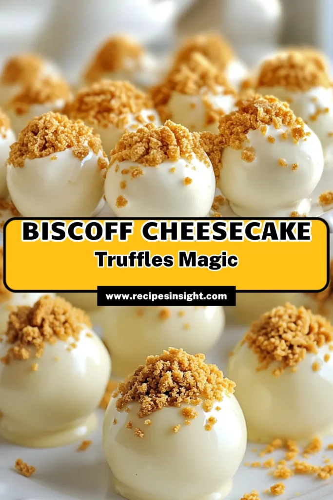 Indulge in these mouth-watering Biscoff cheesecake truffles, the perfect no-bake dessert that combines creamy cheesecake and crunchy Biscoff cookies. This easy Biscoff truffle recipe transforms simple ingredients into delightful Biscoff cookie treats everyone will love. Ideal for parties or a sweet snack, these truffles are a must-try! Save this recipe for your next dessert creation! #BiscoffTruffles #NoBakeDesserts #EasyDessertRecipes #BiscoffCookieTreats