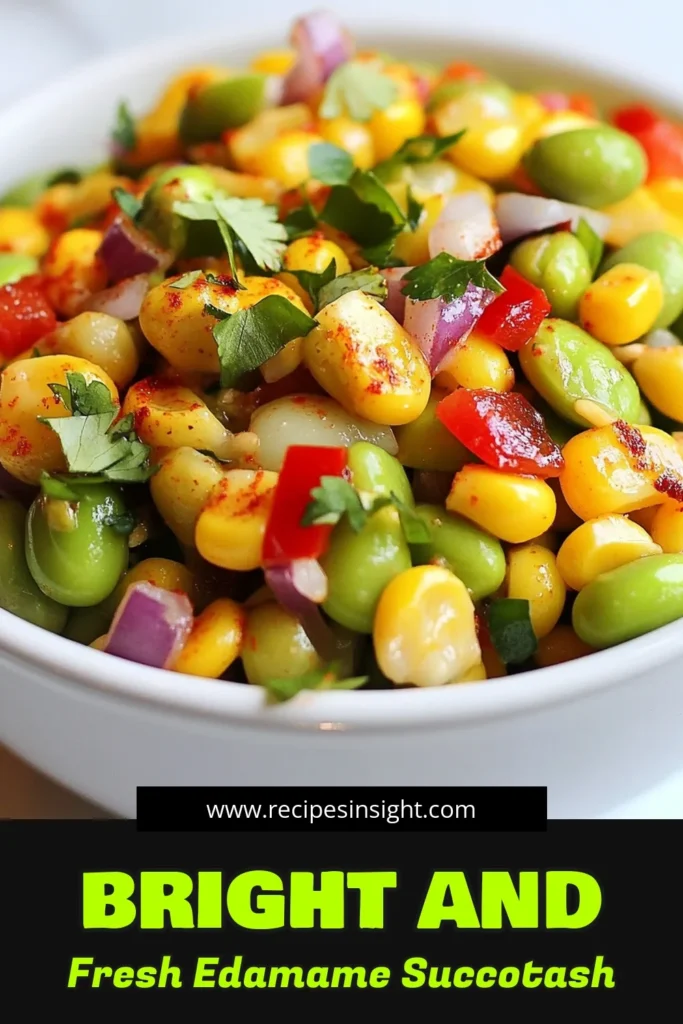 Discover the vibrant flavors of Edamame Corn Succotash, the perfect healthy vegetable side dish for your summer meals. This easy summer salad combines fresh corn, edamame, and colorful veggies for a nutritious plant-based succotash that’s sure to impress. Ready in just 20 minutes, it's packed with wholesome ingredients and bursting with flavor. Try this fresh corn recipe today and elevate your next gathering! Save this simple dish for later! #EdamameCornSuccotash #HealthyEating #PlantBased #SummerSalads