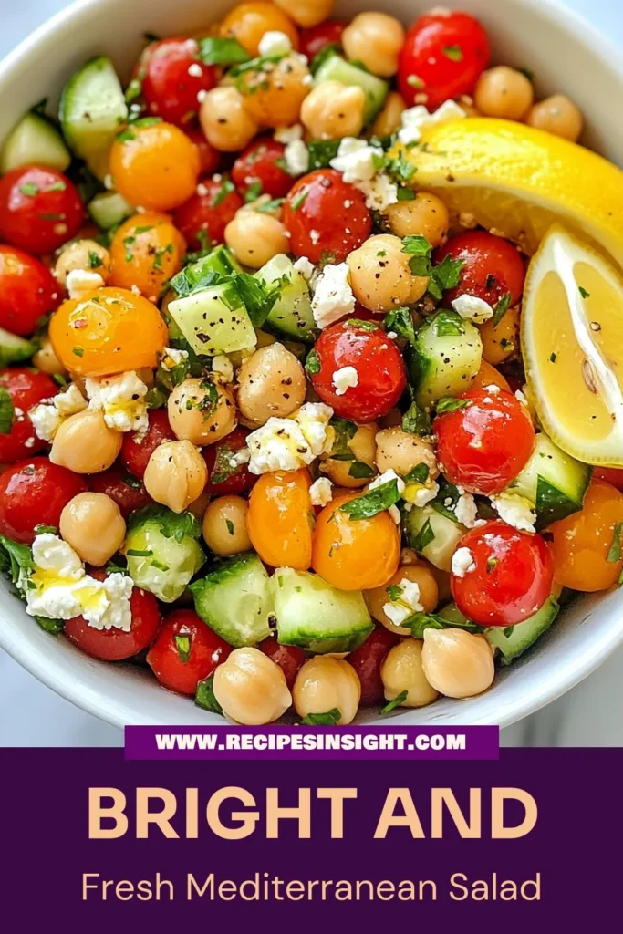 Discover the vibrant flavors of our Mediterranean chickpea salad, the perfect addition to your healthy chickpea recipes collection. This easy salad recipe is not only quick to make but also fits perfectly into any Mediterranean diet recipes lineup. Whether you're looking for vegetarian side dishes or a refreshing main course, this salad is a tasty choice. Try it today and elevate your meal! Save this recipe for later! #MediterraneanChickpeaSalad #HealthyRecipes #EasySalads #MediterraneanDiet