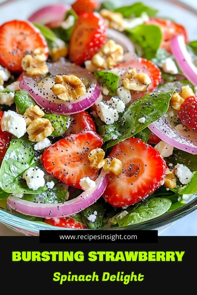 Discover the ultimate Strawberry Spinach Salad, perfect for summer! This vibrant, healthy spinach salad features fresh strawberries, creamy feta, and a delightful poppyseed dressing recipe that will wow your taste buds. Ready in just 15 minutes, it’s the ideal fresh summer salad for gatherings or a quick meal. Save this recipe now for a refreshing spin on your usual salads! #StrawberrySpinachSalad #HealthySpinachSalad #PoppyseedDressing #SummerSalad