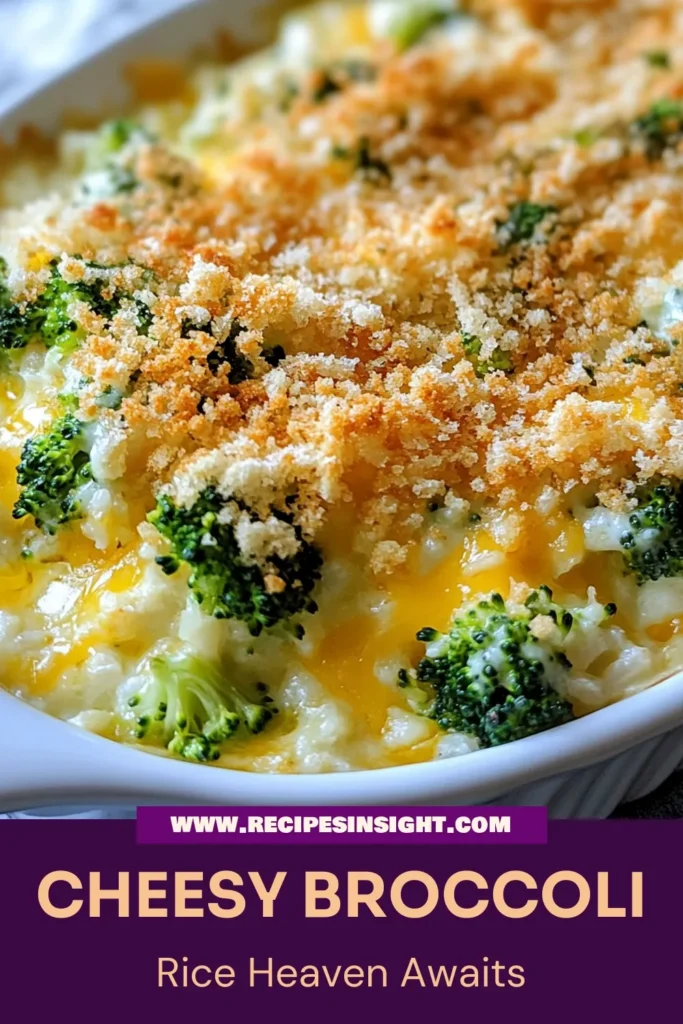 Discover the ultimate Cheesy Broccoli Rice Casserole that's perfect for any meal! This Broccoli Cheese Casserole Recipe is an easy casserole that highlights the creaminess of a Vegetarian Rice Casserole, making it a family favorite. With the delightful mix of cheeses and fresh broccoli, this creamy broccoli rice dish is both comforting and nutritious. Save this recipe for your next dinner and indulge! #CheesyBroccoliRiceCasserole #EasyCasseroleRecipes #VegetarianRecipes #CasseroleRecipes