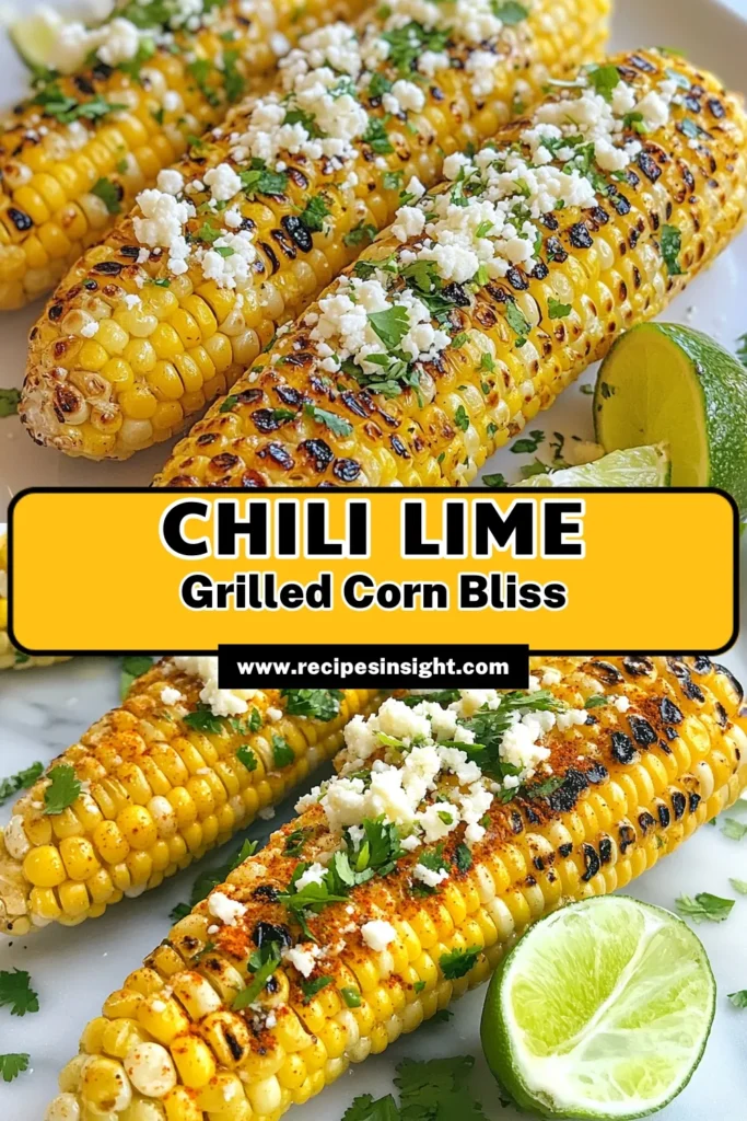 Elevate your summer BBQ with this mouthwatering Chili Lime Grilled Corn recipe! Perfectly grilled corn on the cob gets a spicy twist from chili powder, lime juice, and smoked paprika, making it a standout side dish. This easy grilled corn recipe is inspired by Mexican street corn and will be a hit at your next cookout. Don't miss out on this delicious Spicy Corn on the Cob! Save this for a flavorful summer treat! #ChiliLimeGrilledCorn #GrilledCornRecipe #SummerBBQ #MexicanStreetCorn