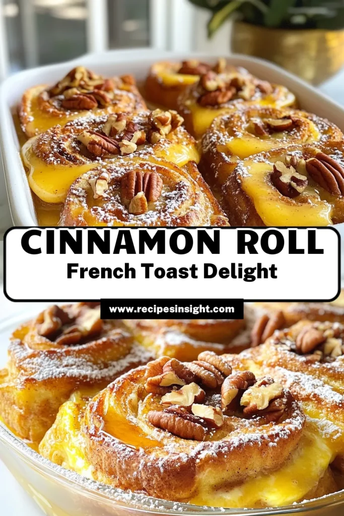 Indulge in the flavors of the ultimate Cinnamon Roll French Toast Bake, a perfect blend of sweet and comforting for your next gathering. This easy brunch recipe transforms traditional cinnamon rolls into a baked cinnamon roll casserole that’s sure to impress. Prepare it the night before with this overnight cinnamon roll bake for a stress-free morning. Try this delicious cinnamon roll breakfast casserole and make your brunch memorable. Save this recipe for your next brunch! #CinnamonRollFrenchToastBake #EasyBrunchRecipes #BakedCinnamonRollCasserole #BreakfastIdeas
