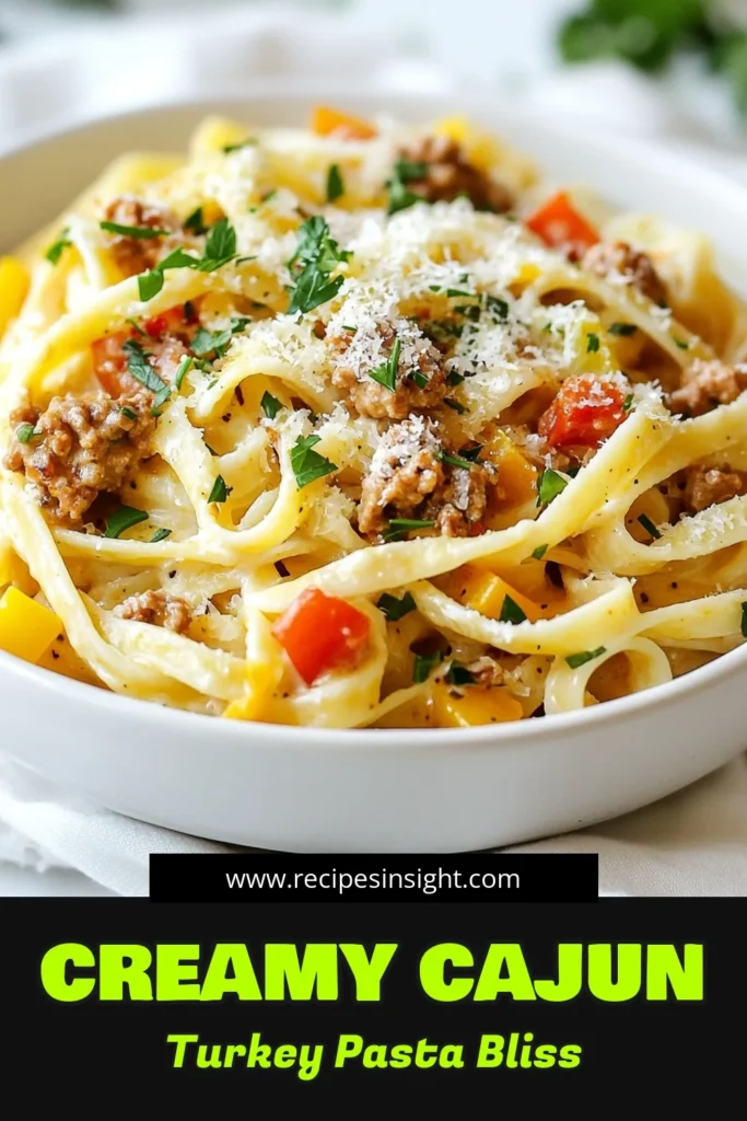 Looking for a delicious and easy meal? This creamy Cajun turkey pasta recipe will become your go-to! Combining tender fettuccine with seasoned ground turkey and fresh vegetables, this dish is perfect for weeknight dinners. With just one pot, you can indulge in rich, creamy pasta dishes that the whole family will love. Try this amazing fettuccine with turkey today and savor the flavors! Save this easy Cajun recipe for your next meal! #CajunTurkeyPasta #EasyPastaRecipes #OnePotMeals #ComfortFood